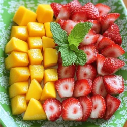 To start making your homemade fruit snacks, choose fresh fruits you love. I like to mix berries, mango, and apples. You can use: - 2 cups mixed fruit (like strawberries, mangoes, and apples, chopped) - 1 cup 100% fruit juice (orange, apple, or grape) This mix brings great flavor and color to your snacks. Fresh fruits will help you make tasty treats that everyone will enjoy. Sweeteners can enhance the taste of your fruit snacks. Depending on your fruit's natural sweetness, you can add: - 2 tablespoons honey (or) - 2 tablespoons maple syrup (optional) Adjust the amount based on how sweet your fruits are. I often taste the fruit puree and add sweetener as needed. This way, you control how sweet your snacks will be. To make your fruit snacks chewy and fun, you need a gelling agent. You can use: - 3 tablespoons gelatin powder (or) - 3 tablespoons agar-agar for a vegetarian option Gelatin gives a classic texture, while agar-agar works well for plant-based diets. Choose based on your needs and preferences. This base is key to achieving the perfect fruit snack consistency. For the full recipe, check the Fruity Bliss Chews section above. Start by gathering your fruits. I love using strawberries, mangoes, and apples. Chop them into small pieces for easy blending. Place the chopped fruit into a blender. Pour in your chosen fruit juice. Blend until it turns into a smooth puree. Taste the puree. If you want it sweeter, add honey or maple syrup. Blend again to mix. Next, take a small saucepan and add 1/4 cup of fruit juice. Sprinkle the gelatin over the juice and let it sit. This step is called blooming. Wait for about 5 minutes. After that, gently heat the mixture on low heat. Stir it until the gelatin fully dissolves. Make sure it does not boil. Once the gelatin is ready, pour in the fruit puree. Stir well to combine everything. Add lemon juice and a pinch of salt for extra flavor. Remove the saucepan from heat. Carefully pour the mixture into silicone molds or a lined baking dish. Allow it to sit at room temperature for about 30 minutes. Then, transfer it to the refrigerator. Chill for at least 2 hours until it sets completely. When set, pop the fruit snacks out of the molds or cut them into squares. Enjoy your fruity bliss chews! To get the best texture, use ripe fruit. Ripe fruit has more natural juice. Blend your fruit until smooth. This helps create a nice chew. If you want a firmer snack, add a bit more gelatin. Just sprinkle it in while mixing. You can also try using agar-agar for a vegan option. It gives a great texture too. Taste your fruit puree before adding sweeteners. Some fruits are sweeter than others. If you want it sweeter, add honey or maple syrup. Start with just a little, then blend. You can always add more if needed. Keep in mind, the sweetness can change after chilling. So, taste again after it sets. Make your fruit snacks look fun! Use bright molds in fun shapes. Arrange them on a colorful plate. You can add fresh mint leaves for a nice touch. This makes them look pretty and fresh. If you cut them into squares, stack them high for a fun display. Enjoy them at parties or in lunchboxes! For the full recipe, check the section above. {{image_2}} You can mix different fruits to create unique flavors. Try berries like blueberries and raspberries. Apples and peaches also work well together. For a tropical twist, mix mangoes and pineapples. Always choose ripe fruit for the best taste. You want the fruit to be sweet and juicy. If you use tart fruit, adjust the sweetener to balance the flavor. You can substitute honey or maple syrup with other sweeteners. Agave syrup is a good choice and adds a nice taste. Stevia is another option if you want to cut sugar. Each sweetener has a different flavor, so taste as you go. Start with a small amount, then add more if needed. It’s all about finding the right sweetness for your palate. For a vegan option, use agar-agar instead of gelatin. Agar-agar is made from seaweed and is a great plant-based thickener. Make sure to follow the package instructions for the best results. You can also skip honey and use maple syrup or agave. This way, everyone can enjoy these tasty treats. With these tips, you can make homemade fruit snacks that fit any diet. For the full recipe, check out the Fruity Bliss Chews section. To keep your homemade fruit snacks fresh, store them in an airtight container. This helps to lock in flavor and moisture. You can use glass jars or plastic containers. Place a layer of parchment paper between layers if stacking them. This keeps them from sticking together. Homemade fruit snacks can last up to one week in the fridge. Their freshness depends on the ingredients you use. If you notice any changes in smell or texture, it’s best to discard them. Always check for signs of spoilage before enjoying your snacks. If you want to enjoy your fruit snacks later, freezing is a great option. Place the snacks in a single layer on a baking sheet. Freeze them for about one hour. After that, transfer them to a freezer bag. Remove as much air as possible before sealing. They can last up to three months in the freezer. When you're ready to eat them, just thaw in the fridge overnight. Enjoy your fruity bliss from the freezer! Homemade fruit snacks can last up to one week. Store them in an airtight container. Keep them in the fridge to maintain freshness. If you want them to last longer, freeze them. They can stay good in the freezer for up to three months. Yes, you can use frozen fruits in this recipe. Just thaw them before blending. This makes it easy to enjoy fruit snacks any time of the year. Frozen fruits can still give you great flavor and texture. Homemade fruit snacks are healthier than store-bought ones. You control the ingredients and sugar levels. They are rich in vitamins, fiber, and antioxidants. Plus, they contain no artificial flavors or colors. This makes them a smart choice for kids and adults alike. In this blog post, we explored how to make delicious homemade fruit snacks. We covered key ingredients like fresh fruits, sweeteners, and gelatin options. I shared step-by-step instructions for preparing puree, blooming gelatin, and setting the mixture. You gained tips for the perfect texture and fun presentation ideas. Homemade fruit snacks are flexible, with variations to suit different tastes and diets. Store them well for lasting freshness. Making these snacks is easy and rewarding. Enjoy healthier treats made just for you!