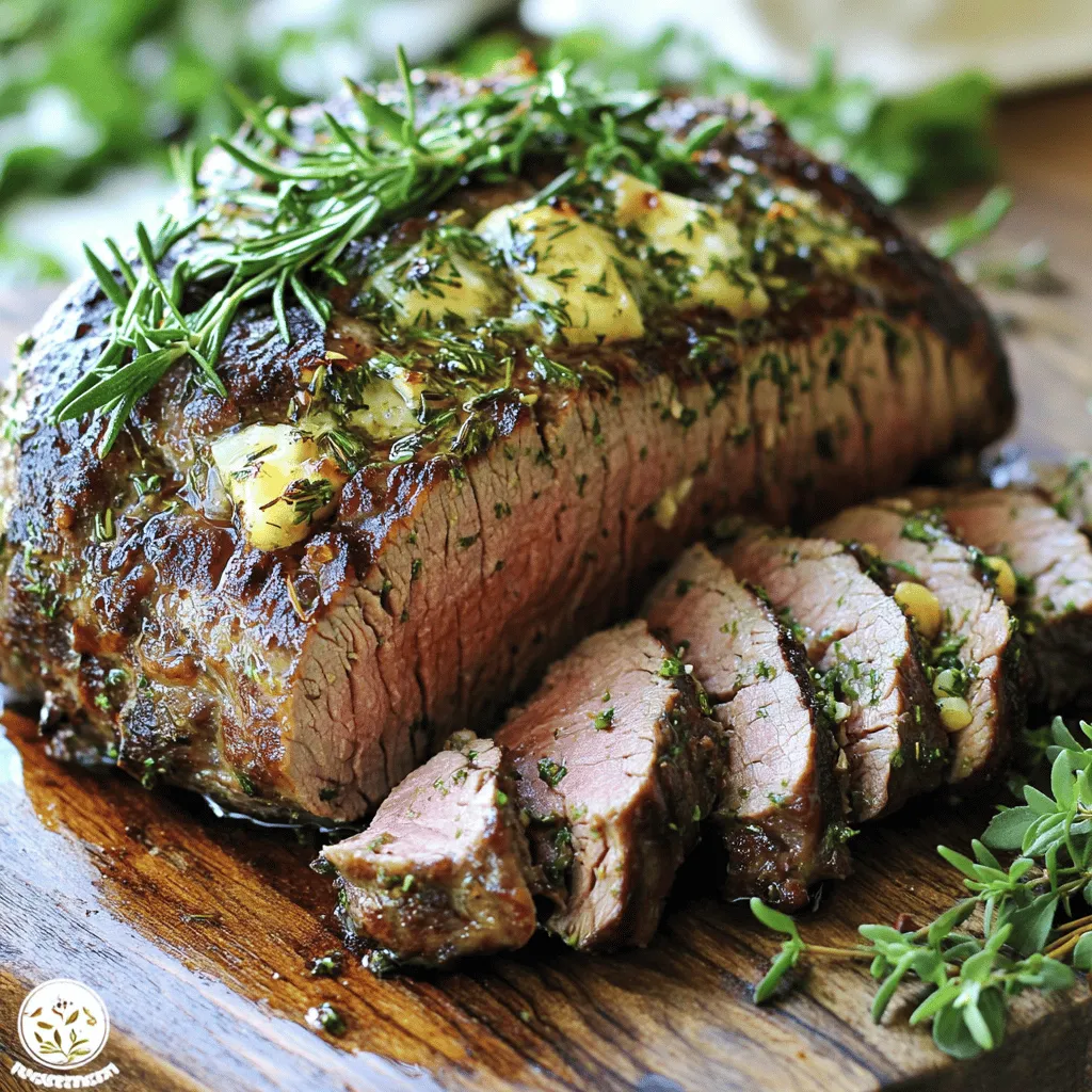 - 2 to 2.5 lbs beef tenderloin roast - 4 tablespoons unsalted butter, softened - 3 cloves garlic, minced - 2 tablespoons fresh rosemary, finely chopped - 2 tablespoons fresh thyme, finely chopped - 1 tablespoon fresh parsley, finely chopped - 1 teaspoon salt - 1 teaspoon black pepper - 1 tablespoon Dijon mustard - 2 tablespoons olive oil
