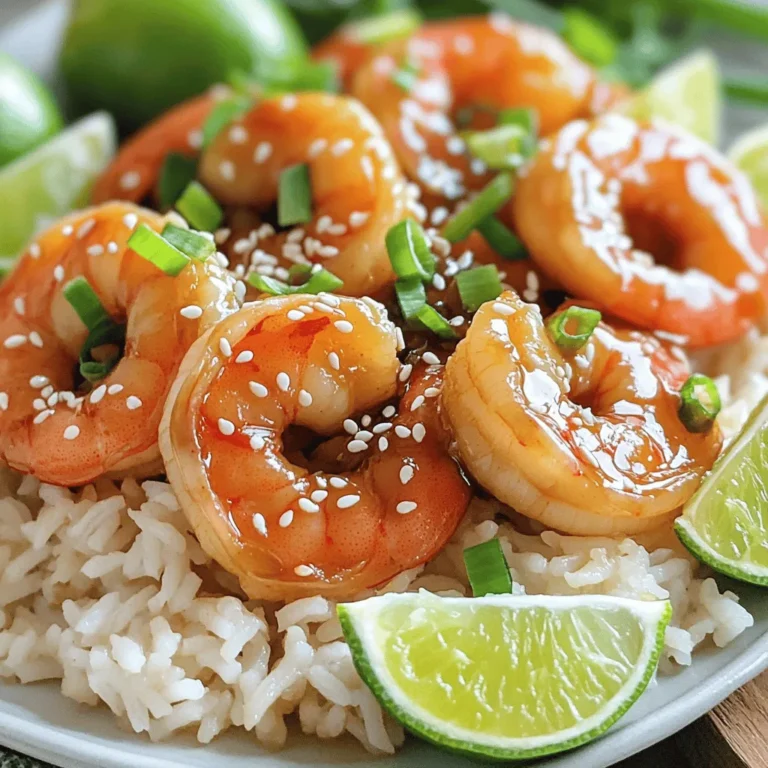 - 1 pound large shrimp, peeled and deveined - 3 tablespoons honey - 2 tablespoons soy sauce - 3 cloves garlic, minced - 1 tablespoon sesame oil - 1 teaspoon fresh ginger, grated - Salt and pepper to taste - 1 tablespoon green onions, chopped - Sesame seeds The main ingredients are simple and fresh. The shrimp give the dish a sweet and savory taste. Honey and soy sauce form a sticky glaze, while garlic and ginger add depth. The sesame oil gives a nice nutty flavor. Salt and pepper enhance all the other flavors. For garnishes, I like to use green onions and sesame seeds. They add color and crunch. You can find all these ingredients at your local store, or you may already have them at home! For the full recipe, check out the link above. It's a quick way to enjoy a tasty meal in just 10 minutes! To make the marinade, grab a bowl. Add 3 tablespoons of honey and 2 tablespoons of soy sauce. Next, add 3 minced garlic cloves and 1 teaspoon of fresh ginger. Mix well and add a pinch of salt and pepper. This blend gives the shrimp a sweet and savory taste. Take 1 pound of shrimp and coat them in the marinade. Make sure every shrimp is well-covered. Let them sit for about 5 minutes. This step is key for flavor. The shrimp will absorb all those tasty notes during this time. Now, heat 1 tablespoon of sesame oil in a large skillet over medium-high heat. Once the oil is hot, add the marinated shrimp, including the marinade. Cook the shrimp for 2-3 minutes on one side. They should turn pink and opaque. Flip the shrimp and cook for another 2-3 minutes. This will help the sauce thicken and caramelize. For a complete guide, check out the Full Recipe. To get the best shrimp, avoid overcooking them. When shrimp cook, they change color from gray to pink. This takes just 4 to 6 minutes. If you cook them too long, they will get rubbery and tough. Watch them closely. Remove them from the heat as soon as they turn pink and opaque. This keeps them tender and juicy. Want to add more flavor? Try these simple tips. For heat, add a pinch of red pepper flakes or a dash of hot sauce. This gives your dish a nice kick. If you like acidity, add a squeeze of fresh lime juice. This brightens the dish and balances the sweetness of the honey. You can also add chopped cilantro for a fresh taste. Make your dish look amazing! Serve the shrimp over a fluffy bed of jasmine rice. You can also pair it with crisp steamed veggies for color. Drizzle extra honey garlic sauce over the top for more flavor. Finish with a wedge of lime on the side. This not only adds zest but also makes the plate pop. For a final touch, sprinkle the shrimp with sesame seeds and chopped green onions for a vibrant look. For the full recipe, you can refer to [Full Recipe]. {{image_2}} You can easily switch out shrimp in this recipe. Chicken or tofu makes great substitutes. If you choose chicken, use boneless, skinless pieces. Cut them into bite-sized chunks for quick cooking. For tofu, use firm or extra-firm varieties. Press it to remove excess water, then cube it. Both options soak up the honey garlic sauce well. Feel free to play with flavors! Adding spices can change the dish's taste. For heat, try red pepper flakes or sriracha. For a tangy kick, mix in lime juice or rice vinegar. You can also explore different sauces. Try teriyaki or hoisin for a unique twist. Each change creates a new dish while keeping it simple. Pair your honey garlic shrimp with delicious sides. Jasmine rice is a perfect match. It absorbs the sauce well and adds a nice texture. Steamed or stir-fried vegetables also work great. Broccoli, bell peppers, or snap peas add color and crunch. Drizzle extra sauce over the shrimp and rice for added flavor. For a fresh touch, garnish with lime wedges. For the full recipe, check out the details above. To store leftovers, let the shrimp cool first. Place the shrimp in an airtight container. Store it in the fridge for up to two days. This keeps the shrimp fresh and prevents bacteria. To reheat, use a skillet over medium heat. Add a splash of water or broth. This helps keep the shrimp moist. Stir gently until heated through, about 2-3 minutes. Avoid high heat to prevent overcooking. You can freeze the shrimp for later use. Place the shrimp in a freezer-safe bag. Remove as much air as possible before sealing. They can last up to three months. When ready to use, thaw in the fridge overnight. Then, reheat as mentioned above. This method keeps the shrimp tasty and safe. Enjoy your meal! It takes just 10 minutes to make honey garlic shrimp. The prep time is 5 minutes. You will spend another 5 minutes cooking the shrimp. This quick meal fits into any busy schedule. Yes, you can use frozen shrimp. Just make sure to thaw them first. Place the shrimp in a bowl of cold water for about 15 minutes. Once thawed, pat them dry before marinating. This helps the marinade stick better. If you need a soy sauce substitute, try coconut aminos. It has a similar taste but less sodium. You can also use tamari for a gluten-free option. These swaps work well without changing the dish too much. This blog post showed you how to make honey garlic shrimp. We covered the main ingredients, step-by-step instructions, and tips for perfect shrimp. You learned how to store leftovers and even some fun variations. Cooking doesn’t have to be hard. Enjoy experimenting with flavors and find what you love. This dish is tasty and quick, making it great for any meal. Try it tonight, and impress your family with your skills!