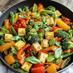 - 1 block firm tofu, drained and cubed - 2 cups mixed vegetables (bell peppers, broccoli, carrots, and snap peas) - 2 tablespoons soy sauce - 1 tablespoon sesame oil - 2 cloves garlic, minced - 1-inch piece ginger, minced - 2 teaspoons cornstarch - 2 tablespoons vegetable oil (for frying) These ingredients form the base of the dish. Firm tofu gives the stir-fry its protein. Mixed vegetables add color and nutrients. Soy sauce and sesame oil bring depth and flavor to each bite. Garlic and ginger add a wonderful aroma and taste. - 1 tablespoon sesame seeds (optional for garnish) - Fresh basil or cilantro leaves (for garnish) You can use garnishes to enhance your dish. Sesame seeds add crunch. Fresh herbs like basil or cilantro brighten the meal. You can also swap the tofu for chicken or shrimp if you prefer. Different sauces can change the flavor too. Explore what you like best! For the full recipe, check out the complete instructions to create this tasty dish. Pressing Tofu for Best Texture Start by pressing the tofu. This step helps remove excess water. Wrap the tofu in paper towels. Place a light weight on top. Let it sit for about 15 minutes. This process makes the tofu firmer and helps it fry better. Coating with Soy Sauce and Cornstarch After pressing, cut the tofu into cubes. In a bowl, combine the tofu with soy sauce and cornstarch. Toss gently to coat each piece evenly. The soy sauce adds flavor, and the cornstarch helps create a crispy texture when frying. Frying Tofu until Golden Heat sesame oil and vegetable oil in a large skillet over medium-high heat. Once hot, add the tofu cubes in a single layer. Fry them for about 8-10 minutes. Turn them carefully until they are golden and crispy on all sides. Once done, remove the tofu and set it aside. Stir-Frying Garlic, Ginger, and Vegetables In the same skillet, add more oil if needed. Then, add minced garlic and ginger. Stir-fry for about 30 seconds until fragrant. Next, add your mixed vegetables to the skillet. Stir occasionally for 3-5 minutes until they are bright and slightly tender. Reintroducing Tofu to the Vegetable Mix Return the crispy tofu to the skillet. Stir gently to combine with the vegetables. This step ensures that all the flavors mix well. Cook for an additional 2 minutes. This helps everything heat through nicely. Final Cooking Tips Make sure to taste as you go. Adjust the seasonings if needed. Serve your stir-fry hot. Garnish with sesame seeds and fresh herbs for extra flavor and a beautiful look. For the complete recipe, check out the Full Recipe section. Achieving Crispiness Tofu can be soft without the right prep. Press it to remove moisture. I like to use paper towels and a light weight. This makes your tofu crispy. Coat it with soy sauce and cornstarch. This adds flavor and helps with crispiness. Fry it in hot oil. Make sure to turn it often for even cooking. Using Different Cooking Methods You can bake or fry tofu. Frying gives it a golden crust. Baking is healthier and easier. To bake, coat it and place on a baking sheet. Bake at 400°F for about 25 minutes. Flip halfway for even browning. Recommended Seasonings Flavor is key in a stir-fry. Soy sauce adds umami. I love garlic and ginger for a fresh taste. You can also try chili flakes or sesame seeds. These can make your dish pop! Balancing Sauces for Taste Use a mix of soy sauce and sesame oil. This gives depth to your dish. If you want it sweeter, add a bit of honey or maple syrup. Taste as you cook. Adjust the sauce to your liking. Meal Prep Ideas Meal prep saves time. Chop veggies ahead of time. Store them in the fridge. You can also press tofu in advance. This way, you can whip up your stir-fry in just 15 minutes! Cooking Tips for Speed Cut all ingredients into small pieces. This helps them cook faster. Heat your pan before adding oil. A hot pan cooks food quickly and evenly. Stir-frying is fast, so keep things moving in the pan. Enjoy your quick veggie stir-fry with tofu from the Full Recipe! {{image_2}} Alternative Vegetables You can swap out the mixed vegetables for others you like. Try zucchini, mushrooms, or green beans. Each veggie brings its own taste and texture. You can mix and match for fun flavors. Use what you have in the fridge for a quick meal. Different Protein Options If you want to change the protein, consider chickpeas or tempeh. Both options bring protein and texture. You can even use cooked chicken or shrimp if you like. Each protein adds a unique twist to your stir-fry. Adding Spices or Sauces Want more flavor? Add spices like cumin or chili powder. You can also mix in sauces like teriyaki or hoisin. These additions can transform the dish. Experiment with flavors to suit your taste buds. Making it Spicy or Sweet To make it spicy, add red pepper flakes or sriracha. If you prefer sweet, drizzle honey or maple syrup. Adjust the heat or sweetness to fit your mood. This way, your stir-fry can change with your cravings. Gluten-Free Substitutions Swap soy sauce for tamari to make it gluten-free. You can also use coconut aminos. These options keep the flavor while meeting dietary needs. Always check labels for hidden gluten in sauces. Vegan Alternatives The recipe is already vegan with tofu. If you want a different vegan protein, use seitan. This gives a meaty texture without animal products. Enjoy the dish while sticking to your diet. For the full recipe, check the details above. Enjoy your cooking adventure! To keep your Quick Veggie Stir-Fry with Tofu fresh, store it in an airtight container. This helps lock in flavors and moisture. You can keep leftovers in the fridge for up to three days. If you want to enjoy it later, make sure it is cooled before sealing the container. This helps prevent condensation, which can make it soggy. You can freeze this stir-fry, but the texture may change. To freeze, place the cooled dish in a freezer-safe container. It lasts about one month in the freezer. For best results, freeze the tofu and vegetables separately. This keeps the veggies from becoming mushy. When you’re ready to eat, thaw the stir-fry in the fridge overnight. To reheat, use a skillet over medium heat. Stir until heated through. You can also use a microwave, but stir halfway to ensure even heating. Enjoy your tasty meal anytime! To make tofu crispy, start by pressing the tofu to remove water. This step is key. Wrap the tofu in paper towels and add a weight on top for 15 minutes. Next, cut the tofu into cubes. Coat the cubes with soy sauce and cornstarch. The cornstarch helps create a crispy crust. When cooking, use high heat with oil. Heat sesame oil and vegetable oil in a pan. Add the tofu in a single layer. Fry until golden and crispy, about 8-10 minutes. This method gives you a nice, crunchy texture. Yes, you can swap vegetables based on what you have. Try using zucchini, asparagus, or mushrooms. You can also add leafy greens like spinach or kale. Just ensure the vegetables you choose cook well together. Cut them into similar sizes for even cooking. To store stir-fry leftovers, let them cool first. Place them in an airtight container. This keeps the dish fresh. Store it in the fridge for up to three days. For longer storage, freeze the stir-fry. Use freezer-safe bags or containers. When ready to eat, thaw in the fridge overnight and reheat on the stove. This keeps the flavors intact. We covered how to make a tasty tofu stir-fry, focusing on main ingredients like tofu, mixed vegetables, and seasonings. I shared step-by-step instructions to prepare and cook your dish perfectly. You learned tips to enhance flavor and achieve the right texture. Remember, variations can make your stir-fry unique, whether you swap ingredients or adjust flavors. Lastly, I provided storage tips for your leftovers. Enjoy making your stir-fry, and have fun experimenting in the kitchen!