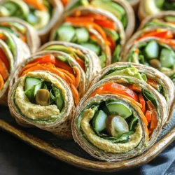 - Tortillas and Spread Options - 4 large whole wheat tortillas - 1 cup hummus - 1/2 cup cream cheese (or a dairy-free alternative) - Fresh Vegetables and Nutritional Benefits - 1 cup shredded carrots - 1 cup sliced cucumbers - 1 red bell pepper, thinly sliced - 1 cup baby spinach leaves These veggies are not just colorful. They are packed with vitamins! Carrots are great for eyes. Cucumbers keep you hydrated. Bell peppers add crunch and flavor. Spinach gives you iron and energy. - Optional Toppings and Additions - Salt and pepper to taste - Optional: sliced olives or avocado for extra toppings Olives add a salty kick. Avocado brings creaminess and healthy fats. You can mix and match these toppings for fun! Kids can pick their favorites too. This makes preparing meals exciting for them. For the full recipe, check out the details and get cooking! 1. Laying Out the Tortillas Start by laying out your tortillas on a clean surface. This makes it easy to spread your toppings. 2. Spreading Hummus and Cream Cheese Next, spread a generous layer of hummus on each tortilla. Make sure to leave a little space at the edges. Then, add a thin layer of cream cheese on top for extra flavor. 3. Layering Vegetables for Visual Appeal Now it’s time for the fun part! Layer shredded carrots, sliced cucumbers, and red bell pepper on the tortillas. Add baby spinach leaves for a pop of green. This makes the roll-ups colorful and exciting. 1. How to Roll Tortillas Properly Carefully roll each tortilla from one end to the other. Keep it tight, so the filling doesn’t spill out. You want a nice, firm roll. 2. Slicing for Kid-Friendly Portions Once rolled, slice each tortilla into pinwheels or halves. This makes them easy for little hands to pick up and enjoy. 1. Plating Ideas for Presentation Arrange your colorful tortilla roll-ups on a platter. You can add extra veggies or a small bowl of hummus for dipping. This makes a fun and inviting display. 2. Dipping Options and Pairings Serve your roll-ups with extra hummus or a yogurt dip. You can also try salsa or guacamole for a tasty twist. These options make the meal more engaging for kids. For a full recipe of these Colorful Veggie Tortilla Roll-Ups, check out the detailed instructions above. Age-Appropriate Tasks for Children Involve your kids in making tortilla roll-ups. Let them help wash the veggies. They can spread hummus and cream cheese on the tortillas. This gives them a sense of pride in their work. Older kids can slice veggies with supervision. Each task can build their confidence. Encouraging Creativity and Choice Ask your kids what veggies they like. Let them pick their favorites for the roll-ups. This makes cooking fun and personal. You can also use different spreads. Try guacamole or yogurt for variety. This encourages them to experiment and create. How to Keep Fillings Secure To prevent fillings from spilling, spread the hummus close to the edge. This will help hold the contents in place. Roll the tortilla tightly from one end to the other. This technique keeps everything together while slicing. Tips for Evenly Distributed Ingredients When layering veggies, spread them evenly. This gives each bite great flavor. Use a variety of colors for a fun look. It’s eye-catching and tasty! Ensuring even distribution also helps kids enjoy all the flavors. For the full recipe, see the colorful veggie tortilla roll-ups section. {{image_2}} Gluten-Free Tortilla Options If you need a gluten-free option, use rice or corn tortillas. They are easy to find in stores. You can also make them at home with simple ingredients. Use a mix of gluten-free flour and water. A little salt adds flavor. Form the dough into flat circles. Cook them on a hot pan until golden. Creative Fillings Beyond Veggies While veggies are great, you can try other fillings too. Use proteins like grilled chicken or turkey. These add taste and keep kids full. Nut butter is also a fun choice. Spread peanut or almond butter, then add banana slices. Roll it up for a tasty treat. You can also use shredded cheese or beans for extra protein. Holiday and Seasonal Ideas Make roll-ups for special days. For Halloween, use orange and black foods. Think pumpkin puree and black olives. In spring, add bright fruits like strawberries and blueberries. These colors make food exciting and fun. For Christmas, use red and green ingredients. Spinach and red peppers work well! Fun Shapes and Colors to Make it More Appealing Cutting tortillas into fun shapes makes them more fun to eat. Use cookie cutters to make stars or hearts. This adds joy to meals. You can also use food coloring in cream cheese. Bright colors draw kids in! Try mixing colors for a rainbow effect. It makes each bite a surprise! To keep your leftover tortilla roll-ups fresh, wrap them in plastic wrap. This seals in moisture and prevents them from drying out. Place the wrapped roll-ups in an airtight container. It’s best to store them in the fridge. They will stay fresh for about 2 to 3 days. Best Storage Practices for Freshness: - Use plastic wrap to cover each roll-up tightly. - Put the wrapped roll-ups in a solid container. - Store in the fridge immediately after making them. Ideal Containers for Refrigeration: - A glass or plastic container with a lid works great. - Use a sandwich bag if you want to save space. - Make sure the container is clean and dry before use. When it’s time to enjoy your roll-ups again, reheating is easy. First, remove the plastic wrap. You can microwave them for a few seconds. This warms them up without making them soggy. If you want a crispier texture, try using a toaster oven. How to Reheat Without Compromising Texture: - Microwave for 10-15 seconds on medium power. - For a crispy finish, place them in a toaster oven for a few minutes. Serving After Storage: Once reheated, serve your roll-ups with some extra hummus. This adds a nice touch and brings back that fresh taste. Enjoy them with a side of fresh veggies or fruit for a fun meal! What can I substitute for hummus? You can use many tasty options instead of hummus. Try avocado spread for a creamy texture. Cream cheese works great too, especially if you want something rich. Peanut butter can add a fun twist, but be aware of nut allergies. You can also use yogurt for a tangy flavor. How do I make these tortilla recipes dairy-free? To make these recipes dairy-free, skip the cream cheese. Use a dairy-free cream cheese alternative or just stick with hummus. Some kids love guacamole, so that could work too. Always check the labels to ensure they are dairy-free. Can I prepare these in advance? How long will they last? Yes, you can prepare these roll-ups ahead of time. Wrap them in plastic wrap or store them in an airtight container. They can last up to two days in the fridge. Just keep in mind that the veggies might get a bit soggy, so it’s best to eat them fresh! For the full recipe, check above. Making tortilla roll-ups can be fun and easy. You learned how to choose ingredients, prepare them, and serve them nicely. Involving kids in the cooking boosts their interest. Remember, you can get creative with toppings and fillings. Store leftovers properly to keep them fresh. With these tips and tricks, you’ll make tasty roll-ups every time. I hope you feel inspired to try new ideas and enjoy this cooking adventure!