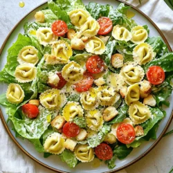 - Cheese tortellini - Romaine lettuce - Cherry tomatoes - Parmesan cheese - Caesar dressing - Optional toppings The star of this salad is the cheese tortellini. I love using fresh, store-bought tortellini. It adds a rich and creamy texture. Next, the romaine lettuce gives a crisp crunch. Cherry tomatoes add a burst of sweetness. Don't forget the parmesan cheese, which melts into the salad. The Caesar dressing ties it all together with a tangy kick. You can also add optional toppings like croutons for crunch. - Olive oil - Garlic powder - Black pepper - Croutons (optional) These cooking essentials enhance the dish. Olive oil adds a smooth flavor. Garlic powder gives a warm, savory note. A sprinkle of black pepper adds just the right heat. If you want more crunch, toss in croutons. They are easy to make at home or buy at the store. - Calories - Macronutrients breakdown - Dietary considerations This salad is not just tasty; it's also healthy! A serving has about 350 calories. It provides a good balance of carbs, protein, and fats. The cheese tortellini gives some carbs, while romaine and tomatoes are low in calories. You can adjust the dressing for less fat. This meal is great for vegetarians. Start by boiling water in a large pot. Add a pinch of salt to the water. Once it boils, carefully add the cheese tortellini. Cook them for about 3-5 minutes. You will know they are done when they float to the top. Drain the tortellini and rinse them under cold water. This stops the cooking process and cools them down. While the tortellini cooks, grab a cutting board and a sharp knife. Chop the romaine lettuce into bite-sized pieces. Make sure the pieces are not too big. Next, take the cherry tomatoes and slice them in half. This adds a nice burst of flavor in each bite. In a small bowl, mix together the Caesar dressing, olive oil, garlic powder, and a pinch of black pepper. Whisk this until it is smooth and blended. In a large mixing bowl, combine the cooled tortellini, chopped romaine, and halved cherry tomatoes. Pour the dressing over the salad. Toss everything gently until all the ingredients are coated. Now, fold in the grated parmesan cheese. If you like a little crunch, you can also add croutons now. To serve, transfer the salad to a large platter or individual bowls. For a nice touch, sprinkle extra parmesan on top and add some freshly cracked black pepper. You can find the full recipe above for more details. To make the best cheese tortellini, cook it just right. Boil salted water and add the tortellini. They usually take about 3-5 minutes to cook. You know they are done when they float. After cooking, drain and rinse them under cold water to stop the cooking process. For fresh ingredients, always check the romaine lettuce. It should be crisp and green. Look for bright cherry tomatoes with no bruises. Fresh parmesan cheese is best, so buy it whole and grate it yourself for better flavor. You can choose between homemade or store-bought Caesar dressing. Homemade dressing gives a fresh taste and is easy to make with simple ingredients. Store-bought is quick and saves time. Both options work well in this salad. If you want to try other dressings, consider ranch or balsamic vinaigrette. These can add a fun twist to the classic Caesar flavor. A great way to serve this salad is on a large platter. It looks more inviting that way. For garnish, sprinkle extra parmesan cheese on top. You can also add freshly cracked black pepper for flavor. Consider using fresh herbs like parsley or basil. They not only add color but also enhance the taste. For plating, use bowls for individual servings. This makes it easy for guests to enjoy the salad. For the complete recipe, check out the [Full Recipe]. {{image_2}} You can make your Cheese Tortellini Caesar Salad even better by adding protein. Grilled chicken or shrimp works great. This adds flavor and makes the dish filling. You could also try adding bacon bits for a salty crunch. You can include other vegetables too. Think of bell peppers, cucumbers, or even olives. These add color and nutrition. Don't hesitate to mix and match based on what you like! If you need gluten-free options, look for gluten-free cheese tortellini. There are many brands that make this. Use fresh veggies and a gluten-free dressing to keep it safe. For vegan modifications, you can swap the cheese tortellini for a plant-based version. Look for vegan Caesar dressing or make your own. Use nuts or seeds for a cheesy flavor without dairy. You can change the salad with the seasons. In spring, add fresh peas or asparagus for a bright taste. In summer, throw in corn or diced avocado for creaminess. Fall brings roasted squash or apple slices, adding sweetness. In winter, use hearty greens like kale. You can get creative with flavors by mixing in seasonal fruit or herbs. These choices keep your salad fresh and exciting! Check out the Full Recipe for the basic steps to make this dish shine! To store leftover Cheese Tortellini Caesar Salad, place it in an airtight container. This keeps it fresh and safe. The salad lasts about 3 days in the fridge. After that, the tortellini can get mushy, and the lettuce may wilt. You can freeze the salad, but it’s not the best option. Freezing can change the texture of the lettuce and tomatoes. If you must freeze it, store only the tortellini. For the best results, cook the tortellini fully, cool it, and freeze in a single layer. Once frozen, transfer to a bag for easy storage. To refresh the salad, let it sit at room temperature for about 15 minutes before serving. For reheating tortellini, place it in boiling water for about a minute. This warms it up without losing its taste. Avoid using the microwave, as it can make the tortellini rubbery. For the best flavor, toss the salad again with fresh dressing before serving. You can find the Full Recipe in the earlier section. How to make homemade Caesar dressing? To make homemade Caesar dressing, mix ¼ cup mayonnaise, 2 tablespoons lemon juice, 1 tablespoon Dijon mustard, and 2 cloves of minced garlic. Add ¼ cup grated parmesan cheese, salt, and pepper to taste. Blend until smooth. This easy dressing tastes fresh and rich! Can I use frozen tortellini? Yes, you can use frozen tortellini! Just cook it according to the package directions. Frozen tortellini saves time and still tastes great. What can I substitute for Caesar dressing? If you want a substitute for Caesar dressing, try ranch dressing or a yogurt-based dressing. These options give a different taste but still work well with the salad. What to serve with Cheese Tortellini Caesar Salad? This salad pairs well with grilled chicken or shrimp. You can also serve it alongside garlic bread or a light soup for a full meal. Best wines to pair with this salad A crisp white wine like Sauvignon Blanc or a light red like Pinot Noir complements the flavors well. Both wines enhance the taste without overpowering the salad. Can I make this salad in advance? Yes, you can prepare this salad in advance. Keep the dressing separate until you're ready to serve. This keeps the lettuce fresh and crunchy. How to customize the recipe for specific diets? For a gluten-free option, use gluten-free tortellini. To make it vegan, substitute the cheese and use a plant-based dressing. You can also add more veggies to boost nutrition! For the complete recipe, check out the Full Recipe. This blog post covered the key ingredients, cooking steps, and tips for making a Cheese Tortellini Caesar Salad. We explored how to cook the tortellini, prepare fresh veggies, and snap it all together. We also touched on variations to suit your taste and dietary needs. In summary, this salad is not just tasty but also flexible. With easy steps and helpful tips, you can make it your own. Enjoy this dish, and let your creativity flow!