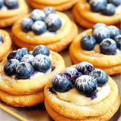 Making Easy Blueberry Cheesecake Cookies is simple and fun. Here’s what you need: - 1 cup all-purpose flour - 1/2 teaspoon baking soda - 1/4 teaspoon salt - 1/2 cup unsalted butter, softened - 1/2 cup cream cheese, softened - 1/3 cup granulated sugar - 1/3 cup brown sugar, packed - 1 teaspoon vanilla extract - 1/2 cup fresh blueberries - 1/4 teaspoon lemon zest - 1/4 cup powdered sugar (for dusting, optional) These ingredients work together to create a soft, creamy cookie that bursts with blueberry flavor. The cream cheese adds richness, while the blueberries give a fresh twist. When you mix them, you create a cookie that feels like a dessert and tastes like a dream. Using fresh blueberries is key. They add moisture and sweetness. You can also try using lemon zest. It brightens the cookies and enhances the blueberry taste. If you want a little extra sweetness, the powdered sugar dusting is a nice touch. It makes the cookies look pretty too! For the full recipe, check out the detailed steps later. Happy baking! First, preheat your oven to 350°F (175°C). This step is key for even baking. While the oven warms up, line a baking sheet with parchment paper. This prevents sticking and makes cleanup easy. Next, grab a small bowl and mix together the flour, baking soda, and salt. This dry mixture adds structure to your cookies. Set it aside for now. In a large bowl, cream together the softened butter and cream cheese. Add the granulated sugar, brown sugar, and vanilla extract. Beat the mixture until it feels creamy and smooth. This creates a rich base for your cookies. Now, add the dry mixture to the wet ingredients. Stir gently until just combined. Be careful not to overmix; this helps keep your cookies soft. Next, fold in the fresh blueberries and lemon zest. Use a spatula to do this, and handle the berries gently. You want to keep them whole for bursts of flavor in every bite. Using a tablespoon, scoop out the dough and place it on the prepared baking sheet. Make sure to leave space between each scoop. This space allows the cookies to spread while baking. Bake the cookies for 10 to 12 minutes. You want the edges to turn lightly golden, while the centers might look soft. This is okay! After baking, let the cookies cool on the sheet for about 5 minutes. Then, transfer them to a wire rack to cool completely. If you like, dust the cookies with powdered sugar for a sweet finish. For the full recipe, check the earlier section! To make the best blueberry cheesecake cookies, pay close attention to baking time and temperature. Preheat your oven to 350°F (175°C). Bake the cookies for 10-12 minutes. The edges should be lightly golden. The centers can look soft but will firm up as they cool. To check if your cookies are done, look for golden edges. Use a toothpick to test the center. If it comes out clean or with a few crumbs, your cookies are ready. If you need a cream cheese alternative, use mascarpone cheese or Greek yogurt. Both will keep the rich flavor of your cookies. For a lighter option, you can swap granulated sugar for coconut sugar or honey. These options add a unique taste and help lower the glycemic index. For a beautiful finish, dust your cookies with powdered sugar after they cool. This adds a sweet touch and makes them look fancy. Serve these cookies with a scoop of vanilla ice cream or fresh whipped cream. They pair well with a cup of tea or coffee for a delightful dessert experience. For the full recipe, check out the Blueberry Cheesecake Cookies section. {{image_2}} You can make your blueberry cheesecake cookies even more fun. Adding spices like cinnamon or nutmeg adds warmth. A pinch of these spices can elevate the sweet flavor. You can also try other fruits. Raspberries or strawberries work great in this recipe. They pair well with the cream cheese and blueberries. Some people need special diets. If you want a gluten-free version, use gluten-free flour. It works just like regular flour. For a vegan option, swap out the cream cheese for a plant-based cream cheese. You can also use coconut oil instead of butter. These changes keep the cookies tasty for everyone. You can change these cookies for the season. For holidays, add spices like ginger or cloves. This will give your cookies a festive touch. In summer, try adding lemon zest or even some coconut flakes. These flavors make the cookies bright and refreshing. For the full recipe, check the details above. Enjoy playing with these variations to make your cookies unique! To keep your blueberry cheesecake cookies fresh, store them in an airtight container. This will help prevent them from drying out. Place a piece of parchment paper between layers if you stack them. Keep the container at room temperature, away from direct sunlight. If you want to save some cookies for later, freezing is a great option. First, let the cookies cool completely. Then, place them in a single layer on a baking sheet. Freeze for about an hour. After they are firm, transfer them to a freezer bag. Make sure to remove as much air as possible. To enjoy later, thaw the cookies in the fridge overnight. These cookies stay fresh for about five days at room temperature. If you freeze them, they can last up to three months. Just remember to label your bags with the date. This way, you can enjoy your delicious blueberry cheesecake cookies whenever you like! For the full recipe, check out the [Full Recipe]. How do I know when the cookies are done? You will know the cookies are done when the edges turn light golden brown. The centers may look soft. This is normal. Remove them from the oven and let them cool. Can I use frozen blueberries? Yes, you can use frozen blueberries. Just make sure to thaw and drain them first. This prevents excess moisture in the cookies. Gently fold them into the dough to keep them whole. What can I serve with these cookies? These cookies pair well with vanilla ice cream or whipped cream. A cup of tea or coffee also makes a nice match. You can also serve them with fresh fruit for a lovely touch. Can I make the dough ahead of time? Yes, you can prepare the dough ahead of time. Store it in the fridge for up to 2 days. You can also freeze the dough for up to a month. Just thaw it in the fridge before baking. For the full recipe, check the main article. These easy blueberry cheesecake cookies are a treat everyone can enjoy. We covered the key ingredients, detailed step-by-step instructions, and shared tips for baking success. You learned about variations, storage, and frequently asked questions. In short, with a few simple steps, you can create delicious cookies. Experiment with different flavors and share them with friends. Enjoy the fun of baking and the joy these cookies bring.