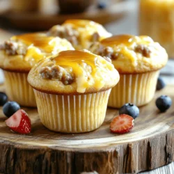 McGriddle muffins are a fun twist on classic breakfast. They mix sweet and savory flavors. You get the essence of a breakfast sandwich in a muffin shape. These muffins are soft, fluffy, and packed with tasty ingredients. The touch of maple syrup gives them a unique flavor. You can enjoy them warm or cold, making them perfect for any time. Traditional McGriddles use pancakes as the bread. They are filled with sausage, cheese, and syrup. McGriddle muffins, however, bake all these flavors into one muffin. This makes them easier to eat on the go. Each muffin has the same great taste without the mess. Plus, they are quicker to make and bake than a traditional McGriddle. When you make McGriddle muffins, they can be a balanced meal. Each muffin has protein from the sausage and cheese. They also have carbs from the flour and cornmeal. The addition of maple syrup adds sweetness but also some sugar. Here’s a basic breakdown: - Calories: About 200-250 per muffin, depending on add-ins - Protein: 8-10 grams from sausage and cheese - Carbohydrates: 25-30 grams from flour and cornmeal - Fat: 8-12 grams from butter and sausage These muffins can fit into a healthy breakfast routine. To find the full recipe, check out the details above. To make McGriddle Muffins, gather these ingredients: - 1 cup all-purpose flour - 2 tablespoons cornmeal - 1 tablespoon baking powder - 1 teaspoon salt - 1 tablespoon sugar - 1 large egg - 1 cup milk - 2 tablespoons melted butter - 1 cup cooked and crumbled breakfast sausage - 1 cup cheddar cheese, shredded - 1 tablespoon maple syrup (plus extra for drizzling) - ½ teaspoon vanilla extract - Optional: fresh blueberries or diced strawberries for a fruity twist These ingredients create a tasty muffin that blends sweet and savory flavors. You can customize your McGriddle Muffins with these add-ins: - Fresh blueberries for a burst of sweetness. - Diced strawberries for a fruity kick. - Crumbled bacon for extra crunch and flavor. - Spices like cinnamon or nutmeg for warmth. Feel free to mix and match according to your taste. If you lack some ingredients, here are some easy swaps: - Use whole wheat flour instead of all-purpose flour for a healthier version. - Swap cornmeal with ground oats for a different texture. - Replace breakfast sausage with cooked turkey sausage or mushrooms for a lighter option. - Use almond milk or soy milk for a dairy-free version. These substitutions keep your muffins tasty and enjoyable while catering to dietary needs. For the full recipe, check back with the earlier sections! Start by preheating your oven to 375°F (190°C). This step is key to getting a nice rise on your muffins. Line a muffin tin with paper liners or lightly grease it. In a large mixing bowl, whisk together 1 cup of all-purpose flour, 2 tablespoons of cornmeal, 1 tablespoon of baking powder, 1 teaspoon of salt, and 1 tablespoon of sugar. This mix is the base for your muffins. In a separate bowl, beat 1 large egg. Then add 1 cup of milk, 2 tablespoons of melted butter, 1 tablespoon of maple syrup, and ½ teaspoon of vanilla extract. Mix well until everything blends smoothly. Pour this wet mix into the dry ingredients, stirring gently. You want to combine them without overmixing. A few lumps are okay! Next, fold in 1 cup of cooked and crumbled breakfast sausage and 1 cup of shredded cheddar cheese. If you like, toss in some fresh blueberries or diced strawberries for a fun twist. Now, it’s time to fill the muffin tin. Spoon the batter into each cup, filling them about ¾ full. This gives them room to rise. Place the muffin tin in your preheated oven. Bake for about 18-20 minutes. The muffins should turn golden on top. To check if they are done, insert a toothpick in the center. If it comes out clean, they are ready! Once baked, allow the muffins to cool in the tin for about 5 minutes. This makes them easier to remove. After that, transfer them to a wire rack to cool completely. For serving, drizzle some extra maple syrup on top for added sweetness. You can also serve them warm on a nice platter. A sprig of mint can add a lovely touch. Enjoy these tasty breakfast treats! {{image_2}} To make the best McGriddle Muffins, start with fresh ingredients. Use good-quality cheese and sausage. It makes a big difference in flavor. Mix dry and wet ingredients separately. This helps you avoid overmixing. When you combine them, mix gently. A few lumps are okay; they help keep the muffins light. One common mistake is overbaking. Keep an eye on the muffins after 18 minutes. Use a toothpick to check doneness. If it comes out clean, they are ready. Another mistake is filling the muffin cups too full. Fill them about ¾ full for the best rise. Lastly, don’t skip the maple syrup. It adds a sweet touch that ties everything together. Serve your McGriddle Muffins warm. They taste great on their own, but you can add sides. Fresh fruit like berries or sliced bananas is a good choice. A side of crispy bacon complements the muffins well too. You can also serve them with extra maple syrup for drizzling. This makes each bite even better. For a fun twist, try pairing them with a yogurt parfait. You can easily make McGriddle Muffins savory. Start by adding different cheeses. Cheddar is great, but try pepper jack for a kick. You can also mix in cooked bacon or ham. These meats add a nice salty flavor to the muffins. Another fun idea is to use a mix of cheeses. This will give your muffins a rich taste. Don't forget to balance the flavors. Use a bit of seasoning or herbs for extra yum. Sweeten up your McGriddle Muffins with fruits or chocolate. Fresh blueberries work well in the batter. They burst with flavor while baking. You can also use diced strawberries for a fruity twist. For a chocolate lover's dream, add chocolate chips. They melt into gooey goodness. This adds a fun surprise in each muffin. If you like maple flavor, drizzle some syrup on top before serving. This extra touch makes your muffins even sweeter. Seasonal ingredients can make your muffins special. In fall, try adding pumpkin puree or spices like cinnamon and nutmeg. This gives your muffins a warm, cozy flavor. In winter, consider using cranberries or apples for a fresh taste. Spring brings vibrant flavors like lemon zest or fresh herbs. In summer, use ripe peaches or sweet cherries. These fruits add a refreshing note. Each season offers a chance to play with flavors and keep things exciting. Check out the Full Recipe for more delicious ideas! To make McGriddle Muffins from scratch, start by gathering your ingredients. You need flour, cornmeal, baking powder, salt, sugar, an egg, milk, melted butter, sausage, cheddar cheese, maple syrup, and vanilla extract. Mix the dry ingredients in one bowl. In another bowl, whisk the wet ingredients. Then, combine them gently. Finally, add sausage and cheese, spoon the batter into a muffin tin, and bake. Yes, you can freeze McGriddle Muffins. After they cool, wrap each muffin in plastic wrap. Place them in a freezer bag or container. They can stay fresh for up to three months. To enjoy, thaw them in the fridge overnight or pop them in the microwave for a quick warm-up. You can find the full recipe for McGriddle Muffins in my detailed recipe section. This recipe gives you every step and tip to make these tasty treats delicious and easy to prepare. In this post, I shared what McGriddle Muffins are, how they differ from regular McGriddles, and their nutritional details. I walked you through the ingredients, preparation steps, and tips to make them great. We explored fun variations and answered common questions. McGriddle Muffins are tasty and easy to make. With the right tips, you can customize them to fit your taste. Enjoy trying out these muffins and have fun experimenting!
