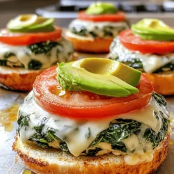 For the White Cheddar Spinach Chicken Burgers, you'll need: - 1 lb ground chicken - 1 cup fresh spinach, finely chopped - 1 cup white cheddar cheese, shredded - 1/4 cup breadcrumbs - 1 egg, lightly beaten - 2 cloves garlic, minced - 1 tsp onion powder - 1/2 tsp black pepper - 1/2 tsp salt - 1 tbsp olive oil - Burger buns of your choice - Sliced tomatoes, lettuce, and avocado for topping If you don’t have ground chicken, you can use ground turkey instead. For a dairy-free option, try using a plant-based cheese or omit the cheese altogether. If fresh spinach is not available, you can use frozen spinach, but be sure to drain it well. For breadcrumbs, gluten-free options work great too. Each burger has approximately: - Calories: 300 - Protein: 26g - Fat: 17g - Carbohydrates: 10g - Fiber: 1g - Sugar: 1g This information helps you plan your meals while keeping track of your nutrition. For the full recipe, check out the details above. First, gather your ingredients. You'll need ground chicken, fresh spinach, white cheddar cheese, breadcrumbs, an egg, garlic, onion powder, black pepper, salt, and olive oil. 1. In a large mixing bowl, mix the ground chicken, finely chopped spinach, and shredded cheese. 2. Add breadcrumbs and minced garlic to the mix. 3. Crack the egg into the bowl, then add onion powder, black pepper, and salt. 4. Use your hands to mix everything gently. Don’t overwork the chicken; you want soft burgers. 5. Split the mixture into four equal parts. Shape each part into a patty. Make them slightly larger than your buns. Now it's time to cook. 1. Heat olive oil in a skillet over medium heat. 2. Once the oil is hot, add the patties to the skillet. 3. Cook each side for about 6-7 minutes. 4. Check the burgers with a meat thermometer. They should reach 165°F (75°C). The outside should be golden brown. 5. If you like, toast your burger buns while the patties cook. To check if your burgers are done, use a meat thermometer. Insert it into the center of the patty. - An internal temperature of 165°F (75°C) means they are safe to eat. - If you don’t have a thermometer, cut a patty in half. The meat should be white and no longer pink. - Don’t forget to let the patties rest for a minute before serving. This helps keep them juicy. For the full recipe, refer to the earlier section. Enjoy creating these tasty White Cheddar Spinach Chicken Burgers! To make juicy burgers, start with fresh ground chicken. Fresh meat holds moisture better than frozen. Mix in spinach and cheese to add flavor and moisture. When forming patties, avoid pressing them too hard. A gentle touch keeps them tender. Cook on medium heat to prevent drying out. Always check the internal temperature. It should reach 165°F (75°C) for safety. Using the right tools can make cooking easier. A sturdy skillet works well for frying burgers. A spatula helps flip them without breaking. A meat thermometer ensures they are fully cooked. If you want to grill, use a grill pan or outdoor grill. Don’t forget a mixing bowl for your ingredients and a knife for chopping. Handle ground chicken with clean hands. Keep it cold until you are ready to cook. When mixing, use your hands gently. Overworking the meat makes the burgers tough. Wash your hands and tools after touching raw chicken to prevent bacteria. Always store any leftovers in the fridge and use within a few days. For detailed cooking steps, refer to the Full Recipe. {{image_2}} If you want to mix it up, try different cheeses. Mozzarella gives a mild flavor and melts well. Feta adds a salty, tangy bite. Pepper jack is great for a spicy kick. Each cheese changes the burger’s taste and texture. You can easily add more veggies to your burgers. Finely chopped bell peppers or mushrooms work great. Zucchini can add moisture without changing the flavor much. Grated carrots also bring sweetness and color. These veggies boost nutrition and flavor. For a gluten-free option, skip the breadcrumbs. Use crushed gluten-free crackers or oats instead. If you want low-carb, wrap your burger in lettuce. You can also serve it in a portobello mushroom cap. These swaps keep the taste while meeting your needs. For the full recipe, check out [Full Recipe]. To store your leftover White Cheddar Spinach Chicken Burgers, let them cool first. Place them in an airtight container. You can keep them in the fridge for up to three days. Make sure to separate each burger with parchment paper to prevent sticking. This keeps them fresh and ready to eat. To reheat your burgers, the best way is to use a skillet. Heat the skillet on medium heat. Place the burger in the skillet for about three to four minutes on each side. This method keeps the burger juicy. You can also use a microwave, but this may make the burgers less tasty. If you use the microwave, heat them for about 30 seconds or until warm. If you want to save burgers for later, freezing is a great option. After cooking, let them cool completely. Wrap each burger in plastic wrap or foil. Then, place them in a freezer bag or container. They can last for up to three months in the freezer. To thaw, move them to the fridge overnight before reheating. This helps maintain their flavor and texture. For the full recipe, check out the earlier sections! To make these tasty burgers, you start with fresh ingredients. First, mix ground chicken, chopped spinach, shredded white cheddar, and breadcrumbs in a bowl. Then, add a beaten egg, minced garlic, onion powder, salt, and pepper. It's important to mix gently. Shape the mix into patties, slightly bigger than your buns. Heat olive oil in a skillet, and cook the patties for 6-7 minutes on each side. You want them golden and cooked through. For the full recipe, check out the detailed steps. These burgers pair well with many sides. You can serve them with sweet potato fries for a fun twist. A simple green salad adds freshness and crunch. You could also try coleslaw for a creamy contrast. If you want something light, cucumber slices work great too. Don’t forget your favorite dipping sauces! Yes, you can grill these burgers! Grilling adds a nice smoky flavor. Preheat the grill to medium heat and lightly oil the grates. Cook the patties for about 6-7 minutes on each side, just like in the skillet. Make sure they reach an internal temperature of 165°F (75°C) for safety. Grilling is a great option, especially in warm weather! In this post, I covered how to make tasty chicken burgers. You learned about the ingredients, easy steps to cook, and tips for juiciness. I shared storage info to keep leftovers fresh and answered common questions you might have. Remember, cooking can be fun and rewarding. Each step, from prep to storage, helps you create amazing meals. Enjoy experimenting with flavors and techniques to make your burgers your own. Happy cooking!