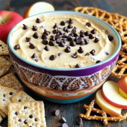 - 1 cup all-purpose flour (heat-treated) - 1/2 cup unsalted butter, softened - 1/4 cup brown sugar, packed - 1/4 cup granulated sugar - 2 tablespoons vanilla extract - 1/4 teaspoon salt - 1 cup mini chocolate chips - 1/2 cup cream cheese, softened - 1/4 cup powdered sugar - Assorted dippers (graham crackers, pretzels, apple slices) When making Chocolate Chip Cookie Dough Dip, it’s key to use heat-treated flour. This makes it safe to eat. You can heat-treat flour by baking it at 350°F for five minutes. This step helps kill any harmful bacteria. Use unsalted butter for better flavor control. Softened butter mixes well and gives a creamy texture. Cream cheese adds to the dip's richness. If you need a dairy-free option, use plant-based butter and cream cheese. For a sugar-free dip, try using sugar substitutes like stevia or erythritol. If you want a different flavor, swap mini chocolate chips for white chocolate or peanut butter chips. You can also mix in nuts or dried fruit for extra texture. To start, gather all your ingredients. Here’s what you need: - 1 cup all-purpose flour (heat-treated) - 1/2 cup unsalted butter, softened - 1/4 cup brown sugar, packed - 1/4 cup granulated sugar - 2 tablespoons vanilla extract - 1/4 teaspoon salt - 1 cup mini chocolate chips - 1/2 cup cream cheese, softened - 1/4 cup powdered sugar - Assorted dippers (graham crackers, pretzels, apple slices) Make sure your butter and cream cheese are at room temperature. This helps them mix well. Heat-treat the flour to kill any bacteria. To do this, spread it on a baking sheet and bake at 350°F for about 5 minutes. In a large mixing bowl, combine the softened butter, brown sugar, and granulated sugar. Mix until smooth and fluffy. You can use a hand mixer or a wooden spoon. Next, add in the softened cream cheese. Keep mixing until it blends nicely. Now, pour in the vanilla extract and salt. Mix again until everything is combined. Gradually add the heat-treated flour. Stir until it blends well with the mix. Lastly, fold in the mini chocolate chips. Make sure they spread evenly throughout the dip. Once your dip is mixed well, transfer it to a serving bowl. Cover it with plastic wrap or a lid. Place the bowl in the fridge for about 30 minutes. Chilling helps the dip firm up and enhances the flavors. After chilling, it’s ready to serve with your favorite dippers. Enjoy this decadent treat! For the full recipe, check out the provided link. To get a smooth texture in your dip, start with soft butter and cream cheese. They blend easily and make the dip creamy. Mix the butter and sugars well until fluffy. This step adds air and lightness. If your dip feels grainy, mix it more. Patience is key in making it smooth. You can change the flavor of the dip to match your taste. Try adding a pinch of cinnamon for warmth. You can also use almond extract instead of vanilla for a twist. For a fun touch, mix in peanut butter or even mint extract. Each small change can create a new flavor delight. Presentation makes your dip more fun. Serve it in a bright, colorful bowl. This adds excitement to your table. You can sprinkle extra mini chocolate chips on top for a nice look. Arrange assorted dippers like graham crackers, pretzels, and apple slices around the bowl. This way, everyone has a choice and it looks inviting. Check out the Full Recipe for more ideas! {{image_2}} You can easily make this dip gluten-free. Just swap the all-purpose flour for a gluten-free flour blend. Make sure the blend has a good texture for baking. This way, you can enjoy the same tasty dip without the gluten. For a healthier dip, use Greek yogurt instead of cream cheese. This choice lowers fat and adds protein. You can also cut the sugar by half or use a natural sweetener like honey or maple syrup. This gives you a lighter treat, while still being delicious. Add fun seasonal flavors to your dip. In fall, mix in pumpkin spice for a cozy taste. In summer, try adding crushed berries for a fruity twist. You can also stir in some peppermint extract during winter for a festive touch. Each season brings a new chance to enjoy this dip in a fresh way. To keep your chocolate chip cookie dough dip fresh, store it in an airtight container. This helps keep moisture out and flavors in. When you scoop out some dip, use a clean spoon. This avoids adding germs to the dip and keeps it safe to eat. Your dip lasts about 3 to 5 days in the fridge. After that, it may lose its taste and texture. Always check for any strange smells or changes in color before eating. If it looks or smells off, it is best to throw it away. You can freeze cookie dough dip if you want it to last longer. Place it in a freezer-safe container. Make sure to leave some space for it to expand. It can stay good for about 2 to 3 months in the freezer. When you're ready to enjoy it, thaw it in the fridge overnight. Stir it well before serving. Enjoy your dreamy treat anytime! For the full recipe, check out the detailed instructions above. No, you should not eat raw flour. Raw flour can carry harmful bacteria. To make it safe, heat-treat the flour. You can do this by spreading it on a baking sheet. Bake it at 350°F for about five minutes. This kills any germs. Once cooled, you can use it in your dip. You have many fun options for dippers! Here are some great ideas: - Graham crackers - Pretzels - Apple slices - Vanilla wafers - Strawberries Each of these pairs well with the sweet taste of the dip. You can mix and match to find your favorite combo. Making this dip vegan is easy! Here are some swaps: - Use coconut oil instead of butter. - Choose a vegan cream cheese. - Replace regular chocolate chips with dairy-free ones. - Use maple syrup instead of granulated sugar. These changes keep the flavor while making it vegan-friendly. Enjoy your delicious treat! For the full recipe, check the section above. This blog post covered everything you need for a delicious cookie dough dip. We explored the key ingredients, preparation steps, and even some tasty variations. You can customize flavors and make healthy swaps while ensuring a smooth texture. Storing it correctly helps you enjoy this treat longer. Remember, experimenting can lead to great flavors. Whether you serve it at a party or keep it for yourself, this dip is sure to delight. Enjoy your cooking adventure!