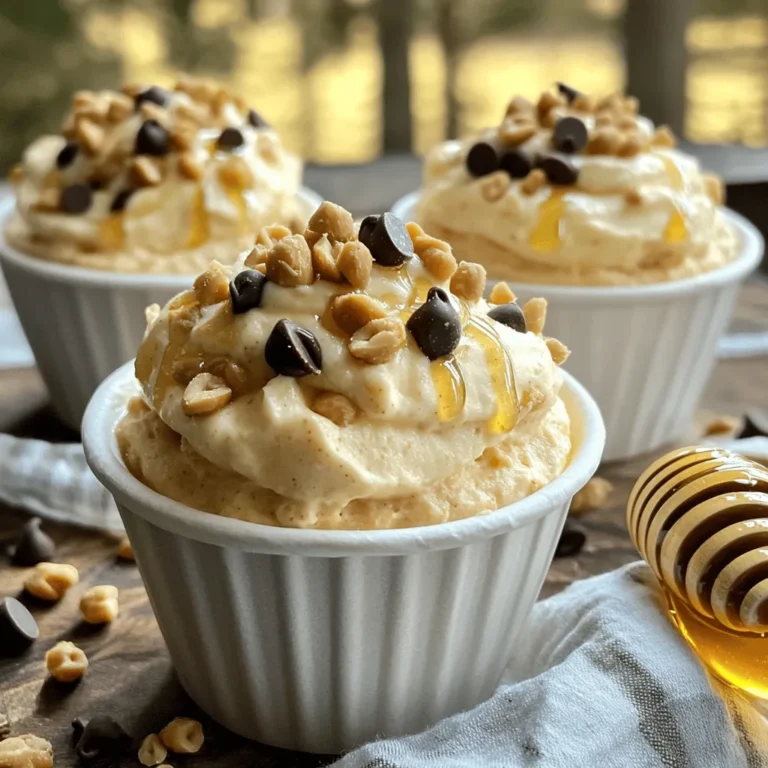 To make Peanut Butter Fluff, you need just a few simple items: - 1 cup creamy peanut butter - 1 cup marshmallow fluff - 1/2 cup powdered sugar - 1 teaspoon vanilla extract - 1/4 cup heavy cream (or coconut cream for a lighter option) - A pinch of salt - Chopped peanuts or chocolate chips for garnish If you want to switch things up, here are great alternatives: - Use crunchy peanut butter for added texture. - Swap marshmallow fluff with whipped cream for a lighter version. - For a vegan option, replace heavy cream with coconut cream. - Use maple syrup instead of powdered sugar for a natural sweetness. Each ingredient plays a special role in this dessert: - Creamy peanut butter gives a rich, nutty flavor. - Marshmallow fluff adds sweetness and a light texture. - Powdered sugar helps balance the flavors and sweeten the mix. - Vanilla extract enhances the overall taste with a warm note. - Heavy cream makes the fluff light and airy. - Salt brings out the sweetness and rounds out the flavors. This Peanut Butter Fluff is not just easy to make but also fun to enjoy. You can customize it based on your taste! For the full recipe, check the details above. To start, gather all your ingredients for Peanut Butter Fluff. You need: - 1 cup creamy peanut butter - 1 cup marshmallow fluff - 1/2 cup powdered sugar - 1 teaspoon vanilla extract - 1/4 cup heavy cream (or coconut cream for a lighter option) - A pinch of salt - Chopped peanuts or chocolate chips for garnish First, take a large mixing bowl. Combine the creamy peanut butter, marshmallow fluff, and powdered sugar. This mix is the heart of your fluff. Next, add the vanilla extract and the pinch of salt. These flavors make the dish taste great. Now, it's time to blend. Use a hand mixer or a whisk. Mix until everything is smooth and creamy. This should take about two minutes. In a separate bowl, whip the heavy cream. Keep mixing until stiff peaks form. This usually takes 2-3 minutes. After whipping, gently fold the whipped cream into the peanut butter mix. Use a spatula and be careful not to deflate the whipped cream. You want it light and fluffy. Once combined, transfer your fluff to a serving dish or an airtight container. Chill in the refrigerator for at least 30 minutes. This helps the flavors come together. When ready to serve, spoon the fluff into dessert cups. For a fun touch, garnish each cup with chopped peanuts or a sprinkle of chocolate chips. You can also add a drizzle of honey on the side. This sweet touch makes it even better. Serve with graham crackers or fresh fruit for dipping. Enjoy your tasty treat! To get the best fluffiness, use cold heavy cream. Cold cream whips up faster and holds its shape well. Whip the cream until it forms stiff peaks. This means the cream stands tall and doesn’t droop. When mixing, be gentle. Fold the whipped cream into the peanut butter mix slowly. This keeps the air in the whipped cream, making your fluff light and airy. Peanut Butter Fluff pairs well with many treats. Try serving it in dessert cups. Top each cup with chopped peanuts or chocolate chips. A drizzle of honey gives it a sweet touch. This dessert also shines when served with graham crackers or fresh fruit. Apple slices or banana chunks are fun options for dipping. You can even spread it between cookies for a tasty treat. Avoid over-mixing the fluff. It can turn dense if you stir too much. Also, don’t skip chilling it. Letting it chill for 30 minutes helps the flavors blend. If you want it sweeter, add powdered sugar, but do so slowly. Taste as you go to find the right balance. Lastly, use a clean bowl for whipping cream. Any oils or residues can affect how it whips. For more detailed steps, check the Full Recipe. {{image_2}} To make a rich chocolate peanut butter fluff, add cocoa powder. Start with 1/4 cup of unsweetened cocoa powder. Mix it in with the peanut butter, marshmallow fluff, and sugar. This gives your fluff a deep chocolate flavor. You can also fold in mini chocolate chips for extra texture. If you want a nut-free version, try sun butter or soy nut butter. These alternatives work well and keep the same creamy texture. Just swap the peanut butter for your choice. The rest of the recipe stays the same. You can still enjoy a tasty fluff without the nuts! For fun seasonal flavors, add spices or fruit. In fall, mix in pumpkin spice for a cozy flavor. In summer, fold in crushed strawberries or blueberries. This adds a fresh twist and bright color. Get creative with flavors to match the seasons and your mood! If you want to try making the classic version, check out the Full Recipe for Peanut Butter Fluff Delight. It’s a simple and tasty dessert treat! To keep your peanut butter fluff fresh, store it in an airtight container. This simple step prevents the fluff from absorbing other smells in the fridge. It also keeps the texture smooth and creamy. You can chill it for up to 5 days. Make sure to cover the container tightly. You can freeze peanut butter fluff if you want to save some for later. Scoop it into a freezer-safe container. Leave a little space at the top for expansion, as it may puff up. It can last for about 2-3 months in the freezer. To enjoy it again, thaw it in the fridge overnight before serving. Peanut butter fluff has a decent shelf life. If stored well in the fridge, it lasts about 5 days. If frozen, use it within 3 months for the best taste. Always check for any off smells or changes in texture before serving. If it looks or smells funny, it’s best to toss it. Enjoy this simple dessert treat fresh for the best experience! For the full recipe, check out the earlier section. To make Peanut Butter Fluff from scratch, you need five main ingredients: creamy peanut butter, marshmallow fluff, powdered sugar, vanilla extract, and heavy cream. First, mix the peanut butter, marshmallow fluff, and powdered sugar in a bowl. Then, add vanilla and a pinch of salt. Blend until smooth. In another bowl, whip the heavy cream until it forms stiff peaks. Gently fold the whipped cream into the peanut butter mix. This keeps the fluff light and airy. Chill it for at least 30 minutes before serving. You can find the full recipe above for all the details! If you need a substitute for marshmallow fluff, you can use whipped cream. You can also try making your own fluff with sugar, corn syrup, and egg whites. Another option is to use cream cheese mixed with powdered sugar. This gives a different taste but still works well. Each option brings a unique flavor and texture to the dessert. Yes, you can make Peanut Butter Fluff ahead of time! It stores well in the fridge. Make it a day in advance to save time. Just cover it tightly with plastic wrap or in an airtight container. This helps keep it fresh. The flavors will blend and taste amazing after chilling. In summary, this blog post guides you through making Peanut Butter Fluff. You learned about key ingredients, substitutions, and step-by-step instructions for a perfect blend. We shared tips for fluffiness, common mistakes to avoid, and different variations to enjoy. With proper storage techniques, you can keep your treats fresh. Remember that making this delicious fluff can be easy and fun! Try experimenting with flavors and share your creations. Enjoy your time in the kitchen!