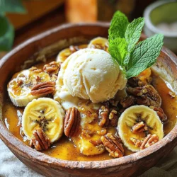 To make Southern Bananas Foster, gather these ingredients: - 4 ripe bananas, peeled and halved lengthwise - 1/2 cup unsalted butter - 1 cup packed brown sugar - 1 teaspoon vanilla extract You can add spices for more depth. Consider using: - 1/2 teaspoon ground cinnamon - 1/4 teaspoon nutmeg Fresh mint leaves make a nice garnish too. This dessert shines with creamy accompaniments. Serve it with: - 4 scoops of vanilla ice cream - 1/2 cup chopped pecans for crunch For the best experience, let the warm sauce melt the ice cream a bit. The mix of flavors creates a delightful treat. Don’t forget to check out the Full Recipe for all the details! First, grab a large skillet. Place it on the stove over medium heat. Add 1/2 cup of unsalted butter. Let it melt completely. Once the butter melts, add 1 cup of packed brown sugar. Stir the mixture well. You want it to dissolve into a smooth syrup. This takes just a few moments. Next, mix in 1 teaspoon of vanilla extract, 1/2 teaspoon of ground cinnamon, and 1/4 teaspoon of nutmeg. Let this bubble for about 2 minutes. The aromas will be amazing! Now, it’s time for the bananas. Take 4 ripe bananas and peel them. Cut them in half lengthwise. Carefully place the banana halves cut-side down into the syrup. Cook them for about 2-3 minutes. Use a spoon to gently pour the syrup over the bananas. This helps them absorb the flavor. After that, flip the bananas over. Sprinkle in 1/2 cup of chopped pecans. Cook for another 2 minutes. The bananas should become warm and slightly caramelized. You are almost done! Remove the skillet from the heat. Let it cool slightly. Now, take 4 scoops of vanilla ice cream and place them in bowls. Ladle the warm banana mixture over the ice cream. The heat will melt the ice cream a bit. It creates a perfect blend of flavors. To make it look fancy, add fresh mint leaves on top. This adds a nice pop of color and flavor. Enjoy your delightful Southern Bananas Foster! For the complete recipe, refer to the Full Recipe section. Choosing the best bananas is key to a great dessert. Look for bananas that are ripe but not overripe. A perfect banana has a bright yellow color with a few brown spots. These spots tell you the banana is sweet and ready to use. Avoid bananas that are green or too brown. They can change the taste and texture of your dish. When making Southern Bananas Foster, a few mistakes can lead to less tasty results. First, don’t cook the bananas too long. They should be warm and soft but not mushy. Second, make sure to stir the sugar and butter well. This helps create a smooth syrup. Lastly, don’t skip the pecans. They add a nice crunch and flavor that balance the sweetness. How you serve Southern Bananas Foster can make it even more special. Use individual bowls for each serving. Place a scoop of ice cream in the center. Then, ladle the warm banana mixture over the ice cream. This creates a nice melting effect. For extra flair, add crushed pecans on top. A sprig of fresh mint can also brighten the dish. It makes the dessert look inviting and fresh. {{image_2}} If you want to switch up the nuts in your Southern Bananas Foster, try walnuts or almonds. Walnuts add a rich, nutty flavor that pairs well with the sweetness of the bananas. Almonds, on the other hand, give a nice crunch and a hint of sweetness. Just chop them up and use the same amount as the pecans. You can also toast the nuts before adding them for an extra layer of flavor. You can easily make this dessert without alcohol. Instead of rum, use a splash of orange juice or vanilla extract. This swap keeps the flavor rich but makes it family-friendly. If you want to try a different liqueur, consider using banana liqueur for an even fruitier twist. Just replace the rum with the same amount of banana liqueur in the recipe. For gluten-free options, all ingredients in this recipe are already gluten-free. Make sure the liqueur you choose is also gluten-free. If you want a vegan version, swap the butter for a plant-based alternative. You can use coconut oil or vegan butter. Instead of ice cream, serve with a scoop of dairy-free ice cream. These changes keep the dessert delicious while meeting your dietary needs. For the full recipe, check out the details above. To keep your Southern Bananas Foster fresh, proper storage is key. First, let the banana syrup cool down. Use an airtight container to store it. Pour the syrup over the bananas if you plan to eat it soon. For ice cream, keep it in its original container or move it to a sealed container. This helps prevent freezer burn. When you want to enjoy your leftovers, reheating them correctly is important. Start by warming the banana syrup in a skillet over low heat. Stir it gently until it becomes smooth again. Avoid high heat, as it can change the flavor. For the ice cream, take it out of the freezer and let it sit at room temperature for a few minutes. This makes it easier to scoop. How long can you keep your stored Bananas Foster? If stored properly, the banana syrup can last up to three days in the fridge. The bananas may start to lose their texture after this. Ice cream can last for about two weeks if kept in the freezer. Always check for any signs of spoilage before eating. Bananas Foster started in New Orleans in the 1950s. A chef named Paul Blangé created it. He made it for a friend, Owen Brennan, who owned a popular restaurant. The dish quickly became famous. It blends bananas, butter, brown sugar, and rum. This dessert reflects the rich culture of Southern cuisine. It combines French and American flavors, making it a unique treat. Today, Bananas Foster remains a favorite for many people. You can prepare some parts of Bananas Foster ahead. You can slice the bananas and mix the butter and sugar. However, it’s best to cook the bananas just before serving. This keeps them soft and warm. If you make it too early, the bananas can get mushy. The caramel sauce may lose its shine. So, prepare the base, but cook when you’re ready to enjoy. If you want a non-alcoholic version, you can use apple juice. It adds a sweet and fruity taste. Another option is to use vanilla extract with a splash of water. This keeps the flavor rich without the alcohol. You can also try coconut water for a tropical feel. Each substitute gives a different twist to the dish. Experiment and find what you like best. In this blog post, we explored how to make a delicious Bananas Foster. We covered ingredients, cooking steps, tips for the best results, and fun variations. You learned about serving suggestions and how to store leftovers. Remember, the right bananas and careful cooking can make all the difference. Enjoy experimenting with flavors and sharing this treat with friends! You now have the tools to impress anyone with this classic dessert. Happy cooking!