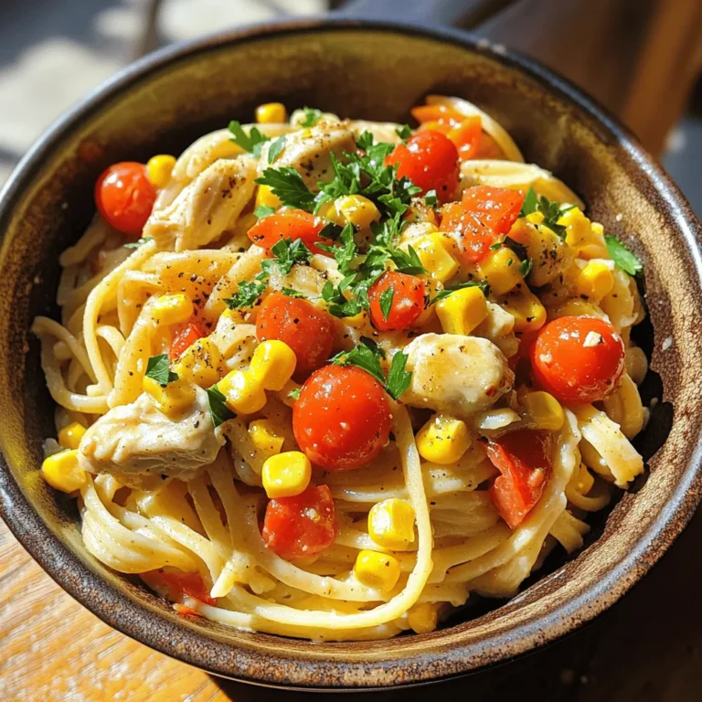 - 8 oz linguine pasta - 2 chicken breasts, diced - 4 tablespoons cowboy butter The main players in this dish are quite simple. First, we need linguine pasta. It cooks up nice and holds the sauce well. Next, we use chicken breasts. Diced chicken cooks fast and adds protein. Finally, the cowboy butter brings rich flavor. - 1 cup cherry tomatoes, halved - 1 cup corn (fresh or canned) - 1 red bell pepper, diced For bright flavors, we add cherry tomatoes. They burst with sweetness. Corn adds a nice crunch. A red bell pepper gives color and a hint of sweetness. - 2 cloves garlic, minced - 1 teaspoon smoked paprika - 1 teaspoon cumin Garlic is a must for depth. Smoked paprika gives a warm, smoky taste. Cumin adds earthiness to balance the dish. These spices make the meal more exciting. This Cowboy Butter Chicken Linguine is a quick meal. You can make it in about 30 minutes. Check out the Full Recipe for more details on preparing this tasty dish. To make cowboy butter, start with softened butter. In a bowl, mix together: - 1 cup unsalted butter - 2 tablespoons fresh lemon juice - 2 tablespoons chopped fresh parsley - 1 tablespoon minced garlic - 1 teaspoon chili powder - 1 teaspoon onion powder - Salt and pepper, to taste Stir until everything is well combined. This buttery mix adds great flavor to your dish. You can use it right away or store it in the fridge. Just place it in a sealed container. It will keep for about a week. Next, you’ll cook the linguine. Fill a large pot with water and add salt. Bring the water to a boil. Add 8 oz of linguine pasta and cook it until it is al dente. This usually takes about 8-10 minutes. Remember to stir the pasta occasionally to prevent sticking. Once cooked, drain the pasta but save a little pasta water. This water helps to loosen the sauce later. Now it’s time for the chicken. In a large skillet, melt 4 tablespoons of cowboy butter over medium heat. Once the butter is melted, add 2 diced chicken breasts. Season the chicken with: - Salt - Pepper - 1 teaspoon smoked paprika - 1 teaspoon cumin Cook the chicken until it is golden brown and cooked through. This should take about 5-7 minutes. After the chicken is done, add your veggies: 1 cup of halved cherry tomatoes, 1 cup of corn (fresh or canned), and 1 diced red bell pepper. Add 2 minced garlic cloves, too. Sauté everything for another 3-4 minutes until the veggies are tender. Now, it's time to bring it all together. Add the cooked linguine to the skillet with the chicken and veggies. Toss everything well to combine. If the mixture seems dry, add a splash of the reserved pasta water. This will help create a nice sauce that coats the pasta. Once it’s all mixed, serve the dish hot. You can sprinkle fresh parsley on top for a burst of color and flavor. For the full recipe, check out the details above! To make cowboy butter even better, try adding different flavors. You can mix in fresh herbs like basil or dill. A dash of hot sauce can add some kick. Play with spices too, like adding a bit of cayenne for heat. You can also make cowboy butter ahead of time. Just store it in the fridge for up to a week. When ready to use, let it sit out to soften. This way, you save time on busy days. Always use salted water when cooking pasta. It helps the pasta taste better. Use about one tablespoon of salt for every gallon of water. This simple trick makes a big difference. If you're short on time, you can cook pasta in a microwave. Just add water and pasta to a large bowl. Cover it and microwave in two-minute intervals, stirring until it’s al dente. Cowboy Butter Chicken Linguine pairs well with side salads. A fresh green salad adds crunch and balance. Another great option is garlic bread for a tasty dip. For a beautiful presentation, serve the pasta in a large bowl. Garnish with chopped parsley and lemon wedges. This makes your dish look fresh and inviting. Enjoy your meal! {{image_2}} You can change the protein in Cowboy Butter Chicken Linguine. Try shrimp or firm tofu for a twist. Both options give a different flavor and texture. If you want to go meatless, chickpeas are a great choice. They add protein and soak up the sauce well. Adding seasonal vegetables makes the dish even better. Consider using zucchini, spinach, or asparagus in spring. In summer, fresh peppers and corn shine. In fall, add butternut squash or kale for warmth. You can mix and match to suit your taste and what you have on hand. If you need gluten-free options, use gluten-free pasta. There are many good brands available today. For a vegan version, swap the chicken for mushrooms or lentils. You can also make a vegan cowboy butter. Use plant-based butter and skip the chicken. This way, you still enjoy the flavors without animal products. For the full recipe, check out the Cowboy Butter Chicken Linguine section above. To keep Cowboy Butter Chicken Linguine fresh, store it properly. First, let it cool to room temperature. Then, place it in airtight containers. This keeps moisture in and air out. Use shallow containers for quick cooling. Label each container with the date. This way, you know when to eat it. When you want to enjoy leftovers, reheating is key. You can use a microwave or stovetop. For the microwave, place the pasta in a bowl. Cover it with a damp paper towel to keep it moist. Heat in short bursts, stirring often. If you use the stovetop, add a splash of water or broth. Heat in a pan over low heat, stirring gently. Both methods work well! Can you freeze Cowboy Butter Chicken Linguine? Yes, it freezes well! Just place it in a freezer-safe container. Leave some space at the top for expansion. When you are ready to eat, move it to the fridge to thaw overnight. For reheating, use the microwave or stovetop. Ensure it heats all the way through for safety. Cowboy butter is a tasty blend of softened butter with spices and herbs. It adds flavor and richness to dishes. You can use it on meats, vegetables, or pasta. The mix often includes garlic, lemon juice, and chili powder, which makes it very versatile. You’ll find it enhances many meals, bringing a kick to the ordinary. Yes, you can prepare Cowboy Butter Chicken Linguine ahead of time. Make the cowboy butter in advance and store it in the fridge. Cook the chicken and veggies, then mix them with the pasta when you're ready to serve. This saves time and keeps your meal fresh. Just reheat everything on the stove, adding a little water if needed. To spice up this dish, add more chili powder or diced jalapeños. You could also mix in hot sauce for extra heat. If you love a smoky flavor, try smoked paprika. Adjust the spice level to match your taste. Remember, you can always add more heat, but you can't take it away! Pair this dish with a crisp green salad or garlic bread. A light white wine, like Sauvignon Blanc, complements the flavors well. You can also serve grilled vegetables for a colorful side. These options will enhance your meal and make it even more enjoyable. The Cowboy Butter Chicken Linguine combines rich flavors with simple steps. You learned about the key ingredients, from tender chicken to tasty vegetables. We covered how to make cowboy butter and tips for perfect pasta. You can also explore variations and storage tips to enjoy this dish later. This meal offers fun options for everyone. Whether you prefer swaps or dietary changes, you can make it your own. Enjoy creating this delicious dish!