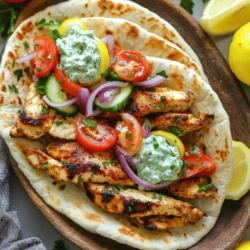 For a great chicken gyro, you need these main items: - 500g chicken breast, sliced into thin strips - 4 pita breads - 1 cup Greek yogurt - 1 cucumber, diced - 1 tomato, diced - 1 small red onion, sliced - Fresh parsley, chopped for garnish The marinade gives the chicken its yummy flavor. Here’s what you’ll need: - 2 tablespoons olive oil - 2 teaspoons dried oregano - 1 teaspoon garlic powder - 1 teaspoon paprika - Salt and pepper to taste You can add some extra toppings for more flavor: - Extra diced cucumber - More diced tomato - Feta cheese crumbles - Hot sauce for a kick These ingredients come together to create a tasty and quick meal. You can find the full recipe to guide you through the process. To start, grab a large bowl. Add the sliced chicken breast. Pour in the olive oil. Sprinkle the dried oregano, garlic powder, paprika, salt, and pepper. Mix everything well. Make sure the chicken is fully coated. Let it sit for at least 30 minutes. If you have time, marinate it for up to 2 hours in the fridge. This gives the chicken great flavor. Next, preheat a large skillet over medium-high heat. Once hot, add the marinated chicken strips. Cook for about 5 to 7 minutes. Stir occasionally. You want the chicken to be cooked through and slightly charred. While the chicken cooks, let’s make the tzatziki sauce. In a separate bowl, combine Greek yogurt and lemon juice. Then, add the diced cucumber, salt, and pepper. Mix until everything is well combined. This sauce will add a cool, creamy touch to your gyros. Now it's time to assemble the gyros. Warm the pita breads in a dry skillet for 1 to 2 minutes on each side. They should be slightly toasted. In the center of each warm pita, place a generous portion of cooked chicken. Top it with diced tomatoes and sliced red onions. Add a spoonful of the tzatziki sauce. For the final touch, sprinkle fresh parsley on top. Wrap them up tightly and enjoy your flavorful meal! For the complete guide, check out the Full Recipe. To get the best taste, marinate your chicken. Use olive oil, oregano, garlic powder, paprika, salt, and pepper. Mix these in a bowl with the chicken. Let it sit for at least 30 minutes. If you have time, marinate for up to 2 hours in the fridge. This allows the flavors to sink in deeply. When you cook the chicken, heat your skillet over medium-high heat. This helps to sear the chicken and lock in moisture. For juicy chicken, cook it for about 5-7 minutes. Stir occasionally until the chicken is cooked through. Look for a nice char; this adds flavor. For a great meal, warm your pita bread in a skillet. Lay the cooked chicken on the bread, then add toppings. Use diced tomatoes, sliced red onions, and tzatziki sauce. Garnish with fresh parsley for color and flavor. Serve on a platter with extra tzatziki on the side. You can find the Full Recipe for all steps. {{image_2}} You can swap chicken with other meats. Try turkey or pork for a twist. If you want a lighter option, use shrimp. Marinate them the same way as chicken. Each meat brings its unique flavor. You can even use tofu if you want a plant-based choice. Tzatziki is classic, but you can try other sauces. A spicy harissa adds a kick. You can also use a creamy tahini sauce for a nutty taste. Salsa or even a sweet chili sauce can work too. Each sauce changes the flavor of your gyros. If you prefer vegetarian gyros, replace chicken with veggies. Grilled zucchini, bell peppers, or mushrooms are tasty. You can also use falafel for a hearty option. Just follow the same steps for marinating and assembling. These options are fun and full of flavor. For the full recipe, check out Zesty Chicken Gyros . To store leftover gyros, place them in an airtight container. Keep the chicken, pita, and toppings separate to maintain texture. This way, the pita stays soft and the chicken does not get soggy. Store your gyros in the fridge for up to three days. If you want to keep them longer, freeze the chicken and pita separately. When it's time to enjoy your leftovers, reheat the chicken in a skillet. Heat it over medium heat for about 5 minutes. Stir occasionally until it's warm. For the pita, warm it in a dry skillet for 1-2 minutes on each side. This keeps it soft and tasty. If you use a microwave, wrap the chicken in a damp paper towel to keep it moist. Store tzatziki sauce in a sealed container in the fridge. It can last for up to four days. If you notice any excess water, simply drain it off before serving. For best flavor, stir the sauce before using. If you want to keep it fresh longer, consider making smaller batches. You can find the full recipe for tzatziki in the Zesty Chicken Gyros section above. Leftovers from chicken gyros can last in the fridge for about 3 days. Make sure to store them in an airtight container. If you want to keep them longer, freeze the chicken and tzatziki sauce separately. They can last up to 3 months in the freezer. Just remember to thaw them in the fridge before reheating. Yes, you can use different meats for your gyros. Pork, beef, or lamb work well in place of chicken. Just adjust the cooking time to ensure the meat is safe to eat. You can also use fish or shrimp for a lighter option. Each meat adds its own flavor, so feel free to experiment! Chicken gyros go great with various sides. Here are some tasty options: - Greek salad with fresh veggies - Roasted potatoes seasoned with herbs - Hummus and pita chips for a dip - Grilled vegetables for a healthy boost - Rice pilaf for a filling meal Each side can add a unique touch to your meal! For the full recipe, check out the details above. In this post, we covered easy chicken gyros, from ingredients to cooking tips. I shared how to prepare juicy chicken and a tasty tzatziki sauce. You learned fun ways to change up the dish too. Remember to store your leftovers properly, ensuring they're great for later. With these steps, you can enjoy delicious gyros anytime. Don't be afraid to experiment with flavors and ingredients. Happy cooking!
