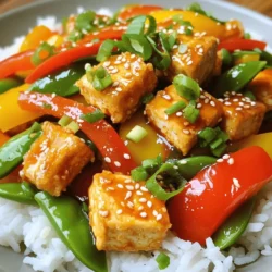 - Firm tofu - Vegetables (bell pepper, snap peas, carrot) - Aromatics (garlic, ginger) - Sauce ingredients (soy sauce, honey/agave, sriracha) To make the Sweet and Spicy Tofu Stir Fry, you need a few key ingredients. Firm tofu is perfect for this dish because it holds its shape well. The vegetables add color and crunch. I love using bell peppers, snap peas, and carrots for their fresh taste and bright colors. Aromatics like garlic and ginger bring out amazing flavors. They create a fragrant base for the stir fry. The sauce is crucial too. Soy sauce gives it a savory taste, while honey or agave adds sweetness. Sriracha brings the heat, and you can adjust it to your liking. - Chopped green onions - Sesame seeds For a finishing touch, I recommend adding chopped green onions and sesame seeds. They add a nice crunch and extra flavor. Plus, they make the dish look even more appealing. - Skillet or wok - Mixing bowls You don’t need fancy tools for this recipe. A good skillet or wok works well for stir-frying. Mixing bowls help you prepare the sauce and toss the ingredients together. For the full recipe, check out the details above. - Pressing and Cubing the Tofu First, take the firm tofu and press it. This helps remove extra moisture. You can use a heavy plate or a tofu press. After 15 to 30 minutes, cut the tofu into bite-sized cubes. - Coating with Cornstarch Next, toss the tofu cubes in cornstarch. This step makes the tofu crispy when cooked. Ensure each piece is lightly coated for the best result. - Sautéing Tofu Until Golden Heat one tablespoon of vegetable oil in a large skillet over medium-high heat. Add the coated tofu cubes to the hot oil. Sauté the tofu for about 8 to 10 minutes. You want it golden brown and crispy on all sides. Once done, remove the tofu from the pan and set it aside. - Stir-Frying Vegetables In the same skillet, add another tablespoon of oil. Sauté minced garlic and ginger for about 30 seconds. Then, add the sliced bell pepper, snap peas, and julienned carrot. Stir-fry these veggies for 3 to 4 minutes until they are just tender but still crisp. - Making the Sauce In a small bowl, whisk together the soy sauce, honey or agave syrup, and sriracha. This sauce gives the stir-fry its sweet and spicy kick. - Adding Ingredients to the Skillet Pour the sauce over the stir-fried vegetables in the skillet. Stir well to combine everything. Then, return the crispy tofu to the pan. Toss gently and let it cook together for another 2 to 3 minutes. This helps all the flavors blend nicely. You can now serve your sweet and spicy tofu stir fry over rice or quinoa. For full instructions, check out the Full Recipe. Enjoy your meal! Pressing tofu is key. It removes water and makes it firmer. A firmer tofu holds flavors better. You can press it with a weight or use a tofu press. Press for at least 30 minutes. This helps achieve that perfect crispy texture. To get crispy tofu, toss the pressed cubes in cornstarch. The cornstarch creates a nice crust when you cook it. Heat oil in your skillet before adding the tofu. Cook until golden brown, about 8-10 minutes. This gives you a tasty crunch! Want to adjust spice levels? Start with less sriracha. You can taste as you go. If you like it hot, add more. Honey or agave syrup balances the heat. It gives a sweet touch to the dish. Think about adding garlic powder or chili flakes. These spices can boost flavor without much effort. You can also try soy sauce variations for different tastes. Experiment with what you like! Stir-frying is fast and gives great flavor. It cooks food quickly while keeping it crisp. Use a large skillet or wok for best results. Sautéing is similar but uses lower heat. Stir-frying needs high heat for a better sear. Always preheat your pan. A hot pan helps lock in flavors and gives a nice char. This is key for a great sweet and spicy tofu stir fry. For the full recipe, check out [Full Recipe]. {{image_2}} If you want to switch up the protein in your stir fry, tempeh or seitan works great. Both have a nice texture that soaks up flavors well. You can also use chickpeas or other legumes for a plant-based twist. They add a good amount of protein and are super filling. You can swap out the veggies in this dish. Broccoli, zucchini, or asparagus all taste amazing in this stir fry. Feel free to use seasonal vegetables too. Fresh, in-season produce adds a burst of flavor. Just make sure they are colorful and crisp. To make the dish vegan, you can replace honey with agave syrup. This keeps the sweetness while sticking to vegan choices. If you like it spicy, add more sriracha. You can also make it sweeter by adding more honey or agave. Adjust the sauce to match your taste. For the full recipe, check the earlier section to get all the details! Store leftover Sweet and Spicy Tofu Stir Fry in an airtight container. Place it in the fridge. This keeps it fresh and safe to eat. It will last for 3 to 4 days. Make sure it cools completely before sealing. This helps prevent extra moisture. You can freeze this dish if you want to save some for later. To do this, let it cool completely. Then, put it in a freezer-safe bag or container. It can last for up to 3 months in the freezer. To thaw, simply move it to the fridge the night before. This keeps the texture nice and firm. You can also thaw it in the microwave for quick use. When you want to enjoy your stir fry again, reheat it well. The best method is to use a skillet. Heat it on medium for a few minutes. Stir it often to warm it evenly. Avoid the microwave if you can. It can make the tofu soggy. If you do use it, heat it in small bursts. This helps keep the tofu crispy. Enjoy your meal! The best type of tofu for stir fry is firm tofu. Firm tofu holds its shape well when cooked. It also has a great texture that adds a nice bite to your dish. I recommend pressing the tofu before cooking. This helps remove extra water, making it crispier when sautéed. Yes, you can make Sweet and Spicy Tofu Stir Fry in advance. Prepare the tofu and vegetables ahead of time. Store them separately in the fridge. When you're ready to eat, just stir-fry them together and add the sauce. This saves you time on busy nights. You can serve Sweet and Spicy Tofu Stir Fry with several sides. Steamed rice or quinoa works well. You can also use noodles or crispy lettuce wraps for a fun twist. Add a side of fresh salad for a crisp bite. To make this recipe gluten-free, use tamari instead of soy sauce. Tamari is a great gluten-free option. Always check the label on your sauce to ensure it’s certified gluten-free. This small change keeps the dish tasty and safe for those with gluten sensitivities. In this blog post, we explored how to create a tasty Sweet and Spicy Tofu Stir Fry. We covered the main ingredients like firm tofu, fresh vegetables, and flavorful sauces. I shared step-by-step cooking instructions and helpful tips for perfecting the tofu texture. You can also customize this dish with different proteins, vegetables, and sauces. Remember, storing leftovers properly keeps them fresh. With these insights, you'll be well on your way to making a delicious stir fry that satisfies! Enjoy your cooking adventure!