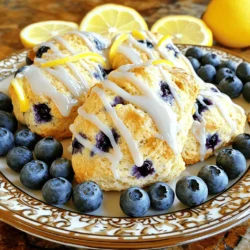 Here’s what you need to make blueberry lemon scones. Gather these simple items to start. - 2 cups all-purpose flour - 1/4 cup granulated sugar - 1 tablespoon baking powder - 1/2 teaspoon salt - 1/2 cup unsalted butter, cold and cubed - 1/2 cup blueberries (fresh or frozen) - Zest of 1 lemon - 1/2 cup heavy cream - 1 large egg - 1 teaspoon vanilla extract - 1 tablespoon lemon juice - 1/4 cup powdered sugar (for glaze) - 1-2 tablespoons lemon juice (for glaze) Each ingredient plays a part in getting a perfect scone. The flour gives it structure. The sugar adds sweetness. Baking powder helps the scones rise. Salt brings out the flavors. Cold butter makes it flaky. Blueberries add a burst of flavor. Lemon zest brightens everything up. Heavy cream adds richness. The egg helps bind it all. Vanilla gives it a warm taste. Lemon juice in the glaze adds a sweet tang. For the full recipe, you can check the detailed instructions. Enjoy your baking! 1. Preheat your oven to 400°F (200°C). Line a baking sheet with parchment paper. 2. In a large bowl, mix together the flour, granulated sugar, baking powder, and salt. 3. Add the cold, cubed butter to the dry mix. Use your fingers or a pastry cutter to work it until it looks like coarse crumbs. 1. Gently fold in the blueberries and lemon zest. Be careful not to burst the berries. 2. In another bowl, whisk together the heavy cream, egg, vanilla extract, and lemon juice. 1. Pour the wet mixture into the dry ingredients. Stir just until combined. Do not overmix. 2. Turn the dough out onto a floured surface. Shape it into a circle about an inch thick. Cut it into wedges or use a round cutter. 1. Place the scones on the prepared baking sheet. Bake them for 15 to 20 minutes, or until golden brown. 2. While they bake, mix the powdered sugar with lemon juice for the glaze until smooth. Follow these steps, and soon you'll enjoy warm, tasty blueberry lemon scones. For the complete recipe, check out the Full Recipe. - Use cold ingredients for flaky texture. Chilled butter creates a tender scone. - Avoid overmixing the dough for better rise. Gently combine wet and dry ingredients until just mixed. - Serve warm with a dollop of whipped cream or a side of lemon curd. - Arrange the scones on a decorative plate. Garnish with fresh blueberries and lemon slices for flair. - Not using fresh ingredients can dull the flavors. Always choose the best berries and lemons. - Overbaking or underbaking the scones affects the texture. Look for a golden brown color to know they’re done. These tips will help you create the best blueberry lemon scones! For the complete recipe, check the [Full Recipe]. {{image_2}} You can easily change the flavor of these scones. Substitute cranberries or raspberries for blueberries. Each berry adds its own taste and color, making your scones unique. You can also try adding herbs like thyme or rosemary. These herbs will give your scones an interesting twist and pair well with the lemon. If you need a gluten-free option, use alternative flours like almond or coconut flour. These flours work well and still taste great. For vegan scones, switch to plant-based substitutes. Use almond milk instead of cream, and flaxseed mixed with water for the egg. These substitutions will keep your scones tasty and light. Add some warmth to your scones by incorporating spices like cinnamon or nutmeg for fall. These spices enhance the flavor and give a cozy feel. You can also add fresh orange zest for a tropical twist. This brightens the scone and pairs well with the lemon. For the Full Recipe, refer to the previous sections. Store leftover scones at room temperature. Place them in an airtight container. This keeps them fresh for up to two days. If you want to keep them longer, refrigerate. Wrap each scone in plastic wrap. Then, place them in a container to avoid drying out. You can freeze both prepared dough and baked scones. For the dough, shape it into wedges. Wrap each wedge in plastic wrap and then place them in a freezer bag. For baked scones, let them cool before freezing. Store them in a freezer bag for easy access. To thaw, leave them in the fridge overnight or at room temperature for a few hours. Reheat in the oven at 350°F (175°C) for about 10 minutes for the best texture. When stored properly, scones last for about two days at room temperature. In the fridge, they can stay fresh for up to one week. If frozen, they maintain quality for about three months. This way, you can enjoy your blueberry lemon scones whenever you like! For the full recipe, check back to the earlier section. Blueberry lemon scones are a tasty treat. They mix sweet blueberries with bright lemon zest. The scones are soft inside and have a slight crunch on the outside. The lemon gives them a fresh flavor that pairs well with blueberries. Each bite is a mix of sweet and tangy. They are perfect for breakfast or a snack. Yes, you can make these scones in advance. Prepare the dough and shape it into wedges. Then, wrap them tightly in plastic wrap. Store in the fridge for up to two days. You can also freeze them for up to three months. Just bake them straight from the freezer, adding a few extra minutes to the baking time. You can tell scones are done when they turn golden brown. The edges will be firm, and the tops will look dry. A toothpick inserted in the center should come out clean. If the scones are still wet, bake them a few more minutes. Keep a close eye on them to avoid overbaking. Yes, you can make the glaze ahead of time. Mix the powdered sugar with lemon juice until smooth. Store it in an airtight container in the fridge. Just stir it again before using. This will save you time when the scones are ready. The glaze adds a sweet finishing touch to your scones. For the full recipe, check the details provided earlier. In this blog post, we covered the key ingredients and steps for making delicious blueberry lemon scones. You learned how to mix dry and wet ingredients, shape the dough, and achieve the perfect bake. I shared tips for serving and storing, along with tasty variations to try. Remember, using cold ingredients and avoiding overmixing can make a big difference. Enjoy these scones at breakfast or as a snack, and don’t hesitate to experiment with flavors. Happy baking!