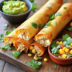 - 2 cups cooked chicken, shredded - 1 cup shredded cheese (cheddar or Monterey Jack) - 1/2 cup cream cheese, softened - 1 teaspoon taco seasoning - 1/2 cup corn (canned or frozen) - 1/4 cup chopped fresh cilantro - 12 small flour tortillas - Olive oil for brushing To make Easy Chicken Taquitos, you need simple, tasty ingredients. Start with cooked chicken. You can use rotisserie chicken for speed. Shredded cheese, like cheddar, melts well and adds flavor. Cream cheese makes the filling rich and creamy. Next, add taco seasoning to bring that zesty kick. Corn adds a nice crunch and sweetness. Fresh cilantro brightens the dish. Finally, small flour tortillas wrap everything together. Don't forget olive oil! It helps the taquitos crisp up nicely in the oven. For the full recipe, check out the details above. Enjoy creating these delicious taquitos! First, you need to preheat your oven to 400°F (200°C). This heat will make your taquitos crispy and golden. Next, line a baking sheet with parchment paper. This will help with cleanup later. In a large bowl, mix your filling. Combine 2 cups of shredded chicken, 1 cup of cheese, and 1/2 cup of cream cheese. Add 1 teaspoon of taco seasoning, 1/2 cup of corn, and 1/4 cup of chopped cilantro. Stir well until everything blends nicely. Now, it’s time to roll the taquitos. Take a small flour tortilla. Spoon about 2 tablespoons of the filling onto one end. Roll it tightly, folding in the sides as you go. This keeps the filling inside. Repeat this step with all your tortillas and filling. Place each rolled taquito seam-side down on your baking sheet. This helps them stay rolled while baking. Brush the tops lightly with olive oil. This will give them a nice, crispy texture. Bake your taquitos in the preheated oven for 20 minutes. Keep an eye on them until they turn golden brown and crispy. When they are done, let them cool for a few minutes. This makes them easier to handle. Serve them with salsa and guacamole for a fresh touch. Enjoy your homemade crispy chicken taquitos! Check the [Full Recipe] for more details. To make your taquitos perfect, focus on filling and rolling them well. - Fill evenly: Use about 2 tablespoons of filling per tortilla. This gives a good balance and helps with rolling. - Roll tightly: Start at one end and roll the tortilla snugly. Fold in the sides as you roll to keep the filling inside. - Avoid soggy taquitos: Brush the outside with olive oil before baking. This helps them crisp up and keeps them dry. To make your meal special, pair your taquitos with delicious sides. - Salsa: Fresh or store-bought salsa adds great flavor. The acidity helps balance the richness of the taquitos. - Guacamole: Creamy guacamole makes a perfect dip. You can mash avocados with lime, salt, and garlic for a fresh taste. Try serving taquitos with a side salad or rice for a complete meal. You can prep these taquitos in advance for easy meals later. - Prep in advance: Fill and roll the taquitos, then place them in a single layer on a baking sheet. Freeze them for about an hour until firm. - Freezing: Transfer the frozen taquitos to a zip-top bag. They can stay in the freezer for up to three months. - Reheating: Bake from frozen at 400°F (200°C) for about 25-30 minutes. This gives you crispy, hot taquitos without the wait. For more details, check out the Full Recipe for Easy Chicken Taquitos. {{image_2}} You can easily switch up the proteins in your taquitos. Instead of chicken, try ground beef, shredded pork, or even beans for a tasty veggie option. Each choice brings its own flavor. Cheese is another fun area to mix and match. While I love cheddar or Monterey Jack, you can use pepper jack for a kick or mozzarella for a milder taste. The cheese you choose will change the whole vibe of your dish. Looking to spice things up? Add diced jalapeños to the filling for a nice heat. You can also try other spices, like cayenne or chili powder, to really amp up the flavor. For dipping, consider creative sauces. A zesty chipotle sauce or creamy avocado dressing can take your taquitos to the next level. The right sauce can make each bite more exciting. Want to make a healthier version? Use whole wheat or corn tortillas instead of regular flour ones. This small swap adds fiber and nutrients to your meal. You can also get creative with the fillings. Try using grilled veggies or lean turkey for a lower-calorie option. These choices keep your taquitos tasty while making them more nutritious. For the full recipe, check out the Easy Chicken Taquitos page! To keep your Easy Chicken Taquitos fresh, store them in the fridge. Place them in an airtight container. This helps lock in moisture and flavor. You can also wrap them in plastic wrap. This adds another layer of protection. Use a container that fits the taquitos snugly. This way, they won’t get squished. When reheating, I recommend using the oven. It helps keep the taquitos crispy. Preheat your oven to 375°F (190°C). Place the taquitos on a baking sheet. Heat them for about 10 minutes. Check to see if they are warm throughout. If you use a microwave, they may turn soggy. If you must use one, heat them for short bursts. This prevents moisture from building up. Your Easy Chicken Taquitos last up to three days in the fridge. Always check for signs of spoilage. Look for changes in color or texture. If you notice any off smells, it’s best to toss them. Keeping an eye on these signs ensures your food stays safe and tasty. For more details on making these tasty taquitos, check the Full Recipe. Can I use raw chicken instead of cooked? No, use cooked chicken for this recipe. Raw chicken takes too long to cook in taquitos. You want juicy and tender chicken, which cooked chicken provides. How do I make chicken taquitos in an air fryer? To make taquitos in an air fryer, preheat it to 375°F (190°C). Roll your taquitos as usual. Place them in a single layer in the air fryer basket. Cook for about 10-12 minutes, flipping halfway through. They should be crispy and golden. Are these taquitos gluten-free? The recipe as written uses flour tortillas, which are not gluten-free. However, you can use corn tortillas. Ensure they are labeled gluten-free to accommodate gluten-sensitive diets. Vegetarian options for this recipe You can make vegetarian taquitos by replacing chicken with beans or sautéed veggies. Use cheese and cream cheese for the filling as well. This keeps the texture creamy and satisfying. What is the best cheese for taquitos? Cheddar and Monterey Jack are great choices. They melt well and add nice flavor. You can also try pepper jack for a spicy kick. Can I make taquitos without cream cheese? Yes, you can skip cream cheese. Use more shredded cheese or add some Greek yogurt instead. This keeps the filling creamy and tasty without it. You now have a full guide on making easy chicken taquitos. Start with the essential ingredients, like chicken and cheese, then move to step-by-step instructions for rolling and baking. Use tips for perfecting your recipe, and explore variations to match your taste. Don't forget about storage options for leftovers. Whether you're making them for a meal or a snack, these taquitos are sure to please! Enjoy your cooking adventure and impress your friends and family with your tasty creations.