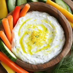 For this Zesty Lemon Greek Yogurt Dip, you will need: - 1 cup plain Greek yogurt - 2 tablespoons fresh lemon juice - Zest of 1 lemon - 1 clove garlic, minced - 1 tablespoon fresh dill, chopped - 1 tablespoon olive oil These ingredients make a creamy base with a bright, zesty flavor. The Greek yogurt gives a smooth texture, while the lemon juice and zest add freshness. Garlic adds depth, and dill brings an herby note. Olive oil helps blend everything nicely. You can also add some optional ingredients for extra flavor: - 1/4 teaspoon cayenne pepper (optional for spice) - Salt and pepper, to taste Cayenne pepper adds a little heat if you like spice. Salt and pepper help to balance the flavors. Adjust these to your taste for the best experience. This dip pairs well with: - Vegetable sticks (carrots, cucumbers, bell peppers) - Chips - Crackers These options make for a fun and healthy snack. The crunchy veggies contrast nicely with the creamy dip. You can serve it at parties or enjoy it as a quick snack at home. Check out the Full Recipe for more tips on preparation! To start, grab a medium-sized mixing bowl. First, combine 1 cup of plain Greek yogurt, 2 tablespoons of fresh lemon juice, and the zest of 1 lemon. Stir well until everything blends nicely. Next, add 1 clove of minced garlic, 1 tablespoon of fresh dill, and 1 tablespoon of olive oil. Mix these ingredients until they are fully incorporated. This step lays the base for your dip's fresh flavor. Now, it's time to season. Sprinkle in salt and pepper to taste. This step is crucial as it enhances the dip's flavor. If you want a little heat, add 1/4 teaspoon of cayenne pepper. Mix again to blend the spice in well. This optional ingredient can give your dip a delightful kick. Cover the bowl with plastic wrap and refrigerate for at least 30 minutes. This chilling process allows the flavors to meld together, making your dip even tastier. After chilling, taste the dip. Adjust the seasoning if needed. Finally, serve it cold with an assortment of vegetable sticks like carrots, cucumbers, or bell peppers. For the full recipe, check out the previous section. Enjoy your zesty lemon Greek yogurt dip! To make your dip creamier, simply add more Greek yogurt. You can also mix in sour cream. Both options will enhance the texture and taste. Creamy dips are perfect for scooping with veggies. Fresh herbs make a big difference in flavor. Use fresh dill and lemon juice. Fresh ingredients brighten the dip and add zest. You can even try different herbs. Parsley or basil can add new tastes. Serve your dip in fun bowls to impress guests. You can garnish with extra dill or lemon zest. Colorful veggie sticks make a great display. Arrange them around the dip for a vibrant look. Enjoy your Zesty Lemon Greek Yogurt Dip with style! {{image_2}} You can change the taste of the Zesty Lemon Greek Yogurt Dip easily. Try adding fresh herbs like parsley or basil. These herbs bring a fresh twist to the dip. You can also mix in roasted red peppers or olives. These add color and a nice bite. Each option makes the dip even more fun. This dip is not just for veggies! You can use it in many ways. Turn it into a healthy pasta salad dressing. Just mix it with some cooked pasta and fresh veggies. It makes a light and tasty meal. You can also spread it on sandwiches. It adds creaminess and flavor, making your lunch special. If you want a dairy-free version, use coconut yogurt instead of Greek yogurt. It gives a nice, creamy texture and a hint of sweetness. For those who need gluten-free options, pair the dip with gluten-free crackers or rice cakes. These make great dippers, so everyone can enjoy the flavor. Check out the Full Recipe to get started on making your own Zesty Lemon Greek Yogurt Dip! To keep your Zesty Lemon Greek Yogurt Dip fresh, use airtight containers. Place the dip in the container and seal it tightly. This method helps keep out air and moisture, ensuring your dip stays tasty. When stored correctly, this dip lasts up to one week in the fridge. Check for any signs of spoilage, like changes in smell or color, before using. If it looks or smells off, it's best to toss it. I do not recommend freezing this dip. Freezing can change the texture, making it watery when thawed. Enjoy it fresh for the best taste and texture. For more delicious ideas, check out the Full Recipe for Zesty Lemon Greek Yogurt Dip. You can keep the Zesty Lemon Greek Yogurt Dip in the fridge for up to one week. Store it in an airtight container. This keeps it fresh and tasty. If you see any signs of spoilage, toss it out. It’s best to enjoy it within the first few days for optimal flavor. Yes, you can use non-fat Greek yogurt. It will make the dip lighter. However, it may lack the creamy texture of full-fat yogurt. The flavor might be less rich, too. If you want a creamier dip, I suggest sticking with full-fat Greek yogurt. This dip pairs well with many options. I love serving it with crunchy vegetable sticks like carrots and cucumbers. You can also try it with chips or crackers. For a fun twist, use pita bread or even spread it on sandwiches. The possibilities are endless! Yes, this dip is gluten-free! All the ingredients are safe for those with gluten restrictions. Pair it with gluten-free snacks to keep it safe for everyone. Always check labels to ensure your dippers are gluten-free. Enjoy the fresh flavors without worry! This blog post covered how to make a zesty lemon Greek yogurt dip. We looked at the main and optional ingredients, like Greek yogurt, lemon juice, and garlic. The step-by-step instructions made it simple to prepare and flavor the dip. Tips on creaminess and fresh taste helped enhance it. Variations showed how to customize the dip for different uses. Finally, we discussed storage options to keep it fresh. Enjoy your dip in creative ways and share it with others!