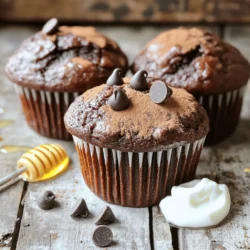 To make these healthy chocolate muffins, gather the following ingredients: - 1 cup whole wheat flour - 1/2 cup unsweetened cocoa powder - 1/2 cup honey or maple syrup - 1/4 cup unsweetened applesauce - 2 large eggs - 1/2 cup Greek yogurt - 1 teaspoon vanilla extract - 1 teaspoon baking powder - 1/2 teaspoon baking soda - 1/4 teaspoon salt - 1/2 cup dark chocolate chips (or dairy-free chips for a vegan option) Each ingredient in this recipe adds health benefits: - Whole wheat flour provides fiber. It helps with digestion and keeps you full. - Cocoa powder is rich in antioxidants. It can improve heart health and boost mood. - Honey or maple syrup adds sweetness with less processed sugar. They also contain vitamins. - Applesauce replaces oil and adds moisture. It is low in calories and high in fiber. - Greek yogurt adds protein and creaminess. It supports gut health and muscle repair. - Eggs are a great source of protein and healthy fats. They support brain function. - Dark chocolate chips contain less sugar and more antioxidants than milk chocolate. If you need to make substitutions, try these options: - Replace whole wheat flour with almond flour for a gluten-free choice. - Use carob powder instead of cocoa powder for a different flavor. - Swap honey for agave syrup if you prefer a vegan option. - Use mashed banana in place of applesauce for added sweetness. - Replace Greek yogurt with coconut yogurt for a dairy-free option. - Use flax eggs (1 tablespoon flaxseed meal + 2.5 tablespoons water) instead of eggs for a vegan version. These options can help you tailor the muffins to your taste and dietary needs. For the complete recipe, refer to the Full Recipe section. Making healthy chocolate muffins is simple and fun. Gather your ingredients first. You will need whole wheat flour, cocoa powder, honey or maple syrup, applesauce, eggs, Greek yogurt, vanilla, baking powder, baking soda, salt, and dark chocolate chips. Preheat your oven to 350°F (175°C). This step is important to bake the muffins evenly. 1. Mix Dry Ingredients: In a large bowl, whisk the whole wheat flour, cocoa powder, baking powder, baking soda, and salt together. Make sure they blend well. 2. Combine Wet Ingredients: In another bowl, mix the honey (or maple syrup), applesauce, Greek yogurt, eggs, and vanilla extract. Stir until smooth. 3. Combine Mixtures: Gradually add the wet mix to the dry mix. Stir gently until just combined. Do not overmix, or the muffins may be tough. 4. Add Chocolate Chips: Fold in the dark chocolate chips. This step adds a rich chocolate flavor to each muffin. 5. Fill Muffin Tin: Distribute the batter evenly in the prepared muffin tin. Fill each cup about 3/4 full. 6. Bake: Place the muffin tin in the oven and bake for 18-20 minutes. Check with a toothpick in the center of a muffin to see if it comes out clean. 7. Cool: Let the muffins cool in the tin for about five minutes. Then, transfer them to a wire rack to cool completely. - Use fresh ingredients for the best flavor and texture. - Measure your ingredients correctly; this ensures consistent results. - If you want extra chocolate flavor, add more chocolate chips. - Let the muffins cool fully to enhance their taste and texture. - Serve warm for a delightful treat. For the complete process, check out the Full Recipe. Enjoy your healthy chocolate muffins! To keep your muffins moist, use applesauce. It adds moisture without extra fat. Greek yogurt also helps. This makes the muffins rich and creamy. Avoid overmixing the batter. Stir just until wet and dry ingredients combine. Overmixing makes muffins tough. Every oven is different. Start checking your muffins at 18 minutes. Insert a toothpick into the center. If it comes out clean, they are done. If not, bake for another minute or two. Watch closely to avoid overbaking. Store muffins in an airtight container. This keeps them soft for days. If you want to keep them longer, freeze them. Wrap each muffin tightly in plastic wrap. Place them in a freezer bag. When you’re ready, thaw at room temperature. Enjoy them warm for the best taste! {{image_2}} To make these muffins gluten-free, use almond flour or a gluten-free blend. Both options work well. Substitute the whole wheat flour with one of these. You might need to add a bit more moisture since these flours can absorb more liquid. Keep an eye on the batter. It should be thick but not dry. You can easily make this recipe vegan. Instead of eggs, use flax eggs. To make a flax egg, mix 1 tablespoon of ground flaxseed with 2.5 tablespoons of water. Let it sit for five minutes until it thickens. Replace Greek yogurt with coconut yogurt for creaminess without dairy. Use maple syrup instead of honey, as it is vegan-friendly. Want to kick up the flavor? Add spices like cinnamon or nutmeg to the dry ingredients. You can also mix in nuts, like walnuts or pecans, for extra crunch. Another fun idea is to swirl in some peanut butter or almond butter. Just drop a spoonful into each muffin before baking for a surprise inside. Each bite will be even more delightful! For the full recipe, check out the section above! To keep your healthy chocolate muffins fresh, store them in an airtight container. Place a piece of parchment paper between layers to avoid sticking. Keep them at room temperature for up to three days. If you want them to last longer, put them in the fridge for about a week. Freezing is a great way to save muffins for later. Wrap each muffin in plastic wrap and then place them in a freezer bag. Squeeze out as much air as you can. They will stay fresh for up to three months. When you want to enjoy a muffin, just take it out and let it thaw in the fridge overnight. To reheat your muffins, use the microwave or the oven. For the microwave, warm a muffin for about 15-20 seconds. If you prefer the oven, preheat it to 350°F (175°C). Place the muffin on a baking sheet and heat for about 5-7 minutes. This will make them warm and tasty again. Enjoy your muffins fresh after reheating! To lower sugar, use less honey or maple syrup. You can replace half with mashed ripe banana. Bananas add natural sweetness and moisture. You can also try using stevia or monk fruit sweetener. Both are great natural sugar substitutes. Adjust the amount based on your taste. Reducing sugar may change texture, but the muffins will still taste good. Yes, you can use less cocoa powder. If you want a milder chocolate flavor, cut it by a tablespoon or two. The muffins will still be tasty, but they will be less rich. You can also add a bit more whole wheat flour to balance it out. This change will keep the texture nice and fluffy. Check the muffins by inserting a toothpick in the center. If it comes out clean, the muffins are done. You can also gently press the tops; they should bounce back. Baking time usually takes 18-20 minutes. If you find they need more time, bake for a few extra minutes. Keep an eye on them to avoid overbaking. This blog post covered essential ingredients and key health benefits for baking muffins. You learned how to prepare and bake to perfection, plus tips for moistness and freshness. We explored variations like gluten-free and vegan options to suit all diets. Lastly, I shared storage practices and answered common questions. Remember, baking is both fun and rewarding. Use these tips to create delicious muffins tailored to your taste and needs. Enjoy your baking journey!