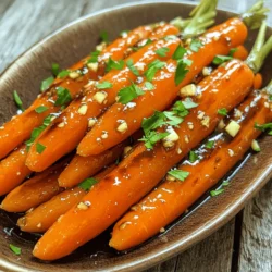 - 1 pound baby carrots - 2 tablespoons honey - 2 tablespoons balsamic vinegar - 1 tablespoon olive oil - 1 teaspoon mustard (Dijon or whole grain) - 1 clove garlic, minced - Salt and pepper to taste - Fresh parsley, chopped (for garnish) Honey Balsamic Glazed Carrots make a great side dish. They taste sweet and tangy. The honey and balsamic vinegar blend well, giving each bite a burst of flavor. Start with fresh baby carrots. They cook fast and keep their crunch. The honey adds sweetness, while balsamic vinegar gives a unique twist. The olive oil helps everything roast nicely. Mustard adds a bit of sharpness, and garlic brings depth. Don’t forget salt and pepper! They balance the dish. A sprinkle of fresh parsley adds color and a touch of freshness. For the full recipe, check out the details on how to prepare these delightful carrots. - Preheat the oven to 400°F (200°C). - In a small bowl, whisk honey, balsamic vinegar, olive oil, mustard, minced garlic, salt, and pepper until smooth. - Place the baby carrots in a large bowl. - Pour the honey balsamic mixture over the carrots. - Toss the carrots until they are evenly coated. - Transfer the coated carrots to a baking sheet lined with parchment paper. - Spread them out in a single layer. - Roast the carrots for 25-30 minutes. - Toss them halfway through for even caramelization. - Once cooked, remove the baking sheet from the oven. - Let the carrots cool for a couple of minutes. - Garnish with fresh parsley before serving. For the full recipe, check out the details above. - Use fresh baby carrots for the best texture. Their sweetness shines through. - Adjust cooking time based on carrot size. Thicker carrots need a bit longer. - Add spices like rosemary or thyme for extra depth. They boost the taste nicely. - Substitute maple syrup for honey for a different sweetness. This gives a unique twist. - Pair with proteins like grilled chicken or fish. This makes for a complete meal. - Serve as a colorful addition to holiday dinners. Their vibrant color brightens any table. For the full recipe, check out our detailed instructions to create this delightful side dish. {{image_2}} You can easily switch up the carrots you use. - Use regular chopped carrots for a rustic feel. - Try rainbow carrots for a colorful presentation. Using different types of carrots not only adds color but also enhances the dish's flavor profile. Rainbow carrots come in shades of purple, yellow, and orange. They look great on the plate and taste amazing. If you want to change the sweetness, there are great options. - Use agave syrup as a vegan substitute for honey. - Experiment with brown sugar for a deeper caramel flavor. Agave syrup works well if you're looking for a vegan option. It dissolves easily and adds a touch of sweetness. Brown sugar brings a rich, caramel taste that pairs beautifully with balsamic vinegar. You might find you prefer one over the other. You can make simple changes for different diets. - Make it gluten-free by ensuring vinegar is certified gluten-free. - Opt for low-sodium salt options for health-conscious eaters. These small adjustments let everyone enjoy this dish. Always check labels to ensure your ingredients fit your dietary needs. You can still enjoy flavorful carrots without compromising health. Keep any leftovers in an airtight container in the fridge for up to 4 days. This helps maintain the flavor and texture of the Honey Balsamic Glazed Carrots. Make sure to let them cool before sealing the container. A good tip is to label the container with the date, so you know when to enjoy them by. Reheat in the oven to maintain crispiness or in a microwave for quick serving. If using the oven, set it to 350°F (175°C). Spread the carrots on a baking sheet and heat for about 10 minutes. This method keeps them warm and slightly crispy. For the microwave, place them in a safe dish and heat for 1-2 minutes, stirring halfway through. Consider freezing uncooked, coated carrots for later use. To do this, lay them flat on a tray first. Once frozen, transfer them to a freezer bag. This method saves space and helps keep them fresh. When you’re ready to cook, just roast them from frozen, adding a few extra minutes to the cooking time. This makes meal prep easy and tasty! Yes, but adjust cooking time as frozen carrots may require longer roasting. Frozen carrots often need about five more minutes to cook through. Keep an eye on them to ensure they get tender and caramelized just like fresh ones. Substitute honey with a vegan-friendly sweetener like agave syrup. You can use the same amount of agave as honey. This change keeps the sweet flavor while making the dish suitable for everyone. These carrots pair well with roasted meats, salads, or can be enjoyed as a standalone side dish. They shine alongside chicken, pork, or even a hearty grain salad. You can also serve them at a gathering for a tasty, colorful addition to any meal. This blog post shows how to make delicious honey balsamic glazed carrots. You learned about the key ingredients, step-by-step instructions, and tips to achieve the best flavor and texture. You can even try different variations to suit your taste. Remember, fresh carrots and careful roasting make all the difference. Enjoy these tasty carrots with your favorite dishes or as a colorful side. With a little creativity, you can impress your family and friends with this simple yet flavorful recipe!