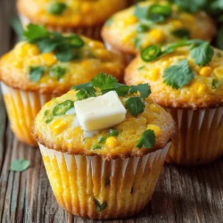 To make Cheesy Jalapeño Cornbread Muffins, you need a few key items. Here is the list: - 1 cup cornmeal - 1 cup all-purpose flour - 1 tablespoon baking powder - 1/2 teaspoon salt - 1/4 teaspoon baking soda - 1 cup milk - 2 large eggs - 1/4 cup honey - 1/4 cup vegetable oil - 1 cup shredded sharp cheddar cheese - 1/2 cup pickled jalapeños, chopped - 1/2 cup corn kernels (fresh or frozen) For the cheese, I recommend using sharp cheddar. It melts well and adds great flavor. If you want a spicier kick, consider pepper jack cheese. For jalapeños, pickled ones are easy to find and add a tangy taste. You can boost the flavor of your muffins with different add-ins. Here are some ideas: - Try adding 1/2 teaspoon of garlic powder or onion powder for an extra kick. - Fresh herbs like cilantro or green onions can add freshness. - For a sweet touch, mix in a bit of crumbled bacon. You can also swap out flours. If you want a gluten-free option, use corn flour or a gluten-free blend. If you have food allergies, there are easy swaps. For a gluten-free version, use gluten-free flour instead of all-purpose flour. If you need a dairy-free option, try almond milk and a plant-based cheese. For sweeteners, you can use agave syrup or maple syrup instead of honey. For oil, you can use melted coconut oil or any neutral oil you prefer. For the full recipe, check out the complete list of steps to make these tasty muffins! 1. Start by preheating your oven to 400°F (200°C). This step gets the oven ready for baking. 2. Grease your muffin tin with oil or butter. You can also use paper liners if you prefer. 3. In a medium bowl, combine the cornmeal, flour, baking powder, salt, and baking soda. Whisk them well to mix. 4. In a larger bowl, mix the milk, eggs, honey, and vegetable oil. Stir until the mixture is smooth. 5. Add the dry ingredients to the wet mixture gradually. Stir gently until just combined. Avoid overmixing; this keeps the muffins soft. 6. Fold in the shredded cheddar cheese, chopped jalapeños, and corn kernels. Make sure everything is evenly mixed. 7. Spoon the batter into your prepared muffin tin. Fill each cup about two-thirds full. - Bake the muffins for 15-18 minutes. Keep an eye on them as they cook. - To check for doneness, insert a toothpick into the center of a muffin. If it comes out clean, they are ready. - Different ovens may cook differently. If your oven runs hot, check the muffins a bit earlier. - Let the muffins cool in the pan for about 5 minutes. Then transfer them to a wire rack to cool completely. - Serve the muffins warm. A pat of butter on top adds a nice touch. - For extra flair, garnish with fresh cilantro or jalapeño slices. These small details make a big impact! - Consider pairing them with your favorite dips or toppings for an even better taste experience. You can find the full recipe for Cheesy Jalapeño Cornbread Muffins above. To make the best Cheesy Jalapeño Cornbread Muffins, avoid common mistakes. First, don’t overmix your batter. This can make your muffins tough. Mix until just combined. Second, check your ingredient temperature. Use room temperature eggs and milk. This helps your muffins rise evenly. For the best flavor, use sharp cheddar cheese. It adds a rich taste. Fresh jalapeños give a nice kick. If you want more heat, use more jalapeños. You can also add spices like cumin or smoked paprika for deeper flavor. The right texture is key to great muffins. Aim for moist, fluffy muffins. To avoid dryness, measure flour and cornmeal correctly. Use a spoon to scoop flour into your measuring cup. This prevents packing. Too much flour can lead to dry muffins. Remember, the batter should be slightly lumpy for the best results. For more details, check out the Full Recipe. {{image_2}} You can easily change the flavor of your Cheesy Jalapeño Cornbread Muffins. Try using different cheeses to find your favorite. Pepper jack adds a nice kick. Queso blanco will give a creamy taste. I love how varied cheese can change the muffin’s vibe. You can also add more vegetables. Corn kernels make a sweet burst of flavor. Try diced bell peppers for a crunchy texture. You can even sneak in some spinach for color and nutrients. The more colorful, the better! If you're vegan or plant-based, you can still enjoy these muffins. Replace the eggs with flaxseed meal mixed with water. Use plant-based milk instead of regular milk. You can also swap honey for maple syrup or agave. This way, you keep the sweetness while staying plant-friendly. For a low-carb or keto version, use almond flour instead of all-purpose flour. Replace the cornmeal with ground flaxseed or coconut flour. You can also add cheese to make it richer. These tweaks will keep your muffins tasty and healthy. Adding regional flair can make these muffins even better. If you love Southern cuisine, add some buttermilk for a rich taste. Use local cheeses from your area to add unique flavors. Specific types of cornmeal can also change the texture and taste. If you enjoy Tex-Mex flavors, consider adding diced green chiles. They give a smoky note to the muffins. You can also mix in some chopped cilantro for freshness. These small changes can turn your muffins into a regional delight. For the full recipe, check out the detailed steps and ingredients list! To keep your cheesy jalapeño cornbread muffins fresh, store them at room temperature. Place them in an airtight container or a zip-top bag. This helps keep them soft and moist. They stay fresh for about three days. If you want to maintain their flavor, add a slice of bread to the container. The bread helps to keep the muffins from drying out. For long-term storage, freezing muffins is a great option. Wrap each muffin in plastic wrap or foil. Then, place them in a freezer-safe bag. They can last up to three months in the freezer. When you’re ready to eat them, let them thaw in the fridge overnight. You can also reheat them in the oven at 350°F (175°C) for about 10 to 15 minutes. This will help them regain their fresh-baked taste. The type of cheese or jalapeños you use can affect how well they freeze. If your muffins lose moisture, don’t worry! You can revive them easily. Wrap the muffins in a damp paper towel. Then, microwave them for 10 to 15 seconds. This adds back some moisture. You can also cut stale muffins into small pieces and turn them into a savory bread pudding. Just mix them with eggs and milk, add some veggies, and bake. This way, you can make a new dish from your leftover muffins. For the full recipe, check back in the earlier sections! Yes, you can make these muffins ahead of time. Bake them and let them cool. Store them in an airtight container. They can stay fresh for up to three days. You can also freeze them if you want to keep them longer. Just wrap each muffin in plastic wrap, then put them in a freezer bag. When you're ready to eat, thaw them in the fridge overnight. Reheat in the oven or microwave for the best taste. To adjust spice, choose your jalapeños wisely. If you want them milder, use fewer jalapeños or remove the seeds. For more heat, add more jalapeños or use fresh ones instead of pickled. You can also mix in some cayenne pepper or hot sauce. Start with a little and taste the batter before baking. This way, you can find the perfect heat for your taste. Yes, fresh corn works great in this recipe. Cut the kernels off the cob and measure out half a cup. Fresh corn gives a sweet crunch. Make sure to cook it briefly if you want it softer. Just steam or boil it for a few minutes. Then, let it cool before adding it to the batter. These muffins pair well with many meals. Serve them with chili for a hearty dish. They also go great with soups, salads, or barbecued meats. If you want a light meal, add some avocado or salsa on the side. For breakfast, enjoy them with eggs or bacon. The muffins are versatile, making them a fun choice for any meal. For the full recipe, check the section above. In this blog post, we explored the ingredients, instructions, and helpful tips for making Cheesy Jalapeño Cornbread Muffins. You learned about essential ingredients, flavor variations, and easy storage methods. Baking these muffins can be fun and rewarding. Remember, small tweaks can enhance flavor and texture. Don’t shy away from trying new things. Your muffins will shine with the right techniques and fresh ideas. Now, get in the kitchen and enjoy every bite!