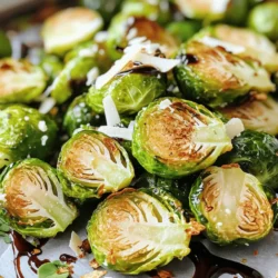 To make your crispy air fryer Brussels sprouts, gather these simple ingredients: - 1 pound Brussels sprouts, trimmed and halved - 2 tablespoons olive oil - 1 teaspoon garlic powder - 1/2 teaspoon smoked paprika - 1/4 teaspoon black pepper - 1/2 teaspoon salt - 2 tablespoons balsamic glaze (optional for drizzling) - 1/4 cup shaved Parmesan cheese (optional for topping) You can swap ingredients to fit your taste. Here are some ideas: - Olive oil: Use avocado oil or melted coconut oil for a different flavor. - Garlic powder: Fresh minced garlic works well if you prefer fresh over dried. - Smoked paprika: Try regular paprika for a milder taste. - Balsamic glaze: Honey or maple syrup can add sweetness if you don’t have glaze. - Parmesan cheese: Nutritional yeast can work as a vegan option. Crispy air fryer Brussels sprouts are not only tasty but also healthy. Here’s a quick look at the nutrition you can expect per serving: - Calories: About 150 - Protein: 4g - Fat: 10g - Carbohydrates: 12g - Fiber: 4g This dish is rich in vitamins and minerals and fits well in many diets. Enjoy these tasty sprouts while knowing they are good for you! For the full recipe, check the instructions above. Start with fresh Brussels sprouts. Trim off the tough ends and cut each sprout in half. This helps them cook evenly. Place them in a large bowl. Add 2 tablespoons of olive oil to the bowl. Then, mix in 1 teaspoon of garlic powder, 1/2 teaspoon of smoked paprika, 1/4 teaspoon of black pepper, and 1/2 teaspoon of salt. Toss the sprouts well until they are coated. Preheat your air fryer to 375°F (190°C) for about 5 minutes. This step is key for crispiness. Next, place the seasoned Brussels sprouts in the air fryer basket. Make sure to arrange them in a single layer. If they are too crowded, they will not crisp up. Air fry the sprouts for 15-18 minutes. Shake the basket halfway through to ensure they cook evenly. When they are golden brown and crispy, they are ready. For the best results, avoid overcrowding the basket. This allows hot air to circulate and crisp each sprout. If needed, cook them in batches. Another tip is to make sure the sprouts are dry before adding oil. Wet Brussels sprouts can steam instead of crisp. Finally, if you like, drizzle balsamic glaze and sprinkle shaved Parmesan cheese on top after cooking. This adds flavor and makes them even more delightful. Enjoy your crispy air fryer Brussels sprouts! For more details, check out the Full Recipe. For crispy Brussels sprouts, I recommend cooking at 375°F (190°C). This temperature helps them cook through while getting that perfect crunch. The cooking time should be between 15 to 18 minutes. You should shake the basket halfway to ensure even cooking. If you like them extra crispy, you can add a few more minutes. Keep an eye on them to avoid burning. One common mistake is overcrowding the air fryer. This can lead to uneven cooking and soggy sprouts. Always place the Brussels sprouts in a single layer. Another mistake is not preheating your air fryer. Preheating helps start the cooking process right away, ensuring that they crisp up nicely. Lastly, don’t skip the oil. It’s key for achieving that crunchy texture. You can serve crispy Brussels sprouts as a side dish or a snack. Drizzle them with balsamic glaze for a sweet touch. For a savory kick, sprinkle shaved Parmesan cheese on top just after cooking. They also pair well with roasted meats or can be tossed into salads. Feel free to get creative with your sauces and toppings! {{image_2}} To make your Brussels sprouts even tastier, try adding spices or glazes. Here are some ideas: - Cayenne pepper for a spicy kick. - Lemon zest for a bright, fresh flavor. - Honey can add a sweet touch. - Soy sauce provides a savory umami boost. Combining these flavors can elevate your dish. Mix flavors to find your favorite blend. You can also drizzle balsamic glaze for a tangy finish. It adds a nice sweetness. If you want a different diet, you can still enjoy Brussels sprouts. Here are some ideas: - Vegan: Skip the Parmesan cheese. Use nutritional yeast for a cheesy flavor. - Gluten-free: All the ingredients are gluten-free. Just check labels for any sauces. - Low-carb: This dish is naturally low in carbs. Enjoy without worry! These options let everyone enjoy this dish. Adapt it to fit your needs and tastes. Brussels sprouts can be more than a side dish. Here are fun ways to serve them: - Add them to a salad with nuts and fruits. - Serve as a tasty appetizer. Use toothpicks for easy eating. - Toss them with pasta for a hearty meal. Get creative! Serve Brussels sprouts in a way that excites you. Each new idea brings out different flavors. Enjoy experimenting with this versatile veggie! To store leftover crispy Brussels sprouts, let them cool first. Place them in an airtight container. You can keep them in the fridge for up to three days. If you want to keep them longer, freezing is a great option. When you reheat Brussels sprouts, aim for crispiness. Preheat your air fryer to 350°F (175°C). Place the sprouts in the basket and reheat for about 5-7 minutes. This method brings back their crunch. You can also use an oven, but the air fryer works best. To freeze Brussels sprouts, follow these steps. First, blanch them in boiling water for 3 minutes. Then, cool them in ice water. Drain and dry them well. Next, place them in a single layer on a baking sheet and freeze until solid. Once frozen, transfer them to a freezer bag. They can last up to three months. When you’re ready to use them, simply air fry from frozen. For a full recipe, check out the Crispy Air Fryer Brussels Sprouts section. The best temperature to cook Brussels sprouts in an air fryer is 375°F (190°C). This heat helps the sprouts become crispy. Cooking at this temperature allows for even cooking without burning the outside. You should cook Brussels sprouts in an air fryer for about 15 to 18 minutes. Shake the basket halfway through. This ensures that all the sprouts get crispy and golden brown. Yes, you can make Crispy Air Fryer Brussels Sprouts in advance. Cook them and let them cool. Store in an airtight container in the fridge for up to three days. When ready to eat, just reheat in the air fryer for a few minutes. This keeps them crispy. You can use frozen Brussels sprouts, but fresh ones taste better. If using frozen, cook them a bit longer. Make sure to thaw and dry them before cooking for the best results. These Brussels sprouts pair well with many dishes. Try them with grilled chicken, steak, or fish. They also work great in salads or as a crunchy side with pasta. Brussels sprouts are done cooking when they are golden brown and crispy. You can also check with a fork. They should be tender inside but still have a nice crunch outside. Yes! Brussels sprouts are very healthy. They are low in calories and high in fiber. They also provide vitamins C and K. Air frying uses less oil than frying, making them a great choice for a healthy side dish. Crispy air fryer Brussels sprouts are simple to make and delicious. We covered the best ingredients, cooking steps, and helpful tips for flavor. Knowing how to store leftovers and reheat them will keep the taste fresh. Remember, you can add your own flavors and adjust the recipe to fit your needs. With practice, you’ll avoid common mistakes and create a perfect dish every time. Enjoy these tasty sprouts as a snack or side. The air fryer makes this healthy treat easy and fun!