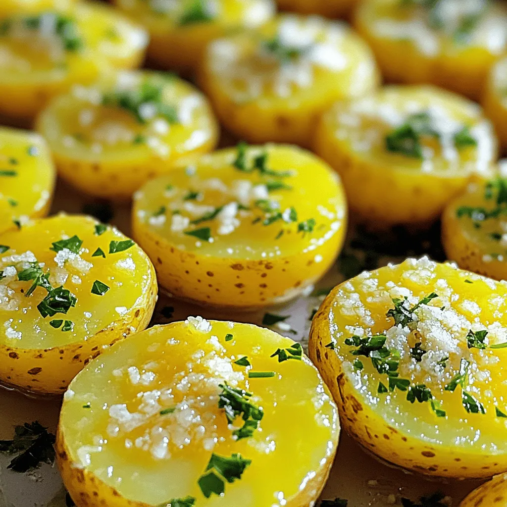 - 2 pounds baby potatoes - 4 tablespoons olive oil - 4 cloves garlic - 1/2 cup grated Parmesan cheese - 1 teaspoon dried oregano - 1 teaspoon dried thyme - 1/2 teaspoon red pepper flakes (optional) - Salt and pepper to taste - Fresh parsley, chopped Garlic Parmesan Roasted Potatoes make a great side. You need fresh, baby potatoes for this dish. They are creamy inside and crispy outside. Olive oil helps achieve that perfect golden crust. Garlic adds a warm, rich flavor. The Parmesan cheese gives a salty, cheesy touch. For seasonings, oregano and thyme bring earthiness. They make the dish fragrant and tasty. Red pepper flakes add a hint of heat, but you can skip them if you want. Salt and pepper are key to enhance all the flavors. Finally, fresh parsley adds a pop of color. It brightens up the dish and makes it look fancy. You can find the Full Recipe to guide you through the steps. Enjoy these tasty potatoes with your favorite meal! - Preheat your oven to 425°F (220°C). - In a large bowl, combine: - 2 pounds baby potatoes, halved - 4 tablespoons olive oil - 4 cloves garlic, minced - 1 teaspoon dried oregano - 1 teaspoon dried thyme - 1/2 teaspoon red pepper flakes (optional) - Salt and pepper to taste Mix these well until the potatoes are fully coated. This step is key for great flavor. - Spread the seasoned potatoes in a single layer on a baking sheet. - Roast the potatoes in your preheated oven for 25 minutes. This initial roast helps them become tender. - After 25 minutes, take the baking sheet out of the oven. - Sprinkle 1/2 cup grated Parmesan cheese evenly over the potatoes. Toss gently to cover them well. - Return the baking sheet to the oven and roast for an extra 10-15 minutes. Look for a golden-brown and crispy texture. - Once done, remove the potatoes from the oven and let them cool slightly. - Garnish with freshly chopped parsley before serving. Enjoy your garlic Parmesan roasted potatoes as a flavorful side dish! For more details, check the Full Recipe. To check if your potatoes are done, poke them with a fork. If it slides in easily, they are ready. This is a simple test that works great. The key to perfect texture is to spread the potatoes in a single layer on the baking sheet. If they are crowded, they will steam instead of roast, and you won’t get that crispy finish. You can boost the flavor by adding more herbs. Fresh rosemary or basil work well. You can also try different spices. A pinch of smoked paprika or curry powder can add a unique twist. Experiment and find your favorite mix! For the best results, use a sturdy baking sheet. A heavy-duty one prevents warping. I recommend using parchment paper. It makes cleanup a breeze and keeps the potatoes from sticking. Plus, they roast evenly when on parchment. For the best crispy results, follow these tips! {{image_2}} You can easily change up the cheese in this recipe. Try using cheddar for a sharper taste. Feta cheese also adds a nice tang. If you want a creamier texture, use goat cheese. For seasonings, feel free to mix it up. Add rosemary for a woodsy flavor. You can also use Italian seasoning for a bold taste. If you want to save time, use an air fryer. Set it to 400°F (200°C) and cook for 15-20 minutes. Shake the basket halfway through for even cooking. Grilling is another fun option. Just toss the potatoes in a grill basket. Grill over medium heat for 20-25 minutes. Make sure to turn them often to avoid burning. Garlic Parmesan roasted potatoes pair well with many main dishes. They go great with grilled chicken or steak. You can also serve them alongside fish for a lighter meal. For a lovely presentation, arrange the potatoes on a platter. Sprinkle extra parsley on top for a pop of color. For the full recipe, check out the earlier section. To keep your garlic Parmesan roasted potatoes fresh, store them in an airtight container. This will help keep them from drying out. Place the container in the fridge. Leftovers can last up to three days. When you're ready to eat them again, reheat in the oven. This will help regain their crispiness. You can also use a microwave, but the potatoes will be softer. You can freeze your garlic Parmesan roasted potatoes. It's best to freeze them after cooking. Let them cool fully before placing them in a freezer-safe bag. Remove as much air as possible to avoid freezer burn. They can last up to three months in the freezer. Just remember to label the bag with the date. For safe thawing, move the frozen potatoes from the freezer to the fridge a day before you plan to eat them. This method keeps them at a safe temperature. After thawing, reheat them in the oven at 350°F (175°C) for about 15 minutes. This will help restore their crispy texture and flavor. Enjoy your delicious garlic Parmesan roasted potatoes again! Can I make garlic parmesan roasted potatoes ahead of time? Yes, you can prepare them in advance. Cook the potatoes until they are golden brown. Let them cool, then store in an airtight container in the fridge. When you're ready, reheat in the oven for a crispy finish. How do I make them gluten-free? This recipe is naturally gluten-free. Just use gluten-free ingredients for any added seasonings or sauces. Always check labels to be sure. What can I use instead of Parmesan cheese? You can use nutritional yeast for a dairy-free option. Feta or pecorino can also work if you want a different flavor. Can I use different oils? Yes, you can swap olive oil for avocado oil or melted butter. Each oil will add its own unique taste. How long do garlic parmesan roasted potatoes take to cook? Cooking time is about 40 minutes. This includes 25 minutes for the first roast and 10-15 minutes for the second roast with cheese. What's the best potato type for roasting? Baby potatoes are great for this dish. They are small, tender, and cook evenly. You can also use Yukon Gold or red potatoes for a different texture. For the full recipe, check out the details provided. Garlic Parmesan roasted potatoes are simple yet delicious. You start with baby potatoes, olive oil, garlic, and Parmesan. After preparing and roasting, they come out golden and tasty. You can tweak the recipe with herbs or spices to suit your taste. Remember, don’t skip the storage tips to keep leftovers fresh. Try different cheeses or cooking methods for fun variations. Enjoy this versatile dish with various meals, and make them your own!