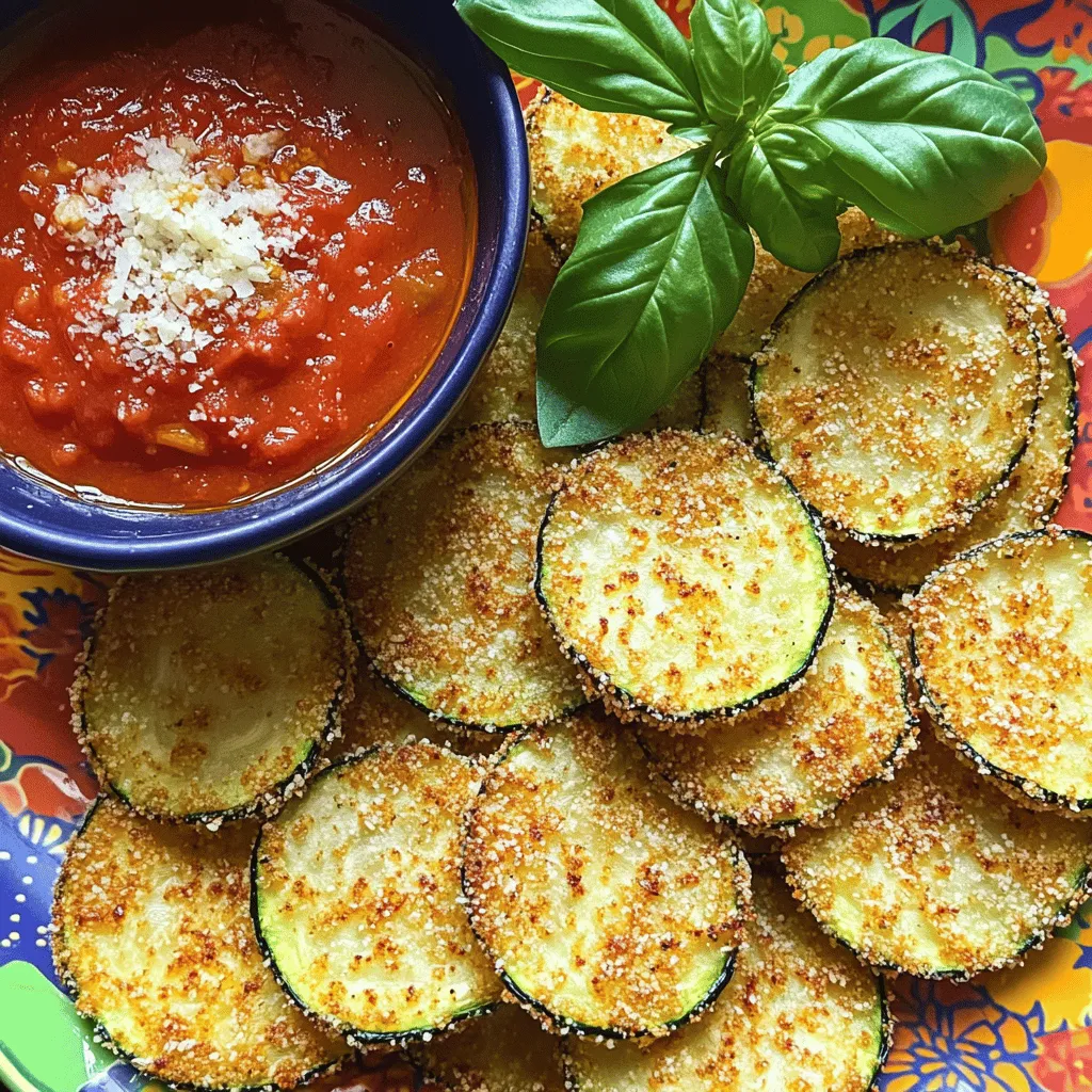 - 2 medium zucchinis, thinly sliced - 2 tablespoons olive oil - 1 teaspoon garlic powder - 1 teaspoon onion powder - 1 teaspoon paprika - Salt and pepper to taste I love using fresh zucchinis for this recipe. They add a lovely crunch. Thin slices work best, so aim for about 1/8 inch thick. You can use a knife or a mandoline for even slices. Olive oil helps the spices stick and gives the chips a nice flavor. The garlic and onion powders add depth. Paprika gives a warm, smoky taste. Salt and pepper enhance all the flavors. - Grated Parmesan cheese for flavor enhancement - Fresh herbs for garnish While the basic recipe is great on its own, I like to sprinkle Parmesan cheese on top right after frying. It melts slightly and adds a savory touch. Fresh herbs like basil or parsley make the dish look vibrant and fresh. You can mix and match flavors to suit your taste! For the full recipe, check out the earlier section. Start by washing the zucchinis well under cool water. This step is key for cleanliness. Next, slice the zucchinis into thin rounds, about 1/8 inch thick. For even slices, I recommend using a mandoline. A mandoline will help you get consistent thickness, which is important for cooking. In a large bowl, combine the sliced zucchinis with olive oil. Add garlic powder, onion powder, paprika, salt, and pepper. Toss the mixture well until every slice is coated. This step adds great flavor to your chips. First, preheat your air fryer to 375°F (190°C) for about 5 minutes. This is important for achieving that crispy texture. Place the zucchini slices in the air fryer basket in a single layer. If you have many slices, work in batches to avoid overcrowding. Cook the zucchini chips for 10-12 minutes. Make sure to shake the basket halfway through. This ensures even cooking. You want them to be golden brown and crispy. If you like, sprinkle freshly grated Parmesan cheese on top right after cooking. Let the chips cool for a few minutes before serving. They will get even crispier as they cool. For the full recipe, check out the earlier section. To make your zucchini chips super crispy, avoid overcrowding the air fryer. If you pack too many slices in at once, they will steam instead of crisp up. Cook in batches to let each chip get enough heat. When air frying, shaking the basket is key. Halfway through the cooking time, give the basket a good shake. This helps the chips cook evenly and prevents any from sticking together. You want all your chips to be golden and crunchy. You can easily change the taste of your zucchini chips. Try different seasoning mixes like a blend of chili powder and lime for a zesty kick. Or, go sweet with cinnamon and a hint of sugar for a fun treat. Before serving, consider adding cheese. Grated Parmesan sprinkled on hot chips melts slightly, adding a rich flavor. You can also use cheddar or nutritional yeast for a vegan option. Presentation matters when you serve your zucchini chips. Use a colorful plate to make the dish pop. A small bowl of marinara sauce or ranch dressing works great as a dip. Garnish with fresh herbs like basil or parsley to give it a fresh look. Think about what else to serve with your chips. Pair them with hummus for a healthy snack or sour cream for something rich. These ideas will make your snack time even more enjoyable. For the full recipe, check out the details above. {{image_2}} You can use other vegetables when making air fryer chips. Good options include sweet potatoes, carrots, or beets. Each vegetable has its unique flavor and texture. For example, sweet potatoes give a sweet taste, while carrots offer a fresh crunch. When cooking different veggies, adjust the time and temperature. Thin slices cook faster. For instance, sweet potatoes need about 15 minutes at 375°F. Thicker cuts may need up to 20 minutes. Always check for crispiness before serving. This recipe is easy to modify for different diets. To keep it gluten-free, ensure your spice blends do not contain wheat. Most spices are safe. For a vegan version, skip the Parmesan cheese. You can use nutritional yeast for a cheesy flavor without dairy. If you have allergies, substitute olive oil with avocado oil or coconut oil. These oils work well with high heat and add nice flavors. You can also bake zucchini chips in the oven if you don’t have an air fryer. Start by preheating your oven to 425°F. Spread the zucchini slices on a baking sheet in a single layer. Bake for 20-25 minutes, turning halfway through. Keep an eye on them to prevent burning. The oven method gives a different texture but can still be crispy and delicious. Cooking times may vary, so check for golden brown edges to know they are ready. For the full recipe, refer to the earlier section. To keep your zucchini chips crispy, use an airtight container. Glass jars or plastic containers work well. Line the bottom with paper towels to absorb any moisture. This helps keep the chips crunchy. Avoid storing them in a damp area. To reheat your zucchini chips, use the air fryer again. Set it to 350°F (175°C) for about 5 minutes. This method warms them up while keeping them crispy. You can also use an oven. Place the chips on a baking sheet and heat for 5-7 minutes. Zucchini chips last about 1-2 weeks in the pantry. Store them in a cool, dry place. If you notice any soft spots or a bad smell, it's time to toss them. Freshness is key for the best taste and crunch. For the full recipe, check out the section above. Zucchini chips are done when they look golden brown and feel crispy. You can also check by lightly pressing them. If they break easily, they are ready. If they feel soft, they need more time. Keep a close eye on them during the last few minutes. They can go from perfect to too brown quickly! Using frozen zucchini is not the best choice. Freezing changes the texture of the zucchini. It tends to become mushy when cooked. This mushiness can ruin the crunchiness you want in your chips. Fresh zucchini gives the best results. The flavor is better too! Zucchini chips are great with dips! You can try hummus or guacamole for a healthy snack. Marinara sauce is also a tasty option. You might even enjoy them with yogurt-based dips. For a fun twist, pair them with salsa. They make a great side for sandwiches or salads too. Enjoy the crunch! Zucchini chips are easy to make and tasty. You need simple ingredients and quick steps. Prepping the zucchini and seasoning it right makes a big difference. Remember, the air fryer provides a crispy finish. For a healthy snack, try different seasonings. Don’t forget to store your chips well to keep them fresh. With these tips, you can enjoy delicious zucchini chips anytime. Your kitchen is ready for some healthy fun!