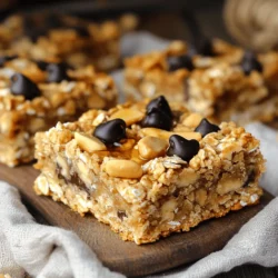 To make these tasty bars, you need a few key ingredients: - 2 cups rolled oats - 1/2 cup natural peanut butter - 1/4 cup honey or maple syrup - 1/2 cup mashed ripe bananas (about 1 large banana) - 1/4 cup chopped nuts (almonds or walnuts) - 1/4 cup dark chocolate chips (optional) These ingredients come together to create a delicious snack. Rolled oats add fiber and texture. Natural peanut butter gives protein and healthy fats. Honey or maple syrup adds sweetness, while bananas provide moisture. You can add nuts for crunch or chocolate chips for a sweet twist. Each bar contains around 150 calories. The breakdown is simple: - Fats: 7 grams - Proteins: 4 grams - Carbohydrates: 20 grams This mix of nutrients keeps you full and energized. The healthy fats from peanut butter help keep your heart happy. You can make these bars gluten-free by choosing gluten-free oats. For a vegan option, use maple syrup and ensure your peanut butter is dairy-free. These substitutions make the bars suitable for various diets, so everyone can enjoy them. First, preheat your oven to 350°F (175°C). This step ensures even baking. Next, prepare an 8x8 inch baking dish. Line it with parchment paper. Leave some overhang. This makes it easy to lift the bars out later. In a large mixing bowl, combine 2 cups of rolled oats and 1/4 cup of chopped nuts. You can use almonds or walnuts. Stir them together well. This mix adds both texture and flavor to your bars. Now, get a medium bowl. Whisk together 1/2 cup of natural peanut butter, 1/4 cup of honey or maple syrup, and 1/2 cup of mashed ripe bananas. Add 1/2 teaspoon of vanilla extract, 1/2 teaspoon of cinnamon, and a pinch of salt. Mix until it is smooth and well blended. This mixture brings sweetness and creaminess to your bars. Pour the peanut butter mixture into the bowl with the oats and nuts. Stir until every piece is coated. If you want, fold in 1/4 cup of dark chocolate chips for extra flavor. Transfer this mix into your prepared baking dish. Pack it down tightly with a spatula or your hands. Bake in the oven for 20-25 minutes. Look for golden edges as a sign of doneness. Once done, let it cool for about 10 minutes. Lift it out using the parchment paper and cool completely on a wire rack. Then, slice into bars. Enjoy your Healthy Peanut Butter Oat Bars! For a complete recipe, check the Full Recipe section. To get the best texture in your bars, press the mixture firmly. Use the back of a spatula or your hands to pack it tightly in the baking dish. This helps the bars hold together well. If they are too loose, they may crumble when you slice them. Check for doneness by looking at the edges. They should be slightly golden. If they are golden, your bars are ready. A toothpick test can also help. If it comes out clean, your bars are done. You can add spices to boost flavor. A dash of nutmeg or ginger can create a warm taste. You can also try different extracts, like almond or coconut, for variety. Incorporating dried fruits adds sweetness and texture. Consider adding raisins, cranberries, or apricots. Chop them into smaller pieces for better mix-in. They will give each bite a lovely surprise. To boost fiber, add flax seeds or chia seeds. These are great for digestion and add crunch. You can also use whole grain oats for extra fiber. For low-sugar options, swap honey with mashed dates. This keeps your bars sweet without added sugar. Maple syrup is also a great choice for natural sweetness. For the full recipe, check out the detailed steps above. {{image_2}} You can change the taste of these bars easily. For a chocolate peanut butter version, add dark chocolate chips. You can also mix in cocoa powder. This adds a rich, chocolate flavor. If you need a nut-free alternative, use sunflower seed butter. It gives a similar taste without nuts. If you follow a gluten-free diet, choose certified gluten-free oats. This keeps your bars safe for your needs. For a paleo-friendly version, skip the honey and use mashed dates instead. You can also use coconut flour in place of oats for a unique texture. You can make these bars even more fun! Try adding seeds like chia or flax for extra nutrition. Unsweetened coconut flakes can add a nice chew. You can also mix in dried fruit like cranberries or raisins. These add natural sweetness and flavor to your bars. Try these variations to keep your snacks exciting! For the full recipe, check out the details above. To keep your healthy peanut butter oat bars fresh, store them in an airtight container. This helps to lock in moisture and flavor. You can keep them at room temperature for up to five days. If you want them to last longer, refrigerate them. This extends their life while keeping them tasty. These oat bars can last up to one week at room temperature. In the fridge, they last about two weeks. Keep an eye out for signs of spoilage. If you see any mold or if they smell off, it’s best to toss them out. Fresh bars should smell nutty and sweet. Freezing is a great option for longer storage. Wrap each bar in plastic wrap and place them in a freezer-safe bag. They can last for up to three months in the freezer. When you’re ready to eat them, thaw them in the fridge overnight. You can also warm them in the microwave for about 15 seconds for a cozy treat. For the full recipe, check out Nutty Delight Oat Bars. These bars can last about one week when stored well. For best results, keep them in an airtight container. You can store them at room temperature for a few days. For longer storage, place them in the fridge. They can stay fresh for up to two weeks in the fridge. Yes, you can. Almond butter or sunflower seed butter make great choices. Each will change the flavor a bit. Almond butter adds a nutty twist, while sunflower seed butter gives a milder taste. Be mindful that these can alter the texture slightly as well. Absolutely! These bars are a great snack for kids. They provide energy and nutrients. Oats offer fiber, while peanut butter has protein. The natural sweeteners keep them healthy. These bars are filling and tasty, making them a perfect choice for children. These healthy peanut butter oat bars are simple to make and fun to customize. We covered essential ingredients like oats, peanut butter, and ripe bananas. I shared tips on achieving the perfect texture and exciting flavor variations. You can store these bars easily and even freeze them for later. In my view, these oat bars are a perfect snack for everyone, especially kids. Try different add-ins to find your favorite blend. Enjoy making and eating these nutritious treats!