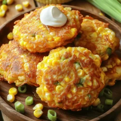 To make sweet corn fritters, you need the right ingredients. Here’s what you will use: - 2 cups fresh corn kernels (or canned, drained) - 1/2 cup all-purpose flour - 1/4 cup cornmeal - 1 large egg - 1/2 cup milk - 1 tablespoon baking powder - 1 teaspoon paprika - 1/2 teaspoon salt - 1/4 teaspoon black pepper - 1/4 cup green onions, finely chopped - 1/4 cup grated cheddar cheese (optional) - Oil for frying (vegetable or canola) Using fresh corn gives the fritters a sweet and juicy bite. Fresh corn kernels have a crisp texture. They also add more flavor. If fresh corn is not available, canned corn works too. Just drain it well to remove excess liquid. Key seasonings add depth to your dish. Paprika gives a warm, smoky flavor. Salt and black pepper enhance the natural sweetness of corn. Green onions bring a mild onion taste that brightens each bite. You can also add optional ingredients for extra flavor. Grated cheddar cheese melts into the fritters, making them rich and cheesy. Try adding herbs like cilantro or parsley for a fresh twist. You can even add diced jalapeños for a spicy kick. This recipe is simple and flexible. You can adjust it to suit your taste. For more detailed steps, check out the Full Recipe. To start, gather your ingredients. For the best texture, mix your dry ingredients first. In a large bowl, combine the corn kernels, flour, cornmeal, baking powder, paprika, salt, and pepper. Stir them well to blend all the flavors. Next, whisk your wet mixture. In a separate bowl, beat the egg and milk until frothy. This step adds air to your batter, making it light and fluffy. Now, pour the wet mix into the dry ingredients. Stir gently until just combined. Be careful not to overmix; this keeps the fritters tender. If you want to add green onions and cheese, fold them in at this point. Now, let's fry those fritters! Heat about 1/4 inch of oil in a large skillet over medium heat. Check the oil temperature by dropping a small amount of batter into it. If it sizzles, you're ready. Drop spoonfuls of batter into the hot oil. Flatten them slightly with the back of your spoon. Fry each side for about 3-4 minutes or until golden brown. Flip them carefully to cook evenly. To know when they are done, look for a deep golden color and crisp edges. Once cooked, transfer the fritters to a paper towel-lined plate. This step helps remove any excess oil. Repeat with the remaining batter until all fritters are cooked. Enjoy your sweet corn fritters! For the complete recipe, check out the Full Recipe section. - Achieving the ideal batter consistency: Your batter should be thick but still pourable. If it's too runny, add a bit more flour or cornmeal. If it's too thick, mix in a splash of milk. This balance makes all the difference in your fritters. - Using non-stick pans for better results: A non-stick pan helps prevent sticking and makes flipping easier. You will love how smoothly the fritters cook, giving you that perfect golden brown color. - Avoiding soggy fritters: To keep your fritters crispy, do not overcrowd the pan. Fry them in batches and make sure the oil is hot before adding the batter. Drain them on paper towels to remove excess oil. - Adding spices or herbs: Spice things up by adding cayenne pepper or fresh herbs like cilantro. These will bring your fritters to life and add a burst of flavor. - Suggested dips and sauces for serving: Serve your fritters with a tangy dipping sauce. A simple yogurt sauce or a spicy salsa pairs well. They also go great with a drizzle of honey or a zesty lime aioli. - Pairing options with sweet corn fritters: Sweet corn fritters shine alongside fresh salads or grilled meats. Try serving them with a refreshing avocado salad or your favorite grilled chicken for a complete meal. For a detailed recipe, check out the Full Recipe link. {{image_2}} You can make sweet corn fritters even better by swapping some ingredients. If you need gluten-free options, use almond flour or rice flour instead of all-purpose flour. These flours keep the texture light and tasty. If you want a vegan recipe, replace the egg with a flax egg. Mix one tablespoon of ground flaxseed with three tablespoons of water. Let it sit for five minutes to thicken. Use almond milk instead of regular milk. These changes keep the fritters delicious! You can also change the cheese. Try feta, goat cheese, or even vegan cheese. Each choice gives a unique flavor. For extra fun, add in ingredients like jalapeños or red bell peppers. They add a nice kick! Sweet corn fritters are great for any meal. Serve them as a snack or a side dish. You can also top them with avocado or salsa for a fresh twist. They pair well with sour cream or yogurt, too. For a full meal, serve fritters with a light salad. A mix of greens, tomatoes, and a zesty dressing works well. You can also enjoy them with grilled chicken or fish. These fritters shine during summer picnics or casual brunches. Their bright flavors make them perfect for warm days. You can even pack them in lunch boxes for a tasty treat! For the full recipe, check out the details above. To keep your sweet corn fritters fresh, store them in the fridge. Use an airtight container. This helps keep moisture out. If you want to keep fritters longer, freezing is a great option. Place them on a baking sheet first. Freeze until solid, then transfer to a freezer bag. This method prevents them from sticking together. When it’s time to eat, reheating is key. Use an oven at 350°F (175°C) for about 10 minutes. This keeps them crispy. You can also use a skillet over medium heat. Flip them often to avoid burning. In the fridge, sweet corn fritters can last about 3 to 5 days. Always check for signs of spoilage. If they smell off or look moldy, toss them out. Look for changes in texture too. If fritters feel slimy, it’s time to say goodbye. Freshness is crucial for the best taste. Can I use frozen corn instead of fresh? Yes, you can use frozen corn. Just thaw and drain it first. Fresh corn has a great crunch, but frozen corn works well. It saves time and still tastes good. How can I make the fritters spicier? To add spice, mix in chopped jalapeños or a pinch of cayenne pepper. You can also serve them with a spicy sauce. This adds a nice kick to the fritters. Are there any allergies to be aware of? Yes, some people may have allergies to corn or gluten. Check the ingredients if you have food allergies. Also, cheese can cause issues for those who are lactose intolerant. Overview of calories and macros A serving of sweet corn fritters has roughly 200 calories. They include protein from the egg and cheese, fiber from corn, and some carbs from flour. Health benefits of sweet corn Sweet corn is rich in vitamins and minerals. It has fiber, which helps digestion. Corn also provides antioxidants, supporting overall health. Comparing homemade to store-bought options Homemade fritters are often healthier than store-bought ones. You control the ingredients and avoid extra preservatives. Plus, they taste fresher and more delicious! In this post, we explored how to make delicious sweet corn fritters. We covered the key ingredients, including fresh corn and spices. You learned the step-by-step process for mixing, frying, and achieving that perfect crisp. I shared tips for avoiding sogginess and enhancing flavors with dips. Remember, you can adjust the recipe to fit your needs, like using gluten-free flour. Keep in mind proper storage, and enjoy your fritters at their best. With these insights, you’re ready to impress everyone with your cooking skills!