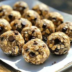 To make No Bake Cookie Dough Energy Balls, gather these simple ingredients: - 1 cup rolled oats - 1/2 cup almond butter (or peanut butter) - 1/4 cup honey or maple syrup - 1/2 cup chocolate chips (semi-sweet or dark) - 1/4 cup ground flaxseed - 1 teaspoon vanilla extract - Pinch of salt These ingredients work together to create a tasty, healthy snack. You can swap out some ingredients for different flavors or diets. Here are a few options: - Use sunflower seed butter instead of almond or peanut butter for a nut-free version. - Try agave syrup in place of honey or maple syrup for a vegan option. - If you want more protein, add chia seeds instead of or with flaxseed. - Use dried fruit like raisins or cranberries instead of chocolate chips for a fruity twist. These swaps keep the energy balls delicious while meeting your needs. These energy balls are not only tasty but also nutritious. Each ball contains: - Rolled oats provide fiber and energy. - Almond butter adds healthy fats and protein. - Honey or maple syrup gives natural sweetness. - Chocolate chips offer a little indulgence, while flaxseed boosts omega-3s. Each energy ball is around 100 calories. They make a great snack or a quick breakfast option. Enjoy the balance of flavors and nutrients in every bite! Making no bake cookie dough energy balls is simple. You only need a few bowls and a spatula. Gather all your ingredients first. This helps streamline the process. You’ll save time and avoid messes. Start by mixing the dry ingredients. In a large bowl, combine: - 1 cup rolled oats - 1/4 cup ground flaxseed - A pinch of salt Stir them well until they blend together. Next, in another bowl, mix the wet ingredients. Combine: - 1/2 cup almond butter (or peanut butter) - 1/4 cup honey or maple syrup Stir until smooth. This step is key for a good texture. Now, pour the wet mixture into the dry bowl. Add: - 1 teaspoon vanilla extract - 1/2 cup chocolate chips Mix everything together with a spatula or your hands. The dough should feel sticky and hold together well. Once your dough is mixed, it’s time to shape the energy balls. Use your hands to scoop out small portions. Roll them into balls about 1 inch wide. You should get around 12 to 15 of them. Place the balls on a parchment-lined baking sheet or plate. This keeps them from sticking. After shaping, refrigerate the balls for at least 30 minutes. This helps them firm up. Enjoy your no bake cookie dough energy balls as a tasty snack or workout boost! For the complete recipe, check the Full Recipe. To get the best texture, start with fresh ingredients. Old oats or nut butter can make the balls dry. Mix the dry and wet ingredients well. This helps the oats soak in the flavors. If the mix feels too dry, add a little more honey or nut butter. If it’s too wet, add more oats. The perfect mix should be sticky but easy to roll into balls. One common mistake is not measuring ingredients correctly. Too much nut butter can make the balls too rich. Too little will leave them dry. Another mistake is not letting them chill long enough. The energy balls need time to firm up in the fridge. Skipping this step can make them fall apart. Always use a parchment-lined sheet for easy removal, too. You can eat these energy balls as a quick snack. They are great after a workout or as a tasty treat. Try adding them to your breakfast or lunchbox. You can also keep them in the fridge for a quick bite. If you like, dip them in yogurt for a fun twist. For the full recipe, check out the complete guide. {{image_2}} You can change the flavor of your energy balls easily. Try using different nut butters. Almond, cashew, or sunflower seed butter all work well. You can also swap out chocolate chips for dried fruit, like cranberries or raisins. For a fun twist, add a pinch of cinnamon or cocoa powder. This can give your energy balls a unique taste. Mix and match until you find your favorite combo. Making these energy balls fit your diet is simple. To make them vegan, just replace honey with maple syrup. This keeps the sweetness while staying plant-based. For gluten-free options, ensure your oats are certified gluten-free. This small change keeps them safe for those with gluten sensitivities. Boost the nutrition of your energy balls by adding seeds or nuts. Chia seeds or pumpkin seeds add healthy fats and fiber. You can also try adding protein powder for an extra protein kick. This is great for after workouts or busy days. Mix in nut pieces or coconut flakes for more texture and flavor. These add-ins help make your energy balls even better! For the full recipe, check out the details above. To keep your no bake cookie dough energy balls fresh, place them in an airtight container. I prefer using glass jars or plastic containers with tight lids. Make sure to layer parchment paper between the balls to prevent them from sticking together. Store them in the refrigerator, where they will stay tasty for about a week. If you want to save some for later, freezing is a great option. First, let the energy balls chill in the fridge for about 30 minutes. Once firm, transfer them to a freezer-safe bag. Label the bag with the date, so you know when you made them. You can freeze them for up to three months. When you're ready to enjoy, just thaw them in the fridge overnight. These energy balls can last up to a week in the fridge. However, freezing extends their life significantly. To keep their flavor, avoid leaving them out at room temperature for too long. If you notice any signs of spoilage, like an off smell or change in texture, it's best to discard them. Enjoy your no bake cookie dough energy balls fresh for the best taste! Yes, you can use any nut butter you like. Almond butter and peanut butter work well. Cashew butter or sunflower seed butter are also great options. Just make sure it has a similar texture to keep the balls firm. These energy balls last about one week in the fridge. You can store them in an airtight container to keep them fresh. If you want them to last longer, you can freeze them for up to three months. Absolutely! If you want to skip chocolate chips, you can add dried fruit or nuts. Chopped dates or raisins add sweetness. Try adding coconut flakes for a fun twist. The recipe is flexible and allows for your tastes. You can serve these energy balls cold or at room temperature. They make a great snack for kids and adults. Pack them in lunchboxes or take them on hikes. You can even serve them at parties for a healthy treat! Yes, they are a healthy snack! These energy balls have protein, fiber, and healthy fats. They provide energy without refined sugars. You can feel good about enjoying them as a quick snack or post-workout treat. Check the Full Recipe for more details! You now have a complete guide to making no-bake cookie dough energy balls. We covered all the key ingredients, step-by-step instructions, and helpful tips. You learned how to customize flavors and make dietary adjustments, too. Remember to store them properly for the best taste and texture. These energy balls are not just tasty but also healthy snacks. Now you can enjoy a quick, nutritious treat whenever you want. Embrace your creativity and have fun making variations that suit your taste!