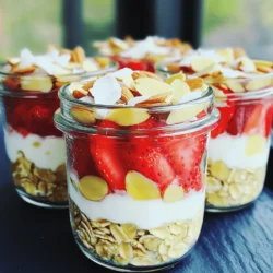 - 1 cup rolled oats - 1 ½ cups almond milk (or any milk of choice) - 1 cup fresh strawberries, hulled and sliced - 1 tablespoon honey or maple syrup - ½ teaspoon vanilla extract - ½ cup Greek yogurt (or dairy-free yogurt) - 2 tablespoons chia seeds - A pinch of salt This simple list packs a punch of flavor. Rolled oats form the base. They soak up almond milk, making them creamy and filling. Fresh strawberries add sweetness and a pop of color. Honey or maple syrup brings in a touch of natural sweetness. Vanilla extract enhances the overall taste, while Greek yogurt adds protein and richness. Chia seeds help thicken the mix and boost nutrition. A pinch of salt balances the sweetness. - Sliced almonds - Coconut flakes - Extra strawberries These toppings are fun and add texture. Sliced almonds give a nice crunch, while coconut flakes add a tropical twist. Extra strawberries can brighten the dish even more. Feel free to mix and match based on your taste or what you have on hand. For the full recipe, check out the Strawberry Dream Overnight Oats. It's a great way to start your day. 1. Start by taking a medium-sized bowl. Combine the rolled oats, almond milk, chia seeds, honey, vanilla extract, and a pinch of salt. Mix it well until everything blends together. 2. Next, add in the sliced strawberries. Gently fold them into the oat mix. Make sure the strawberries are evenly spread. 3. Now, divide the mixture into two jars or any containers with lids. This makes it easy to grab in the morning. 1. Once you have your jars ready, seal them tightly. This keeps the oats fresh and tasty. 2. Place the jars in the fridge overnight. You need at least four hours for the oats to soak up the liquid and soften. Overnight is best for great flavor! 1. In the morning, take a jar out and stir the oats well. This mixes all the flavors together. 2. You can add fun toppings! Try sliced almonds, coconut flakes, or more strawberries. Each adds a nice crunch and extra flavor. Enjoy your delicious breakfast! To adjust the sweetness of your overnight oats, you can use honey or maple syrup. Start with one tablespoon, and taste it. If you want it sweeter, add a bit more. For other sweeteners, consider agave nectar or stevia. These options can help suit your taste. Adding chia seeds gives your oats a creamy texture. They soak up the liquid and expand, making the dish rich. Make sure to use rolled oats, too. Rolled oats absorb liquid well and provide a nice chew. Instant oats can get mushy, so stick with rolled for the best results. The best soaking time for overnight oats is at least four hours, but overnight is ideal. This allows the oats to soften fully. When prepping, make sure to portion them into jars. This makes breakfast easy and quick. You can grab a jar and go! {{image_2}} You can switch up the fruit in your overnight oats. Berries like blueberries and raspberries add a different taste. Each berry brings its own flavor and color. You can use a mix of these fruits for extra fun! Seasonal fruits, like peaches in summer or apples in fall, can also work well. Just slice them and add them to the mix. This way, you can enjoy fresh flavors year-round. If you want to make your oats dairy-free, it’s simple! Swap Greek yogurt for dairy-free yogurt made from coconut or almond. Use almond milk or any other plant-based milk instead of regular milk. This keeps your dish creamy and tasty. For a vegan version, use maple syrup instead of honey. These swaps let everyone enjoy the meal. Adding spices can boost the flavor of your oats. A sprinkle of cinnamon or nutmeg can warm up the taste. You can also try flavored extracts like almond or coconut. Just a few drops can change the whole dish. Feel free to get creative! Mixing in these extras makes your oats fun and unique. You can keep your strawberries and cream overnight oats in the fridge for about 3 to 5 days. After that, the oats may start to lose their freshness. Always check for signs of spoilage. If you see any mold or a strange smell, it’s best to toss them out. Use glass jars or BPA-free plastic containers for the best storage. These containers should have airtight seals to keep your oats fresh. An airtight seal prevents air from getting in, which helps avoid spoilage. Yes, you can freeze overnight oats! Just make sure to use freezer-safe containers. When you’re ready to eat, move them to the fridge to thaw overnight. To reheat, microwave them for about a minute, adding a splash of milk to restore creaminess. Enjoy your oats warm or cold! For the full recipe, check out the Strawberry Dream Overnight Oats. To make Strawberries and Cream Overnight Oats, follow these simple steps: 1. In a bowl, mix together rolled oats, almond milk, chia seeds, honey, vanilla extract, and a pinch of salt. Stir until smooth. 2. Add sliced strawberries to the bowl. Gently fold them in to keep their shape. 3. Divide the mixture into two jars or containers. 4. Top each jar with Greek yogurt for creaminess. 5. Seal the jars and place them in the fridge overnight, or for at least four hours. 6. In the morning, stir the oats and check if you'd like more sweetness. 7. Add your favorite toppings like sliced almonds or extra strawberries before enjoying. This method gives you creamy, flavorful oats that are perfect for breakfast. Yes, you can prepare these oats last minute! If you need to make them quickly, just follow these tips: - Use quick oats instead of rolled oats. They soak up liquid faster. - Allow at least 30 minutes in the fridge instead of overnight. - Use warm almond milk to help the oats soften quicker. With these ideas, you can enjoy your oats even if you're short on time. Strawberries and Cream Overnight Oats are healthy and delicious. Here’s a quick look at the nutritional value: - Calories: About 300 per serving. - Protein: Around 10 grams, thanks to Greek yogurt. - Carbs: Roughly 50 grams, mainly from oats and fruit. - Fats: About 5-7 grams, depending on your choice of milk. These oats provide fiber, vitamins, and antioxidants from strawberries. They keep you full and energized for the day. For the complete preparation steps and more details, check out the Strawberry Dream Overnight Oats recipe. You can also find tips for variations and extra resources for making this dish your own. Strawberries and cream overnight oats are easy to make and delicious. You need just a few simple ingredients. Prepare the oats, refrigerate overnight, and enjoy. You can add fruits or toppings for more variety. Adjust sweetness and texture to your liking. This dish is perfect for meal prep. Store it safely for the week or freeze for later. Try different fruits or flavors to keep it fun. Enjoy your healthy breakfast choice knowing it’s nutritious and satisfying. This recipe makes mornings smoother and more delicious for you.