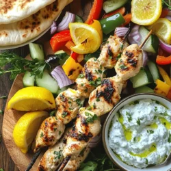 Greek Chicken Souvlaki Skewers Tasty Grilled Dish