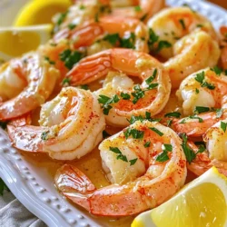 To make garlic butter roasted shrimp, you need fresh and simple ingredients. Here’s your list: - 1 pound large shrimp, peeled and deveined - 4 tablespoons unsalted butter - 6 cloves garlic, minced - 1 tablespoon fresh parsley, chopped - 1 teaspoon paprika - 1 teaspoon lemon zest - ½ teaspoon red pepper flakes (adjust for spice level) - Salt and pepper to taste - Lemon wedges for serving These core ingredients create a rich and tasty dish. The large shrimp soak up the buttery garlic flavor well. I love using fresh garlic for its strong aroma. Plus, the red pepper flakes give it just the right kick. While the main ingredients shine, you can add some optional flavors to enhance your dish. Consider these: - A splash of white wine for depth - A pinch of cayenne pepper for extra heat - Other fresh herbs like thyme or basil for different notes These ingredients can bring a new twist to garlic butter roasted shrimp. Feel free to experiment based on what you have at home. To make this dish, you’ll need some basic kitchen tools: - A large bowl for mixing - A small saucepan for melting the butter - A baking sheet lined with parchment paper - A spatula for tossing the shrimp - A fine grater for zesting the lemon Having these tools ready makes the cooking process smooth and fun. This dish comes together quickly, so prep your tools first. You can find the full recipe to guide you through the steps. To make the garlic butter, start by melting the butter in a small saucepan over medium heat. Once it melts, add the minced garlic. Stir it for 1-2 minutes until it smells great. Be careful not to let it burn. After that, remove the pan from the heat. Next, stir in the chopped parsley, paprika, lemon zest, red pepper flakes, salt, and pepper. This mix brings out a rich and savory flavor. Now it's time to roast the shrimp. First, preheat your oven to 400°F (200°C). In a large bowl, toss the cleaned shrimp with the garlic butter mixture. Make sure every shrimp gets coated well. Spread them out on a baking sheet lined with parchment paper. Keep them in a single layer for even cooking. Place the sheet in the oven and roast for 8-10 minutes. Watch for the shrimp to turn pink and opaque. This means they are cooked perfectly. Once the shrimp are done, take them out of the oven. Squeeze some fresh lemon juice over the top for a bright flavor. You can serve these amazing shrimp on a nice platter. Adding more parsley and lemon wedges makes it look even better. For the full recipe, check the details above. Enjoy every bite of this savory dish! To cook shrimp just right, focus on a few key tips. First, choose large, fresh shrimp. They cook evenly and have great texture. Next, be careful with the cooking time. Shrimp only need 8-10 minutes to roast. Overcooking makes them rubbery. Another tip is to line your baking sheet with parchment paper. This keeps the shrimp from sticking and helps with cleanup. Spread the shrimp in a single layer. This allows hot air to circulate and cook them evenly. To boost flavor, use fresh garlic and herbs. Fresh parsley adds a bright taste. Lemon zest brings a touch of brightness too. You can also adjust the spice. Add more red pepper flakes for heat, or keep it mild. Try adding a splash of white wine to the butter mix before you roast. This adds a lovely depth of flavor to the shrimp. You can also use your favorite spices. Experiment with flavors like Old Bay or Cajun seasoning for a new twist. Serving is as important as cooking. For a stunning look, use a nice platter. Arrange the shrimp in a circular pattern for visual appeal. Scatter extra parsley on top for color. Add lemon wedges for a pop of brightness. Not only do they look great, but they also offer a fresh squeeze right before eating. Serve with crusty bread to soak up the garlic butter. This makes your dish even more enjoyable. For the complete recipe, check the Full Recipe section. {{image_2}} If you love heat, try adding more red pepper flakes. You can also use chili oil for a nice kick. Another option is to mix in diced jalapeños. This gives you a fresh and spicy flavor. Adjust the spice to match your taste. You can even add hot sauce to the garlic butter mixture for a fun twist. For a fresh taste, add different herbs to your shrimp. Basil, thyme, or oregano work great in this dish. You can mix these herbs into the garlic butter for an herb boost. Another idea is to sprinkle fresh herbs on top before serving. This adds color and flavor to the dish. Don't shy away from experimenting with your favorite herbs! You can cook garlic butter shrimp in several ways. Grilling gives a smoky flavor. Just preheat your grill and skewer the shrimp. Brush them with garlic butter and grill for a few minutes on each side. Sautéing is quick and easy. Heat a pan over medium heat and add the garlic butter. Then, add the shrimp and cook for about 3-4 minutes. This method keeps them juicy and flavorful. For more ideas, check the Full Recipe for variations and tips. To store your leftover garlic butter roasted shrimp, let them cool to room temperature. Place the shrimp in an airtight container. Make sure to keep the garlic butter sauce with them. This will keep the shrimp moist and flavorful. Store the container in the fridge. Leftover shrimp stays fresh for up to three days. When you're ready to eat the leftovers, reheating is simple. You can use the microwave or a skillet. If using a microwave, place the shrimp in a safe dish. Heat for about 30 seconds. Check the shrimp, and if they need more time, heat in 10-second bursts. For a skillet, add a little butter over low heat. Cook for about 2-3 minutes until warm. This helps keep the shrimp juicy. If you want to store shrimp for longer, freezing is a great option. First, make sure your shrimp are completely cooled. Then, place them in a freezer-safe bag. Try to remove as much air as possible from the bag. Label it with the date. You can freeze garlic butter roasted shrimp for up to two months. When you're ready to use them, thaw in the fridge overnight. For cooking, you can toss the frozen shrimp directly into a hot pan or oven. Enjoy the delicious taste later! For the full recipe, check out the Garlic Butter Roasted Shrimp recipe above. The best shrimp for roasting are large, fresh shrimp. They hold up well during cooking. I like to use wild-caught shrimp for their great flavor. Look for shrimp that are firm and smell fresh. If you buy frozen shrimp, make sure to thaw them properly. This helps them cook evenly. Yes, you can use olive oil instead of butter. It adds a nice flavor too. Just replace each tablespoon of butter with an equal amount of olive oil. This option is great for those who want a dairy-free dish. You could also try vegan butter for a similar taste. Shrimp are done when they turn pink and opaque. This usually takes about 8-10 minutes at 400°F. You can also check the internal temperature. It should reach 120°F for safe eating. If you overcook shrimp, they become rubbery, so keep an eye on them. Enjoy your garlic butter roasted shrimp for a tasty meal. For the full recipe, check out the steps above. Garlic butter roasted shrimp is simple and full of flavor. We covered the key ingredients, tools, and step-by-step cooking methods. Remember the tips for perfect shrimp and how to make it even tastier. Explore variations to keep your meals exciting. Don’t forget how to store leftovers for later. With these points in mind, you’ll create a dish everyone loves. Enjoy the cooking and sharing that comes with this tasty recipe!