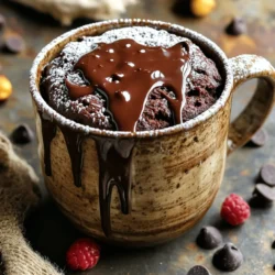 To make your Easy Vegan Chocolate Mug Cake, you need a few simple items. Here’s the full list: - 4 tablespoons all-purpose flour - 2 tablespoons cocoa powder - 4 tablespoons almond milk (or any plant-based milk) - 2 tablespoons maple syrup (or agave nectar) - 1/2 teaspoon baking powder - 1/4 teaspoon vanilla extract - Pinch of salt - Optional: Vegan chocolate chips, nuts, or berries for added texture Each ingredient plays a key role in making your cake delicious and fluffy. If you don't have all-purpose flour, you can use gluten-free flour. Coconut milk works well instead of almond milk. Instead of maple syrup, you can use agave nectar for sweetness. The baking powder helps the cake rise, and the vanilla adds a nice flavor. Feel free to toss in some vegan chocolate chips or chopped nuts for extra crunch. Berries can also brighten the cake with a fresh taste. These options let you customize your mug cake to fit your taste. Whether you prefer a classic chocolate flavor or a fruity twist, you can make it your own! For the complete recipe, check out the [Full Recipe]. 1. Mixing dry ingredients in the mug Start by taking a microwave-safe mug. Add 4 tablespoons of all-purpose flour, 2 tablespoons of cocoa powder, 1/2 teaspoon of baking powder, and a pinch of salt. Mix these dry ingredients well. This step helps break up lumps and blends flavors. 2. Adding wet ingredients and creating the batter Now, add 4 tablespoons of almond milk and 2 tablespoons of maple syrup to the mug. Include 1/4 teaspoon of vanilla extract for extra flavor. Stir the mixture until it becomes smooth. Make sure there are no dry pockets left. If you like, toss in some vegan chocolate chips or nuts at this point. 3. Cooking in the microwave with timing tips Place your mug in the microwave. Cook it on high for about 1 minute and 20 seconds. Keep an eye on it, as cooking times can vary. If needed, adjust the time in increments of 10 seconds. The cake should rise and be set in the center. After cooking, let it cool for a minute. You can enjoy it as is, or top it with vegan whipped cream or dairy-free ice cream. For the full recipe, refer to the earlier section where I listed all the ingredients and steps! - Microwave Cooking Tips: Start with a clean, microwave-safe mug. Mix your dry ingredients well to avoid lumps. When you add the wet ingredients, stir until smooth. Microwave on high for 1 minute and 20 seconds. Check if it’s risen and set, adding time in small increments if needed. - Common Pitfalls to Avoid: Don’t overmix the batter. This can make your cake tough. Also, avoid cooking it too long. Overcooking can lead to a dry cake. Remember, every microwave is different, so adjust cook times carefully. - Recommended Toppings and Enhancements: Once your mug cake is ready, let it cool for a minute. For a treat, add vegan whipped cream or dairy-free ice cream. You can also sprinkle on nuts, berries, or vegan chocolate chips for added flavor. If you want a fancy touch, drizzle melted chocolate on top. For the full recipe, check out the Easy Vegan Chocolate Mug Cake . {{image_2}} You can change your vegan chocolate mug cake to match your taste. Here are some fun ideas: - Flavor variations: Add a burst of mint or a shot of espresso. You can also try orange zest for a fruity twist. Each option gives a new taste. - Alternative sweeteners: If you want less sugar, use stevia or monk fruit. These keep your cake sweet without added calories. Maple syrup is also a great choice for a rich flavor. - Gluten-free options: Substitute all-purpose flour with almond flour or oat flour. These flours make your cake gluten-free and just as tasty. You might need to adjust the liquid a bit when using these. Feel free to experiment with these changes. Each time you bake, you can find a new favorite version of this easy vegan chocolate mug cake. For the full recipe, check the main article. - Refrigerating for freshness: After enjoying your mug cake, let it cool completely. Store any leftovers in an airtight container. Place it in the fridge. This keeps it fresh for later. - Reheating tips for optimal taste: When you want to enjoy your cake again, take it out and place it in the microwave. Heat it for about 15 to 30 seconds. Check if it’s warm enough. If not, add a few more seconds. This helps the cake regain its moist texture. - How long can you store it?: You can store the cake in the fridge for up to three days. If you want to keep it longer, consider freezing it. Wrap it tightly in plastic wrap, then place it in a freezer bag. This way, it can last for up to a month! Can I make this mug cake without a microwave? Yes, you can! You can bake it in an oven. Use a small ramekin and bake at 350°F (175°C) for about 20 minutes. Check it with a toothpick to see if it’s done. What if I don't have almond milk? No problem! You can use any plant-based milk. Soy milk, oat milk, or coconut milk work great. Just choose a milk you like. Can I double the recipe for a larger serving? You can double the recipe, but use a larger mug or bowl. The cooking time may need to be longer. Keep an eye on it while it cooks. Is this recipe nut-free? Yes, it can be nut-free. Just use a non-nut milk like oat or soy milk. Make sure your add-ins, like chocolate chips, are also nut-free. Can I use cocoa powder substitutes? You can try carob powder as a substitute. It gives a different flavor but still tastes good. Adjust the amount based on your taste preference. For the full recipe, check out the complete guide for all steps and tips! This blog post covered everything you need for a tasty vegan chocolate mug cake. We looked at the key ingredients, step-by-step cooking methods, and helpful tips for perfecting your cake. You also learned how to customize flavors and store any leftovers. Try out these ideas, and enjoy your delicious creations. A mug cake is quick, easy, and fun to make! I hope you'll get creative and find your favorite version. Happy baking!