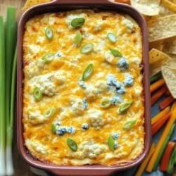 - Cauliflower and Dairy Components - 1 head of cauliflower, chopped into florets - 1 cup cream cheese, softened - 1 cup Greek yogurt - 1 cup shredded sharp cheddar cheese Cauliflower serves as the base. It adds texture and is a healthy option. Cream cheese and Greek yogurt give the dip a rich, creamy taste. The sharp cheddar cheese adds a nice bite that balances the flavors. - Seasonings and Flavor Additions - ½ cup buffalo sauce (adjust to taste) - ½ cup blue cheese crumbles (optional for extra flavor) - 2 green onions, sliced - 1 teaspoon garlic powder - 1 teaspoon onion powder - Salt and pepper to taste Buffalo sauce brings the heat. You can add more if you like it spicy. Blue cheese crumbles enhance the flavor and add a strong kick. Green onions add freshness. Garlic and onion powders bring depth to the dip. - Suggested Serving Options - Tortilla chips or veggie sticks for serving Serve this dip warm with tortilla chips for a crunchy bite. You can also use veggie sticks like celery or carrots for a lighter option. Both choices make it fun to enjoy with friends or family. For the complete instructions on how to prepare this delicious dip, check out the Full Recipe. First, we need to steam the cauliflower. Take one head of cauliflower and chop it into small florets. This helps them cook evenly. Place the florets in a steamer basket over boiling water. Steam for about 5-7 minutes. You want them tender but not mushy. Once done, remove the cauliflower and let it cool slightly. Cooling is key to keep the dip from getting too runny. Next, let’s mix the dip. In a large bowl, combine one cup of softened cream cheese with one cup of Greek yogurt. Mix them until smooth. This creates a creamy base for our dip. Now, stir in one cup of shredded sharp cheddar cheese and half a cup of buffalo sauce. You can add blue cheese crumbles if you like that extra kick. Don’t forget to add one teaspoon of garlic powder, one teaspoon of onion powder, and some salt and pepper. Mix everything well. Now it's time to incorporate the cauliflower. Once it's cool enough to handle, chop it into small pieces. Fold the chopped cauliflower into the cheesy mixture. This step ensures every bite is packed with flavor. Now, we’ll bake the dip. Preheat your oven to 375°F (190°C). Transfer the dip mixture into a baking dish. Spread it evenly in the dish. Bake for 20-25 minutes. You want the top to be bubbly and golden brown. This gives it a nice texture. Once it’s done, remove it from the oven. Sprinkle sliced green onions on top for garnish. This adds a fresh touch to your dip. Enjoy it warm with tortilla chips or veggie sticks. For the full recipe, see the details above. Achieving Creaminess To get that perfect creamy dip, use softened cream cheese and Greek yogurt. Mixing these two gives a smooth base. Make sure your cream cheese is at room temperature for easy blending. You want a texture that feels rich but not too thick. Adjusting Spiciness Levels Buffalo sauce can vary in heat. Start with half a cup and taste the mix. If you want more heat, add more sauce slowly. You can also balance the spice with extra yogurt. This cools down the heat while keeping the flavor strong. Serving Suggestions Serve this dip warm right from the oven. Use a nice baking dish for a fun look. Pair it with tortilla chips or fresh veggie sticks. Celery and carrots are great choices for dipping. They add crunch and freshness. Garnishing Options Garnish with sliced green onions for a pop of color. You can also sprinkle some extra cheese on top before baking. This gives a nice golden crust and makes it more inviting. Substituting Ingredients If you don’t have Greek yogurt, sour cream works well. For a bit of tang, you can try buttermilk. You can swap out cheddar for Monterey Jack or pepper jack cheese for a fun twist. Adjusting for Dietary Preferences For a vegan version, use plant-based cream cheese and yogurt. Look for vegan buffalo sauce too. This will keep the flavor while meeting dietary needs. Always check labels to ensure all ingredients fit your diet. For the full recipe, check the original source for detailed steps and tips. {{image_2}} Adding Different Cheeses You can mix in other cheeses for more flavor. Try mozzarella for a stringy texture. Parmesan adds a nice salty kick. Swiss cheese brings a nutty taste. Each cheese gives the dip a unique spin, making it even more exciting. Incorporating Additional Veggies Feel free to add more veggies for extra nutrients. Diced bell peppers add sweetness. Spinach can make it richer and greener. You can also toss in some cooked corn for a bit of crunch. Mixing in veggies keeps the dip colorful and fun. Slow Cooker Method Using a slow cooker is easy and convenient. Just combine all ingredients in the pot and mix well. Set it to low for 2–3 hours. This method lets the flavors meld together beautifully. Plus, it keeps the dip warm for longer, making it perfect for gatherings. Stovetop Preparation You can also make this dip on the stovetop. Cook the cauliflower in a pot until tender. Mix the ingredients in the pot over low heat. Stir until everything is melted and creamy. This method is faster and great for when you’re short on time. Vegan Substitutes To make this dip vegan, swap out the dairy. Use cashew cream or coconut yogurt instead of cream cheese. Nutritional yeast can add a cheesy flavor. Choose a vegan buffalo sauce to keep it spicy and delicious. Gluten-Free Options This dip is naturally gluten-free! Just be sure to use gluten-free tortilla chips or veggie sticks for dipping. It’s a tasty option for everyone, even those with dietary restrictions. Enjoy the dip without worrying about gluten! To store leftovers, let the dip cool first. Place it in an airtight container. This keeps it fresh in the fridge for up to four days. When you want to eat it again, just scoop out what you need. For reheating, I recommend using the oven. Preheat it to 350°F (175°C). Transfer the dip to an oven-safe dish. Heat for about 15-20 minutes until warm. You can also use the microwave, but it might not get the top crispy. Heat in short bursts and stir in between. You can freeze Cheesy Buffalo Cauliflower Dip, but it may change texture. To freeze, put the dip in a freezer-safe container. Be sure to leave some space at the top for expansion. It will last for about three months. When it's time to eat, thaw it in the fridge overnight. For reheating, use the oven to get the best texture. Bake at 350°F (175°C) for about 30-40 minutes. Stir it halfway through to heat evenly. How long can Cheesy Buffalo Cauliflower Dip last in the fridge? This dip can last up to five days in your fridge. Store it in an airtight container. Just make sure it cools down before you put it away. Can I make this dish ahead of time? Yes, you can prep this dip a day before. Mix everything and store it in the fridge. Just bake it when you're ready to serve. What are the best dipping options for the dip? Tortilla chips are a classic choice. You can also use veggie sticks like celery or carrots. Pita chips or crackers work well too! Is it possible to make this dip spicier? Absolutely! Add more buffalo sauce to boost the heat. You can also mix in some hot sauce or red pepper flakes for extra kick. What can I substitute for Greek yogurt? You can use sour cream or plain yogurt as a substitute. If you need a dairy-free option, try cashew cream or coconut yogurt. Can I use fresh buffalo sauce in the recipe? Yes, fresh buffalo sauce works great! Just adjust the amount based on your taste. Feel free to experiment with homemade sauces for unique flavors. You can find the Full Recipe for Cheesy Buffalo Cauliflower Dip to guide you through the process! This guide covered all you need for a delicious cheesy buffalo cauliflower dip. We explored the key ingredients and step-by-step instructions for preparation and baking. You learned tips for perfecting the dip and creative variations to try. Storage information helps you keep leftovers fresh. Remember, with simple swaps and methods, you can customize this dip to suit your needs. Enjoy this tasty dish at your next gathering or snack time!
