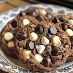 To make Triple Chocolate Chip Cookies, gather these ingredients: - 1 cup unsalted butter, softened - 1 cup brown sugar, packed - 1/2 cup granulated sugar - 2 large eggs - 1 teaspoon vanilla extract - 2 cups all-purpose flour - 1/2 teaspoon baking soda - 1/2 teaspoon salt - 1 cup semi-sweet chocolate chips - 1 cup milk chocolate chips - 1/2 cup white chocolate chips These ingredients work together to create a rich and gooey treat. Butter adds moisture and flavor. The sugars create sweetness and help with texture. Eggs bind the dough and add richness. The combination of three chocolates gives every bite a unique taste. You can tweak some ingredients if needed. Here are some easy swaps: - Butter: Use coconut oil for a dairy-free option. - Brown Sugar: Substitute with coconut sugar for a lower glycemic index. - Eggs: Use flaxseed meal mixed with water (1 tablespoon flaxseed + 2.5 tablespoons water) for a vegan option. - Flour: Almond flour or oat flour can replace all-purpose flour, but adjust the amount used. These substitutions can change the flavor and texture but can still create tasty cookies. Using quality ingredients makes a big difference. Here are some tips: - Butter: Always use unsalted butter for better control of salt levels. - Sugar: Use fresh, packed brown sugar for a moister cookie. - Chocolate Chips: Choose high-quality chocolate chips for the best flavor. Avoid chips with too many fillers. - Flour: Sift your flour to remove lumps and ensure an even mix. Keeping these tips in mind will help you create the best Triple Chocolate Chip Cookies. For the complete recipe, check out the Full Recipe. Start by gathering your ingredients. You will need: - 1 cup unsalted butter, softened - 1 cup brown sugar, packed - 1/2 cup granulated sugar - 2 large eggs - 1 teaspoon vanilla extract - 2 cups all-purpose flour - 1/2 teaspoon baking soda - 1/2 teaspoon salt - 1 cup semi-sweet chocolate chips - 1 cup milk chocolate chips - 1/2 cup white chocolate chips First, preheat your oven to 350°F (175°C). Line a baking sheet with parchment paper. In a large bowl, beat the softened butter, brown sugar, and granulated sugar. Mix until the blend is creamy. Next, add the eggs one at a time. Mix well after each egg. Stir in the vanilla extract. In a separate bowl, whisk the flour, baking soda, and salt. Gradually add this mix to the wet ingredients. Mix until just combined. Now, gently fold in all three types of chocolate chips. Make sure they spread evenly in the dough. Using a spoon or cookie scoop, drop rounded tablespoons of dough onto your baking sheet. Keep space between each cookie to allow for spreading. Bake them in your preheated oven for 10-12 minutes. Look for lightly golden edges, while the centers should still look soft. This ensures a chewy texture. After baking, let the cookies cool on the sheet for 5 minutes. Then, transfer them to a wire rack to cool completely. For a nice presentation, arrange the cookies on a decorative plate. You can dust them lightly with cocoa powder. For an extra treat, drizzle melted chocolate on top. Enjoy these delightful cookies fresh or share them with friends! To get the best texture in your cookies, start with room temperature butter. It helps create a creamy mix with the sugars. This step adds air and makes your cookies soft. Mix until light and fluffy. Don’t overmix the dough after adding flour. You want to keep it tender. One common mistake is not measuring flour correctly. Too much flour makes cookies dry. Use the spoon and level method for accuracy. Another mistake is baking at the wrong temperature. Always preheat your oven to 350°F. This ensures even baking. Avoid opening the oven door too often, as it can change the heat. Using high-quality chocolate makes a big difference. I love using gourmet chocolate chips. They add a rich taste to your cookies. You can also add a pinch of sea salt on top before baking. This enhances the chocolate flavor. If you want something special, mix in chopped nuts or a splash of espresso powder. These additions take your cookies to the next level. For the full recipe, check out the section above. {{image_2}} You can make these Triple Chocolate Chip Cookies even more exciting. Try adding nuts like walnuts or pecans for a crunchy bite. Dried fruit like cranberries or cherries adds sweetness and a chewy texture. For a hint of spice, mix in some cinnamon or espresso powder. These small changes can make your cookies more unique and tasty. For a gluten-free version, swap all-purpose flour with a gluten-free blend. Many brands work well in cookies. If you're going vegan, replace the butter with coconut oil and use flax eggs instead of regular eggs. Just mix one tablespoon of ground flaxseed with three tablespoons of water for each egg. This will keep your cookies soft and chewy while meeting dietary needs. You can play with the size of your cookies based on your mood. For big cookies, scoop larger balls of dough. These will bake into thick, gooey delights. If you prefer smaller treats, use a teaspoon for mini cookies. They are perfect for sharing or snacking. You can also shape them into fun forms like hearts or stars for special occasions. Enjoying your cookies shapes the whole experience! To keep your triple chocolate chip cookies fresh, store them in an airtight container. This will keep them soft and chewy. You can use a cookie jar or a plastic container. If you add a slice of bread, it helps keep them moist longer. Place the container in a cool, dry place. Avoid direct sunlight or heat sources. Freezing cookies is easy and keeps them tasty. First, let your cookies cool completely. Next, arrange them in a single layer on a baking sheet. Freeze them for about two hours until they are solid. Once frozen, transfer the cookies to a freezer-safe bag. Label the bag with the date. You can freeze them for up to three months. If you want warm cookies, reheating is simple. Preheat your oven to 350°F (175°C). Place the cookies on a baking sheet. Heat for about 5 minutes. You can also use the microwave. Place a cookie on a plate and heat it for 10-15 seconds. Enjoy your warm, gooey treat! For more details, check the Full Recipe. To make your cookies chewy, you need to adjust a few things. First, use more brown sugar than white sugar. Brown sugar adds moisture and gives a chewy texture. Second, do not overmix your dough. Mix until just combined for the best results. Finally, bake the cookies until the edges are golden but the centers look soft. This way, they stay chewy inside. Yes, you can replace butter with another fat. Common substitutes include coconut oil or vegetable oil. Keep in mind that these fats can change the flavor and texture a bit. If you use coconut oil, choose refined for a milder taste. However, butter gives the best flavor and texture in cookies, so it is often the best choice. Triple Chocolate Chip Cookies can last about one week if stored properly. Place them in an airtight container to keep them fresh. If you want to keep them longer, you can freeze them. They will stay good in the freezer for up to three months. Just make sure to wrap them well to avoid freezer burn. For the full recipe, check the earlier section. In this post, we explored cookies from start to finish. We covered the ingredient list, substitutions, and tips on quality. You learned step-by-step instructions for mixing, baking, and serving. We shared tips for texture, common mistakes, and ways to boost flavors. You also found out about variations for different diets and cookie shapes. Lastly, we discussed storage methods to keep your cookies fresh. Remember, the joy of baking is in the details. Happy baking!