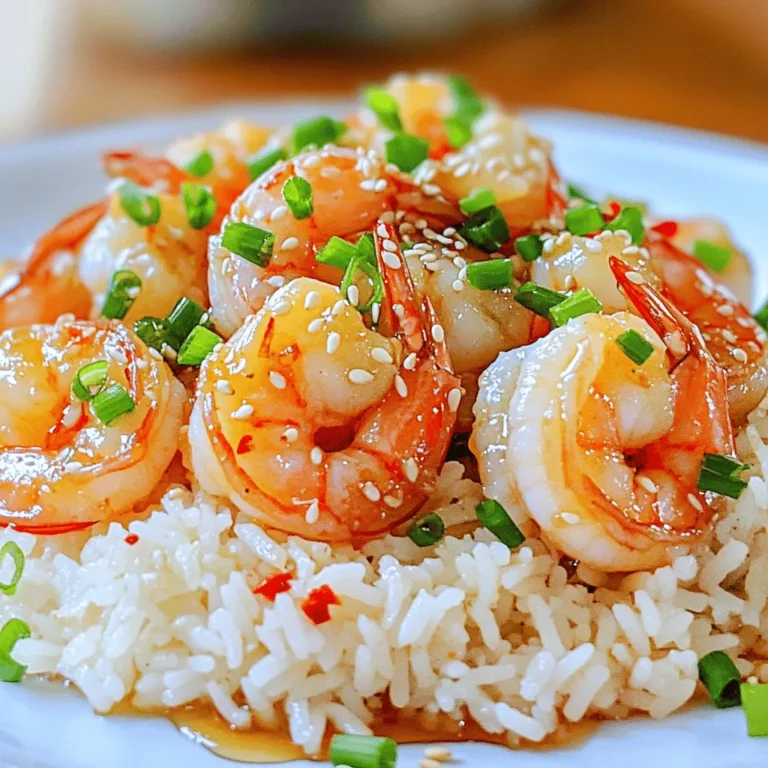 - 1 lb large shrimp, peeled and deveined - 1/4 cup honey - 3 tablespoons soy sauce (or tamari for gluten-free) - 4 cloves garlic, minced - 1 tablespoon fresh ginger, grated - 1 tablespoon sesame oil - 1 teaspoon red pepper flakes (adjust to taste) - 2 green onions, chopped (for garnish) - Sesame seeds (for garnish) - Mixing bowl - Baking sheet - Parchment paper or non-stick spray - Whisk Gathering the right ingredients is key to making roasted honey garlic shrimp. You want fresh shrimp for the best taste. The honey adds a sweet touch, while soy sauce gives depth. Garlic and ginger bring a lovely aroma. Red pepper flakes add a hint of heat. You will need a mixing bowl to mix everything. A baking sheet helps roast the shrimp evenly. Parchment paper makes cleanup easy. Finally, a whisk blends the sauce well. With these tools and ingredients, you're set for a mouthwatering meal. For the full recipe, check out the provided link. - Preheat oven to 400°F (200°C). - In a medium mixing bowl, mix honey, soy sauce, minced garlic, grated ginger, sesame oil, and red pepper flakes. Whisk until blended. - Add the peeled and deveined shrimp to the bowl. Toss to coat each shrimp well. - Allow the shrimp to marinate for 15-20 minutes. This helps them soak in the flavors. - Line a baking sheet with parchment paper. Arrange the marinated shrimp in a single layer. - Roast the shrimp in the oven for 8-10 minutes. They should turn pink and opaque. Watch carefully to avoid overcooking. - When done, remove the shrimp from the oven. Drizzle with any remaining sauce from the baking sheet. - Transfer the shrimp to a serving platter. Garnish with chopped green onions and sesame seeds. For the full recipe, check the details above. To avoid overcooking shrimp, keep an eye on the clock. Shrimp cooks fast. Roast them for only 8-10 minutes. Once they turn pink and opaque, they are done. Remove them right away to prevent a rubbery texture. Marinating shrimp makes a huge difference. For the best flavor, let the shrimp sit in the honey garlic mix for 15-20 minutes. This helps the shrimp soak up all the yummy flavors. When serving roasted shrimp, think about sides that complement the dish. Jasmine rice or quinoa pairs well with the sweet and savory shrimp. You can also add a fresh salad for a crisp bite. For a nice presentation, serve the shrimp on a colorful plate. Add a bed of rice and drizzle with extra sauce. Top with chopped green onions and sesame seeds. A few lime wedges on the side add a zesty touch. If you need alternatives for honey, try maple syrup or agave nectar. Both will give a sweet touch to your dish. For soy sauce, tamari is a great gluten-free option. Coconut aminos also works well for a milder taste. If you have dietary restrictions, you can swap out the shrimp. Firm tofu or chickpeas can be great substitutes. They will soak up the marinade and provide a different texture. {{image_2}} You can make this dish even better! Adding citrus like lemon or lime to the marinade gives a nice zing. It brightens up the shrimp and adds freshness. Just squeeze some juice in the mix before adding the shrimp. You can also change up the spice levels. Try different peppers, like jalapeños or serranos, if you like heat. Adjust the amount based on your taste. This way, you can make the dish mild or spicy! Roasting shrimp is easy, but grilling them can add a smoky flavor. If you choose to grill, skewer the shrimp for easy handling. Just make sure to soak the skewers if they are wooden. You can also sauté the shrimp for a quick meal. Heat some oil in a pan. Add the marinated shrimp and cook for about 3-4 minutes on each side. This method is fast and still tasty! Adding vegetables makes this dish more colorful and nutritious. Bell peppers and snap peas work great. Just chop them into bite-sized pieces and toss them with the shrimp before roasting. To make it a stir-fry, cook shrimp and veggies in a hot pan. Stir until cooked through, about 5-7 minutes. This gives a different texture and brings more flavor to the meal. You can find the full recipe in the previous sections to help you get started! To keep your roasted honey garlic shrimp fresh, store it in an airtight container. This helps lock in flavor and moisture. Place the container in the fridge right after cooling. The shrimp will stay good for up to three days. Always check for any off smells or textures before eating. If you want to save some for later, freezing is a great option. First, let the shrimp cool completely. Then, place them in a freezer-safe bag or container. Remove as much air as you can from the bag before sealing. This helps prevent freezer burn. You can freeze the shrimp for up to three months. To enjoy your frozen shrimp, thaw them in the fridge overnight. For a quicker option, place the bag in a bowl of cold water for about 30 minutes. Once thawed, reheat them in a pan over low heat until warm. This keeps the shrimp tender and tasty. Feel free to check out the Full Recipe for more delicious details! Yes, you can use frozen shrimp. Just thaw them first. Place the shrimp in a bowl of cold water for about 15-20 minutes. Once thawed, pat them dry. This step is key to getting the right texture. You can use tamari for a gluten-free option. Other choices include coconut aminos or liquid aminos. Each option gives a unique flavor to your dish. Make sure to adjust the amount to taste, as some options are sweeter than soy sauce. Yes, you can marinate the shrimp ahead of time. Just keep them in the fridge for up to two hours. If you want to prep the dish earlier, cook the shrimp and then store them in the fridge. They stay good for about three days. Reheat gently to keep them juicy. For the full recipe, check out the detailed instructions. To make roasted shrimp, we used simple ingredients. Shrimp, honey, garlic, and spices created a tasty dish. We marinated the shrimp, then roasted it to perfection. You learned essential tips and can customize your meal with different flavors or veggies. Whether you enjoy it as a quick dinner or fancy dish, this recipe is versatile. Try it, and you'll impress your friends and family. The best part? Leftovers are easy to store or freeze. Enjoy cooking and making this meal your own!