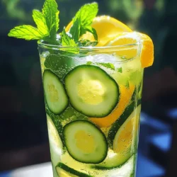 - 1 large cucumber, peeled and sliced - 1 cup fresh mint leaves, packed - 1/2 cup fresh lemon juice (about 4 lemons) - 1/2 cup honey or agave syrup (adjust to taste) - 4 cups cold water - Fresh mint sprigs for garnish - Lemon slices for garnish Cucumber is the star here. It gives a cool taste, perfect for summer. Fresh mint adds a burst of flavor that wakes up your senses. Lemon juice gives a zesty kick, balancing the sweetness. You can use honey or agave syrup to sweeten it, based on your choice. Cold water is essential to bring everything together and make it refreshing. - Sparkling water for fizz - Additional sweeteners (like stevia) - Other herbs (like basil) If you like bubbles, add sparkling water for a fun twist. You can also try other sweeteners like stevia if you prefer less sugar. Want to mix it up? Add herbs like basil for a unique flavor. - Blender - Fine mesh sieve - Large pitcher - Measuring cups For this drink, you'll need a blender to mix the cucumber and mint. A fine mesh sieve helps strain out the pulp, giving you a smooth drink. A large pitcher holds all your lemonade, and measuring cups ensure you get the right amounts. Check out the Full Recipe for all the steps! - Blending cucumber and mint Start by peeling and slicing one large cucumber. Place the slices in a blender. Add one cup of fresh mint leaves on top. Blend them together until the mixture is smooth. This step creates a fragrant and fresh base for your lemonade. - Straining the mixture Next, take a fine mesh sieve and place it over a large pitcher. Pour the blended mixture into the sieve. Use a spoon to press down and extract all the liquid. This gets rid of any pulp and leaves you with a clear cucumber-mint juice. - Adding lemon juice and sweetener To the pitcher, add half a cup of fresh lemon juice. This is about four lemons, so squeeze them well. Then, add half a cup of honey or agave syrup. Stir the mixture until the sweetener dissolves completely. Adjust the sweetness to your liking. - Incorporating cold water Now, pour in four cups of cold water. Mix everything well. This dilutes the strong flavors and makes the drink refreshing. Taste it and decide if it needs more sweetener. - Chilling tips For the best taste, chill the lemonade in the fridge for at least 30 minutes. This allows all the flavors to meld together. You can also make this drink a few hours ahead of time. - Garnishing the lemonade When ready to serve, fill tall glasses with ice. Pour the chilled cucumber mint lemonade over the ice. Garnish each glass with a fresh mint sprig and a lemon slice. This adds a nice touch and looks inviting. Make sure to check out the Full Recipe for more details! To make your cucumber mint lemonade just right, start with sweetness. The honey or agave syrup can vary in taste. You may want to add more or less based on your preference. Always taste as you mix. If it’s too sweet, add a bit more lemon juice. This will help balance the flavors. Next, think about acidity. Lemon juice gives this drink a nice zing. If you want more tang, add more lemon juice. If it’s too tart, adjust with honey. Finding the right mix is key to a refreshing drink. If you have leftovers, store your lemonade in the fridge. Use a covered pitcher to keep it fresh. It should last about three days. Always give it a good stir before serving again. If you want to make it ahead, mix everything but the cold water. Store it in the fridge. Just add the cold water when you're ready to serve. This keeps it fresh and fizzy. To make your lemonade look fancy, think about how you serve it. Try using tall, clear glasses. This way, the vibrant green of cucumber and mint shines. You can also add fun garnishes. Fresh mint sprigs and lemon slices make it pop. You could even add edible flowers for a colorful touch. These small changes can make your drink feel special and inviting. {{image_2}} You can mix cucumber mint lemonade with other flavors. One great option is watermelon. Just blend watermelon with cucumber and mint. This drink tastes sweet and refreshing. Another choice is a citrus blend. You can add oranges or grapefruits. This gives a zesty kick that pairs well with cucumber and mint. Experimenting with these combos adds fun twists to your drink. If you want a fun twist, try making cocktails with cucumber mint lemonade. You can mix it with gin or vodka. These spirits enhance the fresh flavors. For a unique touch, infuse the spirits with cucumber or mint. Just let the ingredients sit together for a few hours. This adds depth to your drinks without much effort. You can make cucumber mint lemonade even better with healthful additions. Try adding superfoods like chia seeds. They add fiber and omega-3s, which are great for your body. You can also mix in herbal teas. Green tea or chamomile can boost the flavor and health benefits. These additions make your drink tasty and nourishing. For the full recipe, check out the details above. Store cucumber mint lemonade in the fridge. Use an airtight container to keep it fresh. Avoid light and heat, as they can spoil the drink. Keep it away from strong-smelling foods to prevent flavor changes. Cucumber mint lemonade lasts about three days in the fridge. After that, it may lose its bright flavor. Signs of spoilage include a sour smell or change in color. If you see any mold, discard it right away. You can freeze cucumber mint lemonade, but it may change texture. To freeze, pour the lemonade into ice cube trays. Once frozen, transfer the cubes to a freezer bag. To defrost, place cubes in the fridge or let them sit at room temperature. Enjoy the refreshing taste even later with this easy method. For the full recipe, check out the Crisp Cucumber Mint Lemonade section! Cucumber mint lemonade is a bright and refreshing drink. It combines cucumber, mint, and lemon juice. This drink is perfect for hot summer days. It’s cool, sweet, and has a herbaceous flavor. You can enjoy it on its own or with meals. The crisp taste of cucumber and the zing of lemon create a delightful mix. To make cucumber mint lemonade vegan, use agave syrup instead of honey. You can also replace honey with maple syrup. Both options give a nice sweet taste while keeping it vegan. If you want, you can add more mint leaves for extra flavor. Yes, you can use bottled lemon juice, but fresh is better. Fresh lemon juice has a brighter taste. It also offers more vitamins and nutrients. Bottled juice may have preservatives that can alter the flavor. Fresh juice enhances the drink’s overall quality. You can find pre-made cucumber mint lemonade at many stores. Look for it in the beverage aisle or the juice section. Brands like Simply and Fresh Press often carry it. You can also check local juice bars or cafes for fresh options. Some grocery stores may even have house-made versions. Cucumber mint lemonade is a refreshing drink made from simple, fresh ingredients. We covered everything, from choosing the best ingredients to making variations and storing your drink. Remember, you can adjust the sweetness and experiment with flavors. This drink is easy to enjoy on warm days or at gatherings. Whether you are making it for yourself or guests, it’s a fun and tasty treat. Enjoy your homemade drink and share it with friends!