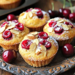 To make delicious Cherry Almond Muffin Tops, you need some key ingredients. These create the perfect flavor and texture. Here’s what you’ll need: - 1 cup all-purpose flour - 1/2 cup almond flour - 1/2 teaspoon baking powder - 1/4 teaspoon baking soda - 1/4 teaspoon salt - 1/2 cup granulated sugar - 1/2 teaspoon vanilla extract - 1 large egg - 1/3 cup unsweetened almond milk (or regular milk) - 1/4 cup unsalted butter, melted - 1 cup fresh or frozen cherries, pitted and halved - 1/4 cup sliced almonds (for topping) These ingredients work well together. The all-purpose flour gives a light base. The almond flour adds a lovely nutty flavor. Baking powder and baking soda help them rise. Sugar sweetens the mix, while vanilla adds depth. You can spice up your muffin tops with extra ingredients. Try these for more flavor: - 1 teaspoon almond extract - 1/2 teaspoon cinnamon - Zest of 1 lemon Adding almond extract boosts the almond taste. Cinnamon gives warmth, while lemon zest brightens the mix. Feel free to experiment! Understanding the nutrition can help you enjoy your treat. Here’s a quick breakdown per muffin top: - Calories: 150 - Protein: 3g - Carbohydrates: 22g - Fat: 6g - Fiber: 1g - Sugar: 8g These muffin tops are a tasty snack. They provide energy from carbs and healthy fats. Plus, they have some protein to keep you satisfied. For the full recipe, check out the earlier section! First, you need to get your oven ready. Preheat it to 375°F (190°C). While the oven heats up, line a baking sheet with parchment paper. This makes clean-up easy and helps the muffin tops not stick. In a large bowl, combine the dry ingredients. Add 1 cup of all-purpose flour, 1/2 cup of almond flour, 1/2 teaspoon of baking powder, 1/4 teaspoon of baking soda, and 1/4 teaspoon of salt. Whisk these together well. This step adds air and helps the muffin tops rise. In a separate bowl, mix the wet ingredients. Start with 1/2 cup of granulated sugar, 1 large egg, 1/4 cup of melted unsalted butter, and 1/2 teaspoon of vanilla extract. Stir these until the mixture is smooth. Next, add 1/3 cup of unsweetened almond milk. Mix until everything is combined. Now, it’s time to combine everything. Pour the wet mixture into the dry ingredients. Gently fold them together until just combined. Be careful not to overmix. This keeps your muffin tops light. Next, fold in 1 cup of halved cherries. Using a large spoon or an ice cream scoop, drop spoonfuls of the batter onto the baking sheet, leaving about 2 inches between each. Top each with sliced almonds. Bake for 15-18 minutes, or until golden brown. A toothpick should come out clean when inserted in the center. Let them cool for 5 minutes on the sheet before moving them to a wire rack. Enjoy your Cherry Almond Muffin Tops! For the full recipe, check out the detailed instructions. To keep your muffin tops light and fluffy, do not overmix the batter. When you combine wet and dry ingredients, mix just until they come together. Overmixing activates gluten, which can make your muffin tops tough. Also, make sure your baking powder is fresh. Old leavening agents can lead to flat muffin tops. Accurate measurements are key to perfect muffin tops. Use a kitchen scale for best results. If you use measuring cups, spoon the flour into the cup, then level it off with a knife. This prevents packing, which can add too much flour. For sticky ingredients like sugar or butter, use a liquid measuring cup for accuracy. Let your muffin tops cool on the baking sheet for about five minutes. This helps them set and makes them easier to move. After that, transfer them to a wire rack to cool fully. Serve them warm or at room temperature. They taste great on their own or with a light dusting of powdered sugar. For a fun twist, pair them with a scoop of vanilla ice cream. Enjoy these tasty treats with a cup of coffee or tea for a delightful snack! {{image_2}} You can switch the cherries for other fruits. Blueberries, raspberries, or diced apples work great. Each fruit adds a unique taste and color. You can also mix different fruits together. Just be sure to chop them into small pieces. This way, they blend well into the batter. To make these muffin tops gluten-free, replace the all-purpose flour. Use a gluten-free flour blend instead. These blends often include rice flour and tapioca starch. They usually work well in recipes like this. Don't forget to check that your baking powder is gluten-free, too. If you want a vegan option, swap the egg for a flax egg. To make a flax egg, mix one tablespoon of ground flaxseed with three tablespoons of water. Let it sit for a few minutes until it thickens. Also, use a plant-based butter instead of regular butter. You can use almond milk or another plant-based milk as well. These easy swaps keep the muffin tops tasty and light. For the full recipe, check the cherry almond muffin tops section. To keep your Cherry Almond Muffin Tops fresh, store them in an airtight container. Line the container with a paper towel to absorb moisture. Place a layer of muffin tops in the container, and then add another paper towel on top before covering. This method prevents them from getting soggy. You can keep them at room temperature for up to three days. When you want to enjoy leftover muffin tops, reheating is easy. Preheat your oven to 350°F (175°C). Place the muffin tops on a baking sheet. Heat them for about 5 to 10 minutes. This warms them nicely without drying them out. You can also use a microwave. Heat each muffin top for about 15 to 20 seconds. This method works well, but it may make them a bit soft. If you want to save muffin tops for later, freezing is a great option. First, let them cool completely. Wrap each muffin top in plastic wrap. Then, place them in a freezer-safe bag or container. Be sure to label the bag with the date. They can last up to three months in the freezer. To enjoy, thaw them overnight in the fridge. Reheat as mentioned above for the best taste. These simple storage tips will help you enjoy your Cherry Almond Muffin Tops longer! For the full recipe, check out the details above. You can use regular all-purpose flour if you don’t have almond flour. It changes the flavor a bit. You can also try oat flour or coconut flour. Each has a unique taste. Adjust the liquid in your recipe as needed. To cut sugar, you can reduce the granulated sugar by a third. You might also use a sugar substitute like stevia or monk fruit. These options sweeten without adding calories. Taste the batter before baking to ensure it meets your preference. Yes, you can prepare the batter ahead of time. Cover it and store it in the fridge for up to 24 hours. Just scoop and bake when you're ready. You can also bake them and store them. They stay fresh for a few days. Some bakeries and grocery stores sell pre-made Cherry Almond Muffin Tops. Check local bakeries first for fresh options. You can also find them at specialty stores or online. Just search the name, and you may find local or national brands. Store cherries at room temperature to ripen them. They usually ripen in one to two days. Keep them out of direct sunlight to avoid spoilage. Once ripe, you can store them in the fridge to keep them fresh longer. You now have everything you need to make delicious Cherry Almond Muffin Tops. We covered essential and optional ingredients, and I shared tips to avoid dense tops. You learned variations for dietary needs and how to store these treats well. Making these muffin tops is fun and easy. Enjoy baking them, and let your creativity shine with flavors!