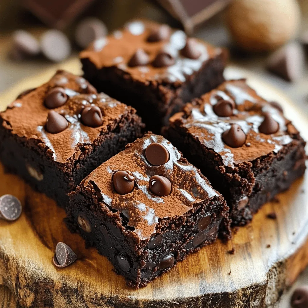 To make fudgy black bean brownies, you need these simple ingredients: - 1 can (15 oz) black beans, rinsed and drained - 2 large eggs - 1/3 cup unsweetened cocoa powder - 1/4 cup honey or maple syrup - 2 tablespoons coconut oil, melted - 1/2 teaspoon vanilla extract - 1/2 teaspoon baking powder - 1/4 teaspoon salt - 1/2 cup chocolate chips (dark or semi-sweet) These ingredients work together to create a rich and gooey dessert. The black beans add moisture and make the brownies fudgy. The cocoa powder gives them a deep chocolate flavor. If you lack any of these items, don't worry! Here are some swaps you can use: - Use apple sauce instead of eggs for a vegan option. - Swap honey with agave syrup if you prefer. - For a nut-free option, replace coconut oil with vegetable oil. These substitutes keep the brownies tasty and rich. You can still enjoy deliciousness no matter what you have at home. Black beans add more than just flavor to your brownies. They provide several health benefits: - High in fiber, which helps digestion. - Packed with protein, making them filling. - Rich in antioxidants, which fight free radicals. Using black beans makes these treats a better choice for a sweet snack. You get indulgence and nutrition in each bite. For the full recipe, refer to the detailed instructions above. Start by preheating your oven to 350°F (175°C). Grease a 9x9 inch baking pan or line it with parchment paper. This makes it easy to lift out the brownies later. Next, gather your main ingredients: black beans, eggs, cocoa powder, honey or maple syrup, coconut oil, vanilla extract, baking powder, salt, and chocolate chips. In a food processor, combine the black beans, eggs, cocoa powder, honey or maple syrup, melted coconut oil, vanilla extract, baking powder, and salt. Blend this mix until it's smooth and creamy. Make sure to scrape down the sides to catch any bits that stick. This step ensures your batter is evenly mixed. When the batter is smooth, fold in the chocolate chips with a spatula. This adds a delicious touch to your brownies. Pour the brownie batter into your prepared pan. Use the spatula to spread it out evenly. This helps the brownies bake uniformly. Place the pan in the preheated oven and bake for 20 to 25 minutes. To check if they are done, insert a toothpick into the center. It should come out mostly clean, with a few moist crumbs. After baking, let the brownies cool in the pan for about 10 minutes. Then, transfer them to a wire rack to cool completely. This step helps them set and makes slicing easier. For serving, cut the brownies into squares. You can dust them with cocoa powder or add extra chocolate chips on top for a nice look. Serve them warm with whipped cream or a scoop of dairy-free ice cream. This makes for a rich and decadent treat that everyone will love. For the full recipe, check the earlier section. To get that rich, fudgy texture, use ripe black beans. They should be soft and smooth. Blend them well in a food processor. This helps make the batter creamy. The right balance of cocoa powder and sweetener is key. Use good-quality cocoa for a deep flavor. Don't overbake the brownies. Pull them out when a toothpick shows a few moist crumbs. This ensures a gooey center. A common mistake is not rinsing the beans. Rinsing removes extra salt and starch. This can make your brownies too salty or gummy. Another pitfall is using too much cocoa powder. Stick to the 1/3 cup measure for best results. Don’t skip the baking powder, as it helps the brownies rise slightly. Lastly, avoid opening the oven too soon. This can cause them to sink. You can add a few tasty extras for more flavor. Try mixing in nuts like walnuts or pecans for crunch. A pinch of sea salt on top can enhance sweetness. For a twist, add a splash of espresso to boost the chocolate flavor. You can even fold in some peanut butter for a nutty taste. Experiment with flavors to find your favorite mix! Don't hesitate to check the Full Recipe for details. {{image_2}} You can easily make these brownies vegan. Replace the eggs with 1/4 cup of unsweetened applesauce. This keeps the texture moist and delicious. To ensure gluten-free brownies, use certified gluten-free oats or a gluten-free flour blend instead of regular flour. This way, everyone can enjoy these treats without worry. Feel free to get creative with flavors! A few drops of peppermint extract can add a minty twist. For a nutty taste, mix in 1/2 cup of peanut butter instead of coconut oil. You can even swirl in some extra peanut butter on top before baking for a nice look and taste. If you like some crunch, add nuts or seeds. Chopped walnuts or pecans work great. You can also toss in some dark chocolate chunks for extra melty goodness. For a fun twist, sprinkle some sea salt on top before baking. This will enhance the rich taste of the brownies. To see the full recipe, check out the details above. To keep your fudgy black bean brownies fresh, store them in an airtight container. You can place parchment paper between layers to prevent sticking. These brownies stay good for about five days at room temperature. If you want to keep them longer, consider refrigerating them. They can last up to a week in the fridge. Freezing is a great way to save your brownies. Cut them into squares before freezing. Wrap each piece in plastic wrap. Then, place the wrapped brownies in a freezer bag. This method keeps them fresh for up to three months. When you want to eat them, just thaw them in the fridge overnight. To enjoy your brownies warm, preheat your oven to 350°F (175°C). Place the brownies on a baking sheet and cover them with foil. Heat for about 10 minutes until warm. You can also microwave individual squares for about 20-30 seconds. This makes them soft and gooey again, just like when they were fresh. Check the [Full Recipe] for more details on making these delicious brownies! Yes, you can use other beans. Pinto beans are a good choice. They have a similar texture. Kidney beans also work well in this recipe. Each type will change the flavor a bit. I suggest using black beans for the best taste. Fudgy black bean brownies last about 3 to 4 days. Store them in an airtight container. You can keep them at room temperature. If you want them to last longer, refrigerate them. They stay fresh for up to a week in the fridge. You can use flax eggs or applesauce. To make a flax egg, mix 1 tablespoon of ground flaxseed with 2.5 tablespoons of water. Let it sit for 5 minutes. For applesauce, use 1/4 cup per egg. Both options keep the brownies moist and tasty. You learned how to make fudgy black bean brownies. We discussed the main ingredients and their benefits, plus how to prepare and bake them. I shared tips for a perfect texture and common mistakes to avoid. You can also try fun variations and know how to store leftovers. These brownies are tasty and good for you. Give them a try, and enjoy a guilt-free treat!