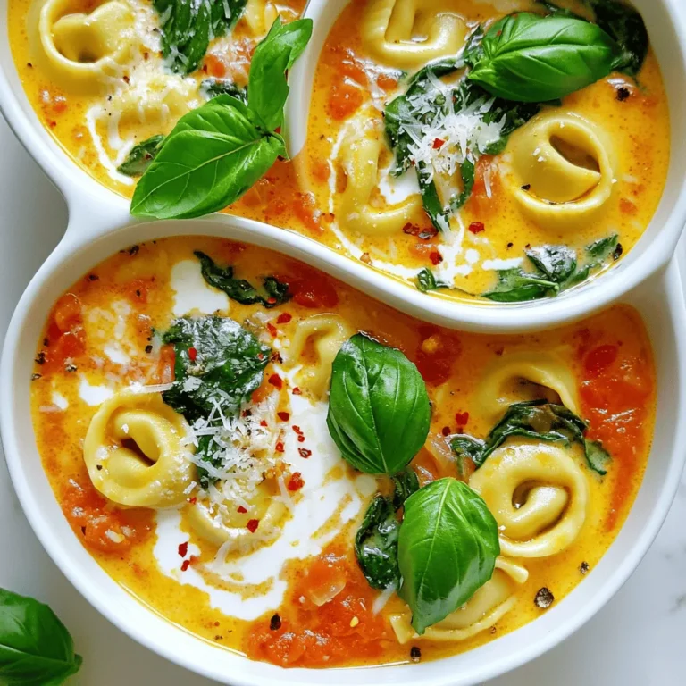 - 1 pound frozen cheese tortellini - 4 cups crushed tomatoes (canned or fresh) - 1 cup vegetable broth - 1 medium onion, diced - 3 cloves garlic, minced In this recipe, you’ll need some key ingredients. The frozen cheese tortellini is the heart of the dish. It cooks perfectly in the slow cooker, soaking up all those rich flavors. Crushed tomatoes, either canned or fresh, provide a sweet base. The vegetable broth adds depth and keeps everything moist. Diced onion and minced garlic bring a savory touch that makes the dish sing. - 1 teaspoon dried basil - 1 teaspoon dried oregano - 1 teaspoon sugar (to balance acidity) - 1 cup heavy cream For extra flavor, consider adding dried herbs like basil and oregano. These herbs add a nice aroma and taste. A teaspoon of sugar can help balance the tomatoes' acidity, making the sauce smooth. Of course, the heavy cream makes it all creamy and rich, turning a simple meal into something special. - Grated Parmesan cheese - Fresh basil leaves - Olive oil and red pepper flakes When serving, sprinkle some grated Parmesan cheese on top. It melts beautifully and adds a salty kick. Fresh basil leaves give a pop of color and freshness. A drizzle of olive oil and a few red pepper flakes add a lovely finish and a hint of spice. These touches make your creamy tomato tortellini look and taste gourmet! In a slow cooker, combine these ingredients: - 4 cups crushed tomatoes - 1 cup vegetable broth - 1 medium onion, diced - 3 cloves garlic, minced - 1 teaspoon dried basil - 1 teaspoon dried oregano - 1 teaspoon sugar Stir well to ensure even distribution. This step brings out the rich flavors from the tomatoes and herbs. Next, add 1 pound of frozen cheese tortellini. Make sure they are submerged in the liquid. Cover the slow cooker and set it on low for 4 hours or high for 2 hours. The tortellini will become tender and soak in all the delicious flavors. After cooking, stir in 1 cup of heavy cream and 1 cup of spinach. Mix until the spinach wilts and the cream blends in smoothly. Season with salt and pepper to taste. Let it heat through for another 10-15 minutes. Serve hot, topped with grated Parmesan cheese and fresh basil leaves. Enjoy your delightful meal! How to choose quality tomatoes Choose ripe, juicy tomatoes for the best taste. Look for firm tomatoes with rich color. If using canned, pick whole or crushed tomatoes without added sugars. They often taste fresher. The importance of using fresh herbs Fresh herbs bring vibrant flavor to your dish. Basil and oregano should be bright and fragrant. Dried herbs work, but fresh gives a richer taste. Add them at the end for a burst of flavor. Best practices for slow cooking tortellini Add the tortellini near the end of cooking. This keeps them tender without overcooking. Stir gently to keep them from breaking apart. Cooking on low for four hours works best. How to avoid mushy tortellini Watch the cooking time closely. Frozen tortellini need only about 30 minutes on high. If you cook them too long, they can become mushy. Stir occasionally to check for doneness. Creative ways to plate the dish Serve in shallow bowls for a beautiful look. Drizzle olive oil on top and add a sprinkle of red pepper flakes for extra flair. Garnish with fresh basil for a pop of color. Pairing options with side dishes or bread Pair this dish with crusty bread for dipping. A simple green salad complements the meal well. For a heartier option, serve with garlic bread or cheesy breadsticks. {{image_2}} You can try different types of tortellini or pasta. Use spinach, mushroom, or even chicken tortellini for new tastes. If you want a lighter dish, replace the heavy cream with half-and-half or coconut milk. These swaps keep the creamy texture but change the flavor. Adding protein can boost the dish. Try cooked chicken, sausage, or even shrimp. These proteins add richness and make it more filling. You can also mix in vegetables like bell peppers, zucchini, or carrots. These add color and nutrition to your meal. Change the recipe with the seasons. In winter, use hearty vegetables like kale or butternut squash. In summer, fresh tomatoes and zucchini shine. For special flavor, use heirloom tomatoes when they are in season. They are sweeter and add depth to your dish. To store leftovers, let the dish cool before putting it in the fridge. Use an airtight container for best results. This helps keep the dish fresh. You can safely store creamy tomato tortellini for up to four days. Always check for any signs of spoilage before eating. To freeze creamy tortellini, let it cool completely first. Then, portion it into freezer-safe containers. Leave some space at the top, as the dish may expand. You can freeze it for up to three months. When ready to eat, thaw the dish in the fridge overnight. This keeps the texture nice. To reheat without losing texture, use the stovetop. Place the dish in a pot over low heat. Stir gently until it warms up. You can also use the microwave. Heat in short intervals, stirring in between. This helps keep the creamy sauce smooth and delicious. You can use several alternatives to heavy cream. Here are some options: - Coconut milk: This gives a nice flavor. - Cashew cream: Blend soaked cashews with water for a creamy texture. - Greek yogurt: This adds tang and creaminess. Use it in smaller amounts. - Milk with butter: Mix ¾ cup milk with ¼ cup melted butter for a rich taste. When using these substitutes, adjust the cooking time. Some may need blending to reach the right texture. Yes, you can make this dish vegetarian. Here’s how: - Use vegetable broth: Ensure it’s labeled as vegetarian. - Check tortellini: Some may contain meat. Look for cheese or vegetable options. - Add more veggies: Consider adding mushrooms, zucchini, or bell peppers for extra flavor. These swaps keep the dish tasty and satisfying for all diets. Cooking times differ based on your slow cooker setting: - On low: Cook for 4 hours for tender tortellini. - On high: Cook for 2 hours if you're short on time. Both methods yield a creamy, delicious meal. Just make sure to check for doneness before serving. This article covered making a delicious tortellini dish. We discussed essential ingredients, like frozen cheese tortellini and diced onion. You learned step-by-step instructions for cooking and serving. Tips helped you avoid mushy pasta and enhance flavors. We explored variations and how to store leftovers. By following these guidelines, you can create a tasty meal suitable for any time. Enjoy experimenting with this recipe, and make it your own!