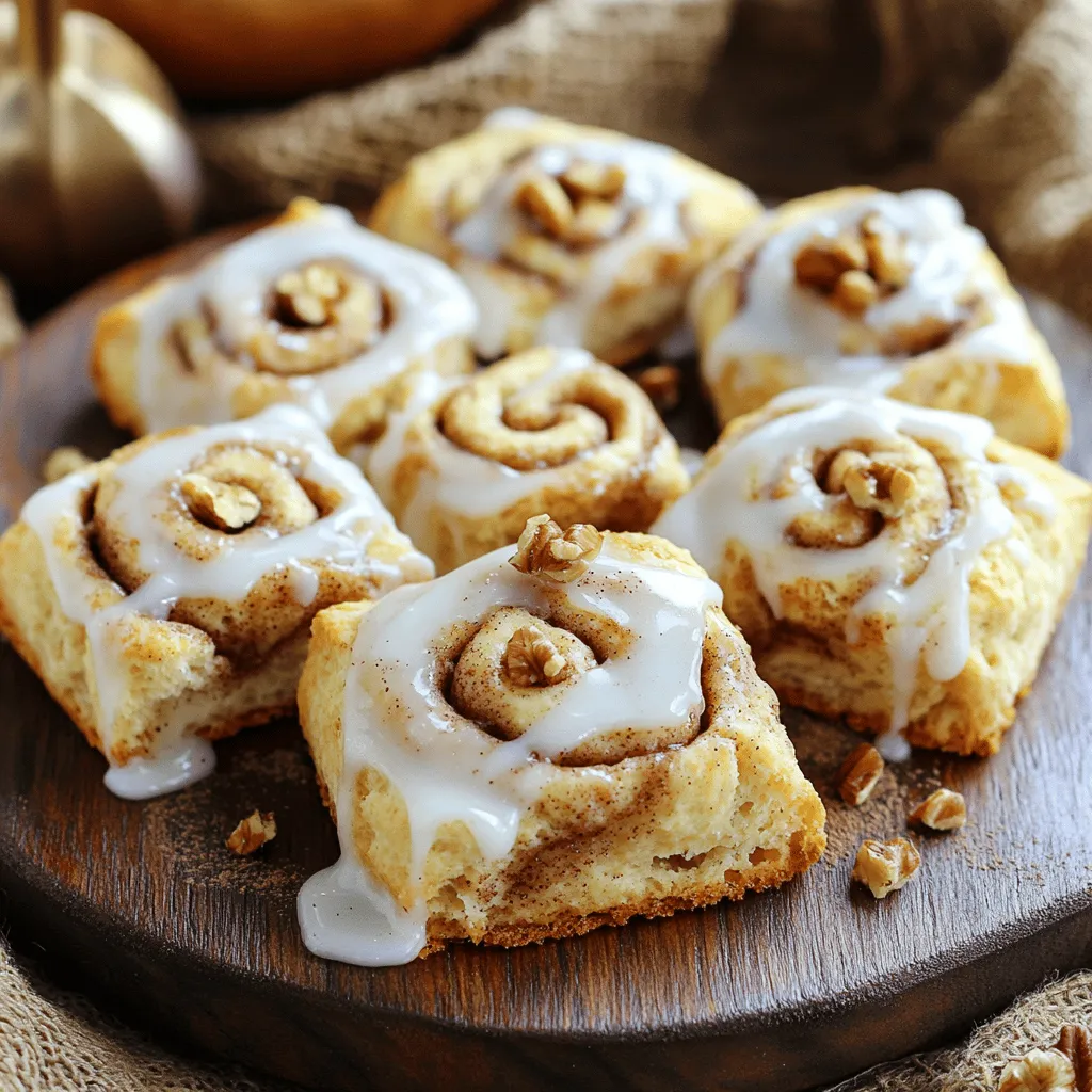 - 2 cups all-purpose flour - 1/4 cup granulated sugar - 1 tablespoon baking powder - 1/2 teaspoon salt - 1/2 teaspoon ground cinnamon - 1/2 cup unsalted butter, cold and cubed - 1/2 cup buttermilk (or milk + 1/2 tablespoon vinegar) - 1 large egg - 1 cup brown sugar, packed - 2 tablespoons ground cinnamon (for the swirl) - 1/2 cup walnuts or pecans, chopped (optional) - 1 cup powdered sugar - 2-3 tablespoons milk - 1 teaspoon vanilla extract The ingredients for these Bakery-Style Cinnamon Roll Scones are simple but essential. Each one plays a key role in creating that perfect taste and texture. For the dry ingredients, the all-purpose flour gives the scones structure. The granulated sugar adds just the right amount of sweetness. Baking powder makes them rise, while salt and ground cinnamon enhance the flavors. The wet ingredients start with unsalted butter, which should be cold. It helps make the scones tender and flaky. Buttermilk brings moisture and a slight tang. The egg binds everything together. In the cinnamon swirl filling, brown sugar brings a deep sweetness, while the extra ground cinnamon packs flavor. You can add nuts for a crunchy surprise if you like. Finally, the glaze ingredients are key to the finishing touch. Powdered sugar creates a sweet, smooth glaze. Milk thins it out, and vanilla adds a lovely aroma. Gather these ingredients, and you’re on your way to making a delightful treat! - Preheat oven to 400°F (200°C). - Line baking sheet with parchment paper. - In a large bowl, mix 2 cups of flour, 1/4 cup sugar, 1 tablespoon baking powder, 1/2 teaspoon salt, and 1/2 teaspoon ground cinnamon. - Add 1/2 cup cold, cubed butter and mix until it looks like coarse crumbs. - In another bowl, whisk together 1/2 cup buttermilk and 1 large egg. - Pour the wet mix into the dry mix and stir gently. Don’t overmix. - Turn the dough onto a floured surface and knead it a few times. - Roll out the dough into a rectangle, about 1/2-inch thick. - Spread the cinnamon filling made from 1 cup brown sugar and 2 tablespoons cinnamon evenly over the dough. - Starting from one long side, roll the dough into a log. - Use a sharp knife to cut the log into 8 equal pieces. - Place the scones on the baking sheet, cut side up. - Bake for 15-18 minutes until they are lightly golden. - In a small bowl, mix 1 cup powdered sugar, 2-3 tablespoons milk, and 1 teaspoon vanilla extract until smooth. - Drizzle the glaze over warm scones before serving. This method brings out the rich flavors and textures, making each bite a delight. Enjoy making these scones! To get the best texture, use cold butter. Cold butter makes the scones flaky. When mixing, do not overmix the dough. Overmixing makes the scones tough. You want to mix just until the ingredients come together. For a lovely presentation, arrange the scones on a decorative plate. Drizzle extra glaze over the scones. You can sprinkle some cinnamon on top for a nice touch. Pair these scones with coffee or tea. They go well with a creamy latte or a refreshing herbal tea. Use the middle rack in your oven for even baking. This helps the scones rise nicely. To check for doneness, look for a light golden color on top. A toothpick inserted should come out clean. If it comes out with wet dough, bake a bit longer. {{image_2}} You can easily change the flavor of your scones. Try adding chocolate chips for a sweet twist. The chocolate melts and mixes with the cinnamon, creating a rich taste. Another fun choice is a pumpkin spice version. This will give your scones a warm, cozy flavor. Just mix in pumpkin spice with the dry ingredients. Both variations add fun to your baking! Nuts can change the texture of your scones. You can use walnuts or pecans for a nice crunch. They pair well with the cinnamon swirl. If you want something different, try almonds or hazelnuts. You can also skip the nuts entirely for a nut-free option. The scones still taste great without them! If you want to make these scones vegan, you can swap out the butter and egg. Use coconut oil instead of butter. For the egg, try flaxseed meal mixed with water. It works well and binds the dough. You can also use almond milk or oat milk in place of buttermilk. For the glaze, use maple syrup or agave instead of milk. This way, everyone can enjoy these tasty treats! You can store your scones at room temperature. Place them in an airtight container. This keeps them fresh for up to two days. If you want to warm them, preheat your oven to 350°F (175°C). Bake for about 5-7 minutes. This brings back their soft texture and warm flavor. For longer storage, freeze your scones. First, let them cool completely. Then, wrap each scone in plastic wrap. Place them in a freezer-safe bag or container. They can last for up to three months in the freezer. To enjoy, take out a scone and let it thaw in the fridge overnight. Reheat it in the oven at 350°F (175°C) for 10-15 minutes. These scones are best enjoyed fresh. They last about two days at room temperature. If stored properly, they can last for three months in the freezer. Signs of spoilage include a hard texture or off smell. If you notice these, it’s best to toss them out. Yes, you can use whole wheat flour. It adds a nutty taste and more fiber. However, the scones may be denser than using all-purpose flour. If you choose whole wheat, mix it with a little all-purpose flour for a lighter texture. You can easily make buttermilk at home. Just mix regular milk with vinegar. Use 1/2 cup of milk and add 1/2 tablespoon of vinegar. Let it sit for five minutes. It will work great in this recipe! Look for a light golden color on top. The edges should be firm, but the center may still feel soft. If you insert a toothpick, it should come out clean or with a few crumbs. Yes, you can make the dough ahead of time. Wrap it tightly in plastic wrap and refrigerate it for up to 24 hours. When you're ready to bake, let it sit at room temperature for about 15 minutes before rolling it out. Absolutely! You can use a gluten-free all-purpose flour blend instead. Make sure it contains xanthan gum for better texture. The scones may taste slightly different, but they will still be delicious! You’ve learned how to make delicious cinnamon swirl scones. We covered the key ingredients, including dry and wet components. You can add a tasty filling and glaze for extra flavor. Remember, using cold butter and avoiding overmixing gives the best texture. Try different flavors, like chocolate chips or vegan options. Now, enjoy baking, storing, and sharing these delightful scones!