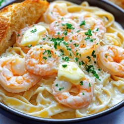 - 8 oz fettuccine pasta - 1 lb large shrimp, peeled and deveined - 4 tablespoons unsalted butter - 4 cloves garlic, minced - 1 cup heavy cream - 1 cup grated Parmesan cheese - 1 teaspoon Italian seasoning - Salt and pepper to taste - Chopped parsley for garnish Gathering the right ingredients is key for Garlic Shrimp Alfredo. Start with fettuccine pasta. It holds sauce well and adds a nice bite. Use large shrimp for a meaty texture. Make sure they are peeled and deveined for easy cooking. Next, you need unsalted butter and fresh garlic. Butter gives richness, while garlic adds flavor. Heavy cream is a must for that creamy sauce. Parmesan cheese brings a savory depth. Don’t forget Italian seasoning, salt, and pepper for flavor balance. Finally, a sprinkle of chopped parsley makes it look pretty. - Crushed red pepper flakes - Lemon zest - Additional cheese varieties For a twist, consider optional ingredients. Crushed red pepper flakes add a nice kick. A touch of lemon zest brightens the dish. You can also mix in other cheese types for extra creaminess. 1. Boil salted water: Fill a large pot with water. Add a good amount of salt. Bring it to a rolling boil. 2. Cooking time details: Add the fettuccine to the boiling water. Cook it according to the package instructions, usually about 8-10 minutes. 3. How to determine doneness: Taste a piece of pasta. It should be tender but still firm. This is called al dente. 1. Tips for perfect shrimp cooking: Use large, fresh shrimp for the best taste. Pat them dry before cooking. 2. Timing for optimal texture: Heat 2 tablespoons of butter in a skillet. Cook the shrimp for 2-3 minutes on each side. They should turn pink and opaque. 3. Safety tips for cooking seafood: Always wash your hands after touching raw shrimp. Cook shrimp to an internal temperature of 145°F. 1. The importance of butter and garlic: Butter adds richness. Garlic gives a strong, tasty flavor. 2. Steps for making a creamy Alfredo sauce: In the same skillet, add more butter. Then, add minced garlic and sauté it until fragrant, about 30 seconds. 3. Tips for achieving the right sauce consistency: Pour in heavy cream. Bring it to a gentle simmer. Gradually whisk in Parmesan cheese until it melts. If it’s too thick, add reserved pasta water slowly. 1. How to mix pasta and sauce effectively: Add the cooked fettuccine and shrimp to the sauce. Toss gently to coat everything well. 2. Flavoring tips with seasonings: Sprinkle Italian seasoning, salt, and pepper to taste. Adjust these to your liking. 3. Serving suggestion strategies: Spoon the mix onto plates. Garnish with chopped parsley and extra Parmesan. Serve with garlic bread for a full meal. - Avoiding common mistakes: Always cook the fettuccine until it's al dente. This keeps it firm and helps it hold the sauce better. Watch the shrimp closely. If you overcook them, they become rubbery. Cook them just until they turn pink and opaque. - How to adjust for different pasta types: If you use spaghetti or penne, the cooking time may vary. Follow the package instructions for the best results. Remember, you want the pasta to soak up the sauce well, so choose a pasta shape with ridges or holes for better flavor. - Ensuring shrimp are not overcooked: Shrimp cook fast. For large shrimp, 2-3 minutes on each side is enough. Once they are pink, remove them from the heat. They will continue to cook slightly after you take them off. - Best ways to plate Garlic Shrimp Alfredo: Use large, shallow bowls. This allows you to show off the pasta and shrimp. Twirl the fettuccine to create a nest in the center of the bowl. Place shrimp on top for a beautiful look. - Garnishing techniques for visual appeal: Sprinkle chopped parsley and extra Parmesan cheese on top. This adds color and freshness. A light drizzle of olive oil can also enhance the shine of the dish. - Serving sides that complement the dish: Serve with crusty garlic bread or a light salad. A simple green salad with lemon dressing pairs well. This balances the richness of the Alfredo sauce nicely. {{image_2}} You can swap shrimp for chicken in this dish. Chicken Alfredo is rich and tasty. Just cook the chicken pieces until they are golden brown. Use the same method for the shrimp, and you get a creamy delight. Another option is mushroom Alfredo. Use sliced mushrooms instead of shrimp for a vegetarian twist. They soak up the sauce well and add a nice texture. If you want a vegan version, there are great plant-based swaps. Use cashew cream instead of heavy cream. You can also try coconut cream for a rich flavor. For the cheese, look for vegan Parmesan. Many brands taste great and melt well. This way, you keep the creamy texture without any dairy. To make your dish even better, add vegetables. Spinach is a great choice. It wilts nicely and adds nutrients. Sun-dried tomatoes bring a burst of flavor and color. You can also try different herbs. Fresh basil or oregano can elevate the taste. Experiment with these options to find your perfect blend! To store leftover Garlic Shrimp Alfredo, place it in an airtight container. Make sure to cool it down first. This keeps the dish fresh for up to three days. When you’re ready to eat, check the smell and look for any changes. To maintain flavor and texture, avoid reheating the pasta too many times. Each time you heat it, the sauce can separate. You might want to add a splash of cream or pasta water when reheating. This helps bring back its creamy goodness. For best practices on freezing, let the Garlic Shrimp Alfredo cool completely. Then, transfer it to a freezer-safe container. It can last up to three months in the freezer. When you’re ready to enjoy it again, thaw it overnight in the fridge. For reheating, use a saucepan over low heat. Add a bit of cream or pasta water to keep the sauce smooth and creamy. Stir often to avoid burning. Enjoy your delicious meal! I recommend using large shrimp. They cook evenly and have great flavor. Fresh shrimp is always best, but frozen works too. Just make sure they are peeled and deveined. This saves you time. If you can, buy wild-caught shrimp. They often taste better than farmed shrimp. Yes, you can make Garlic Shrimp Alfredo ahead of time. Cook the pasta and shrimp, then store them separately. This helps keep them fresh. When you are ready to eat, just reheat the shrimp. Warm the sauce in a pot and add the pasta. Stir gently to combine everything. To thicken your Alfredo sauce, add more Parmesan cheese. This cheese melts well and adds flavor. You can also use less heavy cream. If the sauce is too thin, let it cook longer over low heat. Stir it often to prevent burning. Garlic Shrimp Alfredo pairs well with a few side dishes. A crisp green salad adds freshness. Garlic bread is a classic choice too. You could also serve steamed broccoli for some veggies. Each side brings different flavors that complement the dish. Garlic Shrimp Alfredo is a simple and tasty dish. We covered essential and optional ingredients, from fettuccine to fresh parsley. Step-by-step, you learned to cook pasta, sauté shrimp, and prepare a rich sauce. Remember, success lies in the details. Adjust for flavor and presentation. You can also try variations for dietary needs. Store leftovers properly to keep them delicious. Now you can create your own Garlic Shrimp Alfredo. Enjoy making this dish and impressing everyone with your skills!