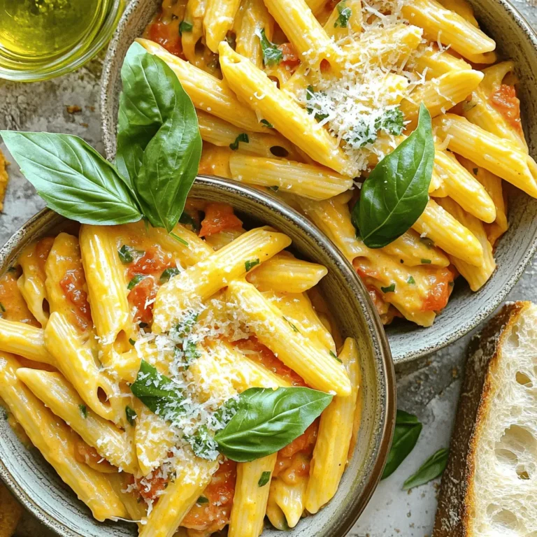 - 12 oz (340g) penne pasta - 1 can (14 oz) crushed tomatoes - 1 cup vegetable broth - 1 cup heavy cream or coconut cream - 1 small onion, finely diced - 3 cloves garlic, minced - 1 teaspoon Italian seasoning - 1/2 teaspoon red pepper flakes (optional) - Salt and pepper to taste - 1 cup fresh basil leaves, chopped - 1/2 cup grated Parmesan cheese (optional) To make this Instant Pot Creamy Tomato Basil Pasta, you need simple and fresh ingredients. The star of the dish is the penne pasta, which soaks up all the flavors. The crushed tomatoes bring a rich, tangy base, while the vegetable broth adds depth. Heavy cream or coconut cream creates that luscious, creamy texture. The onion and garlic provide aromatic notes, giving your dish a warm feel. Italian seasoning adds an authentic touch, while red pepper flakes can bring a hint of spice. Fresh basil leaves brighten the dish with color and flavor. If you like, you can sprinkle some grated Parmesan cheese on top for extra richness. This combination of ingredients makes a delightful meal that is both satisfying and easy to prepare. Now, gather these items, and get ready for a tasty cooking adventure! To start, set your Instant Pot to the sauté function. Add a splash of oil to the pot. Once hot, add the finely diced onion. Sauté for about 3-4 minutes until it turns translucent. Next, add the minced garlic. Sauté for another 30 seconds until it smells wonderful. This step builds a great flavor base. Now, it’s time to add the main ingredients. Pour in the penne pasta, a can of crushed tomatoes, and 1 cup of vegetable broth. Don’t forget the Italian seasoning! If you like spice, add the red pepper flakes too. Add salt and pepper to taste. Stir it all together, ensuring the pasta is fully submerged. This helps it cook evenly. Close the Instant Pot lid and set the valve to sealing. Cook on manual high pressure for 5 minutes. When the time is up, perform a quick release of pressure. Be careful as the steam escapes. This step cooks the pasta perfectly while soaking up all the flavors. After the pressure has released, carefully open the lid. Stir in the heavy cream or coconut cream until it mixes in well. Then add the chopped basil and mix again. This step gives the pasta its creamy and rich texture. Serve the pasta hot in deep bowls. If you like, top it with grated Parmesan cheese. Add an extra sprinkle of fresh basil for color. A piece of crusty bread on the side is great for soaking up the creamy sauce. Enjoy! To get the best creamy texture, start with the right amount of cream. Use one cup of heavy cream or coconut cream. If you want it creamier, add more cream. You can also use pasta water to adjust the texture. After cooking, save a little pasta water before draining. Stir this water into the dish to thin it out if needed. Seasoning is key to great flavor. After mixing in the cream and basil, taste your dish. You can add more salt and pepper to bring out the tastes. If you like a little heat, add more red pepper flakes. For a fresh twist, try adding lemon juice or zest. A splash of lemon brightens the flavors. Cleaning your Instant Pot is easy. After cooking, unplug it and let it cool. Remove the inner pot and wash it with warm, soapy water. Use a soft cloth for the lid and sealing ring. Make sure to check for food particles in the steam vent. Keeping your pot clean helps it last longer and work better. {{image_2}} You can make this dish even better by adding different vegetables. Try adding: - Spinach - Zucchini - Bell peppers - Mushrooms These veggies add more color and flavor. You can sauté them with the onion and garlic. This gives you a tasty, veggie-packed pasta. If you want a dairy-free dish, you can swap the cream and cheese. Try using: - Coconut cream instead of heavy cream - Nutritional yeast instead of Parmesan cheese These swaps keep the pasta creamy and rich while being dairy-free. If you want to add protein, consider chicken or shrimp. For chicken, you can: - Dice it and sauté it with the onions - Cook it separately and add it before serving For shrimp, just add it in during the last minute of cooking. This way, your pasta will be hearty and satisfying. To keep your creamy tomato basil pasta fresh, use airtight containers. Glass or BPA-free plastic containers work best. Allow the pasta to cool to room temperature before sealing. This helps prevent moisture build-up, which can make the pasta soggy. Store it in the fridge for up to three days. When it's time to reheat, you have a few good options. The microwave is quick and easy. Place the pasta in a bowl and cover it with a damp paper towel. Heat in short bursts, stirring in between. This keeps the pasta from drying out. You can also reheat it on the stove. Add a splash of water or broth to a pan, then heat gently over low heat, stirring often. This method helps keep the pasta creamy. Yes, you can freeze creamy pasta! To do this, make sure to cool it completely first. Use freezer-safe containers or bags to store it. Leave some space at the top, as the pasta will expand when frozen. It can last up to three months in the freezer. To thaw, move it to the fridge overnight. Reheat it gently, adding a splash of cream or broth to restore its creamy texture. Yes, you can use other pasta shapes. If you choose a different type, adjust the cooking time. Shorter pasta, like macaroni, cooks faster. For long pasta, like spaghetti, it may take a bit longer. Always check the package for cooking times. You can use coconut cream for a dairy-free option. Other great choices include almond milk or cashew cream. These will give you a nice, creamy texture without dairy. Just remember to adjust the flavor as needed. To add heat, use more red pepper flakes. You can also add chopped jalapeños or a dash of hot sauce. Start with a little, then taste. You can always add more spice, but it's hard to take it out. Yes, you can double the recipe! Just make sure your Instant Pot has enough space. If it gets too full, it may not cook evenly. Also, you may need to adjust the cooking time slightly. This creamy tomato basil pasta lasts about 3 to 5 days in the fridge. Store it in an airtight container for best results. Before eating, just reheat it gently on the stove or in the microwave. Enjoy your leftovers! This blog post explored making a creamy tomato basil pasta in an Instant Pot. You learned about key ingredients like pasta, tomatoes, and cream. I provided step-by-step instructions to help you through cooking and serving. You also found tips for enhancing flavors and storage advice. In conclusion, this dish is easy and fun to make. With a few variations, you can customize it to fit your taste. Enjoy your cooking adventure, and don’t forget to share your results!