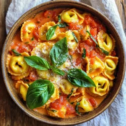 To make One-Pot Creamy Tomato Basil Tortellini, you need a few key items. Gather these essential ingredients: - 2 tablespoons olive oil - 3 cloves garlic, minced - 1 can (14 oz) diced tomatoes (with juices) - 4 cups vegetable broth These ingredients form the base of your dish. The olive oil adds richness. Garlic gives a strong, savory flavor. Diced tomatoes bring sweetness and acidity. Vegetable broth adds depth to the sauce. Next, you'll need the main elements that make this dish creamy and tasty. Grab these key components: - 1 package (9 oz) refrigerated cheese tortellini - 1 cup heavy cream - 1 cup fresh basil leaves, chopped - 1 teaspoon Italian seasoning Cheese tortellini provides a delightful bite. Heavy cream creates a smooth, rich sauce. Fresh basil adds bright, herbal notes. Italian seasoning gives that classic Italian flavor. Finally, finish your dish with some seasoning and garnish. Use these to enhance your meal: - Salt and pepper to taste - Grated Parmesan cheese for serving Salt and pepper help balance flavors. Grated Parmesan adds a savory touch when you serve the dish. Together, these ingredients make your One-Pot Creamy Tomato Basil Tortellini a delicious treat. - Preparing the ingredients: Gather all your ingredients first. You will need olive oil, minced garlic, diced tomatoes, and vegetable broth. This makes cooking easier and faster. - Sautéing garlic: In a large pot, heat 2 tablespoons of olive oil over medium heat. Once hot, add 3 minced garlic cloves. Sauté for 1 to 2 minutes. You want the garlic to smell great, but don’t let it burn. - Combining tomatoes and broth: After the garlic is ready, pour in 1 can of diced tomatoes with their juices. Next, add 4 cups of vegetable broth. Stir it well so everything mixes nicely. - Bringing the mixture to a simmer: Turn the heat up slightly until the mixture starts to bubble. This means it is simmering, which is perfect for the next step. - Cooking time and stirring instructions: Add 1 package of refrigerated cheese tortellini to the pot. Cook according to the package instructions, usually about 5 to 7 minutes. Stir it gently from time to time to keep it from sticking to the bottom. - Adding cream and basil: Once the tortellini is tender, lower the heat. Stir in 1 cup of heavy cream and 1 cup of chopped fresh basil. Mix until everything is creamy and warm. - Adjusting sauce consistency: If the sauce seems too thick, add a bit more broth or water. This will help you get the creaminess you like. - Serving suggestions: Serve the dish hot. Garnish with grated Parmesan cheese and a few extra basil leaves. Pair it with some crusty bread for dipping. Enjoy your meal! How to choose the right tortellini For this dish, I like to use cheese tortellini. Look for fresh or refrigerated options. They cook faster and taste better than dried ones. Check the label for quality cheese and simple ingredients. Adjusting creaminess levels You can control how creamy your sauce is. If you want it richer, add more heavy cream. For a lighter option, use less cream or substitute with milk. If your sauce gets too thick, just add a bit more broth or water. Additional spices to try To boost flavor, consider adding a pinch of red pepper flakes. This adds a nice heat. Fresh herbs like thyme or oregano can also elevate the taste. Experiment with these to find your perfect mix. Using different types of tomatoes Try using fire-roasted tomatoes for a smoky flavor. San Marzano tomatoes also work well and add sweetness. You can even blend fresh tomatoes into the sauce for a vibrant taste. Creative serving ideas Serve your tortellini in rustic bowls for a cozy feel. Add a sprinkle of grated Parmesan on top. A few extra basil leaves make it look fresh and inviting. Pairing with sides and drinks Crusty bread is perfect for dipping. A simple green salad with lemon vinaigrette complements the dish nicely. For drinks, a light white wine or sparkling water enhances the meal. {{image_2}} You can change the proteins in your tortellini dish. Try adding cooked chicken or shrimp for a heartier meal. If you want a lighter option, use turkey sausage. For plant-based alternatives, choose tofu or tempeh. These options add flavor and nutrition. Add vegetables to boost nutrition and flavor. Spinach, zucchini, or bell peppers work well. Simply chop and toss them in during cooking. You can also experiment with cheeses. Try adding mozzarella, ricotta, or goat cheese for different tastes. Each cheese will change the dish’s creaminess and flavor. For gluten-free options, use gluten-free tortellini. Many brands offer this choice. You can also make a simple sauce with gluten-free pasta. If you're vegan, replace heavy cream with coconut cream or cashew cream. For a cheese-free version, skip the Parmesan or use a vegan cheese alternative. To store leftovers, let the dish cool to room temperature. Then, place it in an airtight container. This helps keep the flavors fresh. I recommend using glass containers for easy reheating. You can use plastic containers, but glass is safer for hot food. For freezing, portion the dish into smaller containers. Leave some space at the top for expansion. This helps avoid spills. When you are ready to eat, thaw it in the fridge overnight. For reheating, place it in a pot over low heat. Stir often until it is heated through. The tortellini can stay in the fridge for about 3-5 days. In the freezer, it lasts up to 3 months. Signs of spoilage include off smells, changes in color, or mold. If you see any of these signs, it is best to throw it away. Can I use frozen tortellini? Yes, you can use frozen tortellini. Just add them directly to the pot. You might need to extend the cooking time by a couple of minutes. Keep stirring until they are cooked through. How do I make it less creamy? To make it less creamy, reduce the amount of heavy cream. You can also add more vegetable broth. This will keep the dish flavorful while making it lighter. How can I make it spicier? Add red pepper flakes or a dash of hot sauce. This will give your dish a nice kick. You can also try adding sautéed jalapeños for more heat. What's the best way to reheat? Reheat in a pot over low heat. Stir often to avoid sticking. You may need to add a splash of broth to keep it creamy. Can I use fresh tomatoes instead of canned? Yes, fresh tomatoes work well. Use about four medium tomatoes, chopped. You may need to add a little water for moisture. What if I don’t have heavy cream? You can use half-and-half or milk instead. For a dairy-free option, try coconut milk. This will still give you a creamy texture. This blog post covered a simple but tasty tortellini recipe. We explored the essential ingredients, like olive oil and garlic, and key components such as cheese tortellini and heavy cream. I shared step-by-step cooking instructions, plus tips to make your dish pop. You can swap ingredients, adjust flavors, and even store leftovers safely. Feel free to experiment based on your taste and diet. With these ideas, you can create a delicious meal every time. Enjoy cooking, and let your creativity shine!
