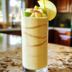 To make a tasty apple pie smoothie, gather these ingredients: - 1 medium apple, cored and chopped (preferably Granny Smith or Fuji) - 1 banana, frozen - 1 cup unsweetened almond milk (or any milk of choice) - 1/2 teaspoon ground cinnamon - 1/4 teaspoon nutmeg - 1 tablespoon maple syrup (adjust for sweetness) - 1/4 cup rolled oats - 1 tablespoon almond butter (or peanut butter) - 1/2 teaspoon vanilla extract - Ice cubes (optional, for a thicker smoothie) If you don't have some ingredients, here are some substitutes: - Apple: Use any apple variety you like, such as Honeycrisp or Gala. - Banana: You can use fresh bananas if you don't have frozen ones. - Almond Milk: Any milk, like cow's milk or oat milk, will work well. - Maple Syrup: Honey or agave syrup can replace maple syrup. - Rolled Oats: Quick oats or ground oats can be used if needed. - Almond Butter: Peanut butter or sunflower seed butter are great choices. This smoothie is not only flavorful but also packed with nutrition. Here’s a breakdown: - Calories: About 250 per serving - Protein: 6g from oats and nut butter - Fiber: 5g from fruits and oats - Sugars: Around 15g, mostly from fruits - Fat: 9g, mainly from nut butter - Vitamins: Rich in vitamins A and C from apples and bananas This smoothie is a great way to start your day or enjoy as a healthy snack. The mix of fruits, oats, and nut butter makes it both satisfying and nutritious. To make your Apple Pie Smoothie, start by gathering all your ingredients. You need: - 1 medium apple, cored and chopped - 1 frozen banana - 1 cup unsweetened almond milk - 1/2 teaspoon ground cinnamon - 1/4 teaspoon nutmeg - 1 tablespoon maple syrup - 1/4 cup rolled oats - 1 tablespoon almond butter - 1/2 teaspoon vanilla extract - Ice cubes (optional) First, chop the apple and slice the frozen banana. This helps the blender mix everything well. Next, grab a blender and add all the ingredients. Blend on high until smooth and creamy. If your smoothie is too thin, add a handful of ice cubes and blend again. This makes it even thicker. When blending, make sure to scrape the sides of the blender. Sometimes, ingredients stick to the sides. This step ensures a nice, even mix. If the smoothie is not sweet enough for you, add more maple syrup. Blend again after adding it to mix well. Pour your smoothie into tall glasses or bowls. To make it look fancy, sprinkle a little extra cinnamon on top. You can also add slices of apple or a dollop of yogurt as a garnish. This adds flavor and makes it more fun to eat. Enjoy your creamy and delicious Apple Pie Smoothie! To get the smoothest texture, start with a frozen banana. It adds creaminess. Use almond milk for a lighter feel. If you want it thicker, add ice cubes. Blend well until all pieces mix together. Scrape the sides of the blender to ensure nothing gets left behind. You can make this smoothie your own. Swap the apple for pears or peaches. Change the nut butter to sunflower seed butter for a nut-free option. For extra crunch, add some chopped nuts on top. Want more spice? Add a pinch of ginger for a twist. You can also switch the maple syrup for honey or agave if you prefer. This smoothie packs a punch of nutrition. Apples are rich in fiber and vitamins. Bananas offer potassium, great for muscle health. Almond milk is low in calories and dairy-free. Cinnamon can help control blood sugar levels. Oats provide whole grains and energy. Almond butter adds healthy fats and protein, making this drink a balanced choice. Enjoy this tasty drink while knowing you nourish your body! {{image_2}} You can easily make this smoothie dairy-free and vegan. Simply use almond milk or any plant-based milk. Almond milk adds a nice creamy texture. If you want more creaminess, try coconut milk. It will give a rich taste. Make sure to check labels for added sugars if you're cautious about sweetness. You can change the flavor of your smoothie with spices. Instead of nutmeg, try cardamom for a unique twist. You can also add a dash of ginger for a spicy kick. If you love caramel, swirl in some date syrup for a sweet, rich flavor. You can adjust the maple syrup to match your taste. Fruits can make your smoothie extra tasty. You can add berries like strawberries or blueberries for a fruity burst. Peaches or pears blend well too. They add sweetness and flavor. For a green twist, toss in a handful of spinach or kale. You won’t taste them much, but they will boost nutrition. Have fun with different fruits to find your favorite mix! If you have leftover smoothie, pour it into a jar. Seal it tightly and place it in the fridge. Your Apple Pie Smoothie will stay fresh for up to 24 hours. The longer it sits, the more it may separate. Just give it a good shake before drinking. To freeze your smoothie, use an ice cube tray. Pour the leftover smoothie into the tray. Freeze it until solid, usually about 4 hours. Once frozen, pop out the cubes and store them in a freezer bag. You can keep these smoothie cubes for up to three months. You can enjoy your smoothie cold or warm it up. To warm it, pour the smoothie into a pot. Heat it gently on low heat until warm. Stir often to avoid burning. If using smoothie cubes, blend them with some almond milk until smooth. Enjoy a refreshing drink that tastes just like apple pie! To make a thicker smoothie, add more oats or ice cubes. Ice gives a nice chill and a creamy texture. You can also freeze your banana ahead of time. This makes a big difference in thickness. I suggest using Granny Smith or Fuji apples. They add the right balance of tartness and sweetness. This makes the smoothie taste like apple pie. If you want a sweeter flavor, try a Honeycrisp apple. Yes, you can use other nut butters like peanut butter or cashew butter. Each nut butter gives a unique taste. Almond butter adds a mild flavor, while peanut butter is richer. Choose your favorite to customize the smoothie. The smoothie lasts about one day in the fridge. It may separate a bit, so give it a good shake before drinking. For best taste and texture, enjoy it fresh. Yes, you can skip the oats if you want. This will change the texture slightly, but it will still taste great. You can add an extra banana or more nut butter for creaminess. This blog post covered key points about making a great smoothie. We discussed the right ingredients and how to blend them well. You learned tips for texture and customization. I shared variations for diets, flavors, and fruit add-ins. Finally, I included storage tips and answered common questions. Smoothies can be simple and fun. With the right ingredients and ideas, you can enjoy many tasty options. Explore, experiment, and find your perfect blend!