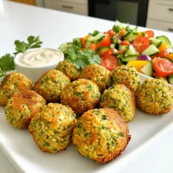 - 1 can chickpeas - Small red onion - 2 cloves garlic - 1/4 cup fresh parsley - 1/4 cup fresh cilantro - 1 teaspoon ground cumin - 1 teaspoon ground coriander - 1/4 teaspoon cayenne pepper (optional) - 1/2 teaspoon baking powder - 1/4 cup flour (chickpea flour for gluten-free) - Salt and pepper to taste - Cooking spray To make crispy falafel bites, you need simple and fresh ingredients. Chickpeas are the base. They give falafel their classic taste and texture. Use a can of chickpeas for ease. Just drain and rinse them before using. Next, chop a small red onion and mince two cloves of garlic. These add great flavor. Fresh herbs are key too! Use 1/4 cup each of parsley and cilantro. They bring brightness and freshness to your bites. For spices, you need ground cumin and ground coriander. Each adds warmth and depth to the mixture. If you like spice, add cayenne pepper. It's optional but gives a nice kick. For binding, use 1/2 teaspoon of baking powder. This helps make the falafel light and airy. You also need 1/4 cup of flour. Chickpea flour is a great choice for gluten-free options. Season with salt and pepper to taste. Lastly, grab cooking spray. It helps the falafel bites crisp up in the air fryer. With these ingredients, you’re ready to create tasty, crispy falafel bites! First, get your food processor ready. We will blend the main ingredients together. - Combine one can of chickpeas, a small red onion, and two minced garlic cloves. - Add in a quarter cup of fresh parsley and a quarter cup of fresh cilantro. - Then, sprinkle in one teaspoon of ground cumin and one teaspoon of ground coriander. - Don’t forget half a teaspoon of baking powder and a quarter teaspoon of cayenne pepper for a bit of heat! - Add salt and pepper to taste. - Pulse everything until you have a coarse mixture. You want it blended, but not a puree. Now, it’s time to shape our falafel. This part is fun! - Transfer your mixture to a bowl and stir in a quarter cup of flour. - Mix until it’s fully combined. If the mix feels too wet, add more flour slowly. - Scoop about one tablespoon of the mixture and roll it into a ball or shape it into a patty. - Keep rolling until you use up all the mixture. Place them on a tray or plate. Let’s cook our falafel bites! - First, preheat your air fryer to 375°F (190°C). - Lightly spray the air fryer basket with cooking spray. - Arrange the falafel bites in the basket. Make sure they are in a single layer and not crowded. - Spray the tops of the bites lightly with more cooking spray. - Air fry for 12 to 15 minutes until they turn golden brown and crispy. Flip them halfway to ensure they cook evenly. - Once they are done, remove them from the air fryer and let them cool on a wire rack. Enjoy these delicious bites as a snack or part of a meal! To make your falafel bites crispy, use cooking spray. This spray helps them brown nicely. Spray both the basket and the tops of the bites. This step is key for that golden crunch everyone loves. Flipping the bites halfway through cooking is also important. This ensures they cook evenly on both sides, giving you that perfect crunch. One common mistake is overcrowding the air fryer. When you pile too many bites in, they steam instead of fry. This makes them soft instead of crispy. Another mistake is not adjusting the flour consistency. If your mixture is too wet, the bites won’t hold their shape. Always add enough flour to make the mixture firm enough to form balls or patties. To boost the flavor of your falafel, add more spices. Extra cumin or coriander can take your bites to the next level. You can also incorporate ingredients like lemon zest for some zing. Fresh herbs, like dill or mint, can add a nice twist. Experiment with different flavors to find your favorite mix! {{image_2}} You can make your falafel bites gluten-free easily. Use chickpea flour as your base. This flour is made from ground chickpeas and works great. It gives a nice texture and holds everything together. If you don’t have chickpea flour, try other gluten-free flours. Almond flour or rice flour can work well too. Just make sure you adjust the amount, as different flours absorb moisture differently. Want to spice things up? Try adding extra cayenne for a spicy kick. Just a little can make a big difference. You can also explore Mediterranean flavors. Toss in some chopped olives or sun-dried tomatoes for a new twist. These additions bring a burst of flavor and make your falafel bites unique. Serve your crispy falafel bites with a drizzle of tahini sauce or yogurt. Both add creaminess and balance the spices. You can also pair them with fresh salads or wraps. Try stuffing them in pita bread with veggies for a tasty meal. The options are endless, so have fun mixing and matching! To store leftover falafel bites, let them cool completely first. Place them in an airtight container. You can refrigerate them for up to three days. If you want to keep them crisp, place a paper towel at the bottom of the container. This towel absorbs any extra moisture. For long-term storage, freeze falafel bites after they cool down. Arrange them in a single layer on a tray. Once frozen solid, transfer them to a freezer-safe bag or container. You can freeze them for up to three months. To reheat, simply air fry them at 375°F (190°C) for about 10 minutes. This brings back their crispy texture. To keep falafel bites fresh, store them in a cool, dry place. Avoid stacking them in the container to prevent them from getting soggy. Reheating in the air fryer also helps to crisp them up again. Enjoy your tasty snacks any time! Yes, you can make these falafel bites ahead of time. Here are my best practices: - Prepare the mixture: You can blend the chickpeas, herbs, and spices the day before. - Store properly: Keep the mixture in an airtight container in the fridge. - Shape later: When ready, just shape and air fry them. This saves time for busy days. If your falafel mix is too wet, don’t worry. Here are some solutions: - Add more flour: Gradually mix in a little more flour until you get the right texture. - Chill the mix: Refrigerating the mixture for 30 minutes helps firm it up. - Check moisture: Make sure your chickpeas are well-drained. This keeps the mix from being soggy. You’ll know the falafel bites are done when: - Color: They should be golden brown. - Texture: The outside feels crispy, while the inside stays soft. - Cooking time: Aim for 12-15 minutes in the air fryer, flipping halfway for even cooking. Crispy falafel is easy to make with simple ingredients and steps. You combine chickpeas, onion, and herbs for flavor. Adding the right flour helps hold it all together. Using an air fryer gives a healthy crisp. Remember to adjust your mix for the perfect texture. Think about adding spices or herbs for extra taste. With care, you’ll avoid common pitfalls. Store extras properly to enjoy your falafel later. By following these tips, you can have delicious bites ready whenever you want. Happy cooking!