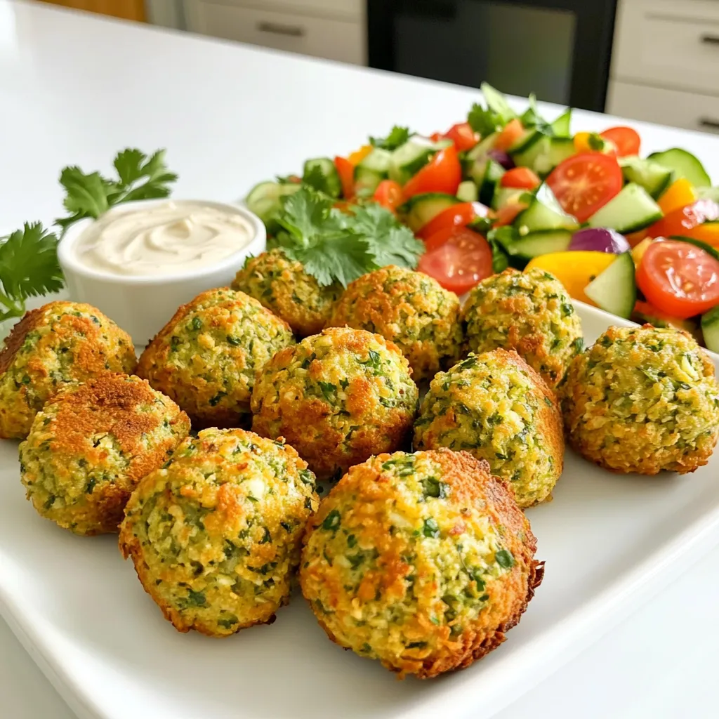 - 1 can chickpeas - Small red onion - 2 cloves garlic - 1/4 cup fresh parsley - 1/4 cup fresh cilantro - 1 teaspoon ground cumin - 1 teaspoon ground coriander - 1/4 teaspoon cayenne pepper (optional) - 1/2 teaspoon baking powder - 1/4 cup flour (chickpea flour for gluten-free) - Salt and pepper to taste - Cooking spray To make crispy falafel bites, you need simple and fresh ingredients. Chickpeas are the base. They give falafel their classic taste and texture. Use a can of chickpeas for ease. Just drain and rinse them before using. Next, chop a small red onion and mince two cloves of garlic. These add great flavor. Fresh herbs are key too! Use 1/4 cup each of parsley and cilantro. They bring brightness and freshness to your bites. For spices, you need ground cumin and ground coriander. Each adds warmth and depth to the mixture. If you like spice, add cayenne pepper. It's optional but gives a nice kick. For binding, use 1/2 teaspoon of baking powder. This helps make the falafel light and airy. You also need 1/4 cup of flour. Chickpea flour is a great choice for gluten-free options. Season with salt and pepper to taste. Lastly, grab cooking spray. It helps the falafel bites crisp up in the air fryer. With these ingredients, you’re ready to create tasty, crispy falafel bites! First, get your food processor ready. We will blend the main ingredients together. - Combine one can of chickpeas, a small red onion, and two minced garlic cloves. - Add in a quarter cup of fresh parsley and a quarter cup of fresh cilantro. - Then, sprinkle in one teaspoon of ground cumin and one teaspoon of ground coriander. - Don’t forget half a teaspoon of baking powder and a quarter teaspoon of cayenne pepper for a bit of heat! - Add salt and pepper to taste. - Pulse everything until you have a coarse mixture. You want it blended, but not a puree. Now, it’s time to shape our falafel. This part is fun! - Transfer your mixture to a bowl and stir in a quarter cup of flour. - Mix until it’s fully combined. If the mix feels too wet, add more flour slowly. - Scoop about one tablespoon of the mixture and roll it into a ball or shape it into a patty. - Keep rolling until you use up all the mixture. Place them on a tray or plate. Let’s cook our falafel bites! - First, preheat your air fryer to 375°F (190°C). - Lightly spray the air fryer basket with cooking spray. - Arrange the falafel bites in the basket. Make sure they are in a single layer and not crowded. - Spray the tops of the bites lightly with more cooking spray. - Air fry for 12 to 15 minutes until they turn golden brown and crispy. Flip them halfway to ensure they cook evenly. - Once they are done, remove them from the air fryer and let them cool on a wire rack. Enjoy these delicious bites as a snack or part of a meal! To make your falafel bites crispy, use cooking spray. This spray helps them brown nicely. Spray both the basket and the tops of the bites. This step is key for that golden crunch everyone loves. Flipping the bites halfway through cooking is also important. This ensures they cook evenly on both sides, giving you that perfect crunch. One common mistake is overcrowding the air fryer. When you pile too many bites in, they steam instead of fry. This makes them soft instead of crispy. Another mistake is not adjusting the flour consistency. If your mixture is too wet, the bites won’t hold their shape. Always add enough flour to make the mixture firm enough to form balls or patties. To boost the flavor of your falafel, add more spices. Extra cumin or coriander can take your bites to the next level. You can also incorporate ingredients like lemon zest for some zing. Fresh herbs, like dill or mint, can add a nice twist. Experiment with different flavors to find your favorite mix! {{image_2}} You can make your falafel bites gluten-free easily. Use chickpea flour as your base. This flour is made from ground chickpeas and works great. It gives a nice texture and holds everything together. If you don’t have chickpea flour, try other gluten-free flours. Almond flour or rice flour can work well too. Just make sure you adjust the amount, as different flours absorb moisture differently. Want to spice things up? Try adding extra cayenne for a spicy kick. Just a little can make a big difference. You can also explore Mediterranean flavors. Toss in some chopped olives or sun-dried tomatoes for a new twist. These additions bring a burst of flavor and make your falafel bites unique. Serve your crispy falafel bites with a drizzle of tahini sauce or yogurt. Both add creaminess and balance the spices. You can also pair them with fresh salads or wraps. Try stuffing them in pita bread with veggies for a tasty meal. The options are endless, so have fun mixing and matching! To store leftover falafel bites, let them cool completely first. Place them in an airtight container. You can refrigerate them for up to three days. If you want to keep them crisp, place a paper towel at the bottom of the container. This towel absorbs any extra moisture. For long-term storage, freeze falafel bites after they cool down. Arrange them in a single layer on a tray. Once frozen solid, transfer them to a freezer-safe bag or container. You can freeze them for up to three months. To reheat, simply air fry them at 375°F (190°C) for about 10 minutes. This brings back their crispy texture. To keep falafel bites fresh, store them in a cool, dry place. Avoid stacking them in the container to prevent them from getting soggy. Reheating in the air fryer also helps to crisp them up again. Enjoy your tasty snacks any time! Yes, you can make these falafel bites ahead of time. Here are my best practices: - Prepare the mixture: You can blend the chickpeas, herbs, and spices the day before. - Store properly: Keep the mixture in an airtight container in the fridge. - Shape later: When ready, just shape and air fry them. This saves time for busy days. If your falafel mix is too wet, don’t worry. Here are some solutions: - Add more flour: Gradually mix in a little more flour until you get the right texture. - Chill the mix: Refrigerating the mixture for 30 minutes helps firm it up. - Check moisture: Make sure your chickpeas are well-drained. This keeps the mix from being soggy. You’ll know the falafel bites are done when: - Color: They should be golden brown. - Texture: The outside feels crispy, while the inside stays soft. - Cooking time: Aim for 12-15 minutes in the air fryer, flipping halfway for even cooking. Crispy falafel is easy to make with simple ingredients and steps. You combine chickpeas, onion, and herbs for flavor. Adding the right flour helps hold it all together. Using an air fryer gives a healthy crisp. Remember to adjust your mix for the perfect texture. Think about adding spices or herbs for extra taste. With care, you’ll avoid common pitfalls. Store extras properly to enjoy your falafel later. By following these tips, you can have delicious bites ready whenever you want. Happy cooking!