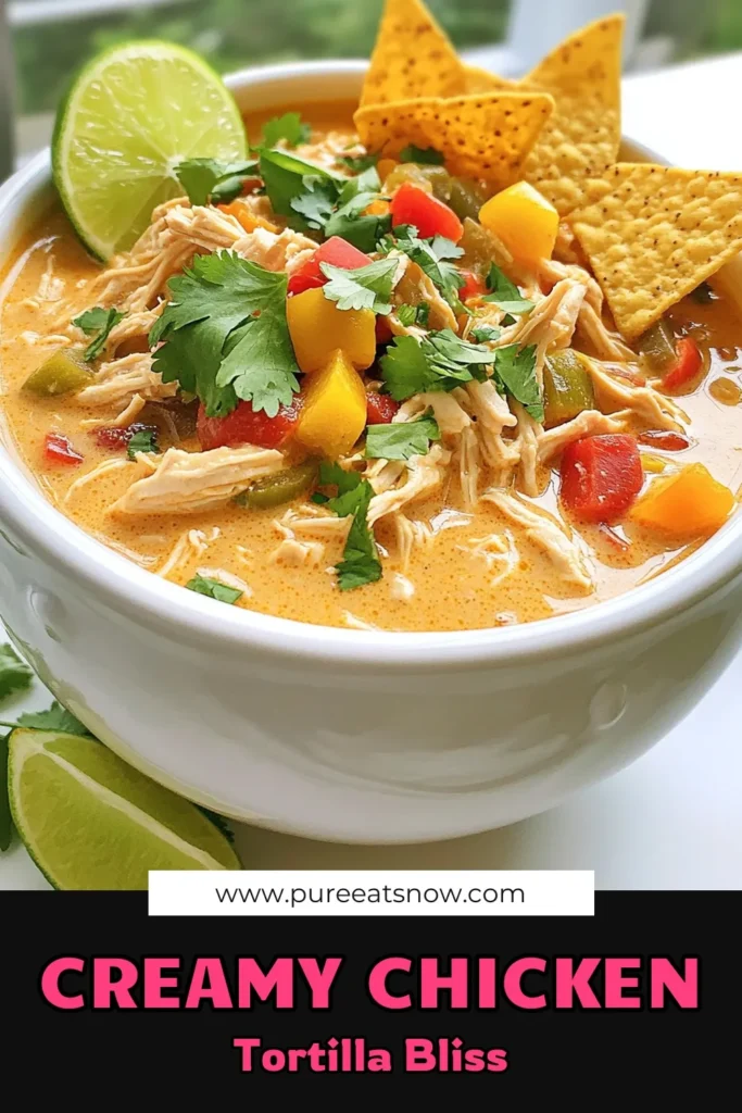 Warm up with a bowl of Instant Pot Creamy Chicken Tortilla Soup that's bursting with flavor! This easy recipe combines tender chicken, vibrant veggies, and spices for a creamy delight that your family will love. Perfect for busy weeknights, simply sauté, pressure cook, and enjoy. Click to explore the full recipe and elevate your soup game today! #InstantPotRecipes #ChickenSoup #SoupSeason #ComfortFood