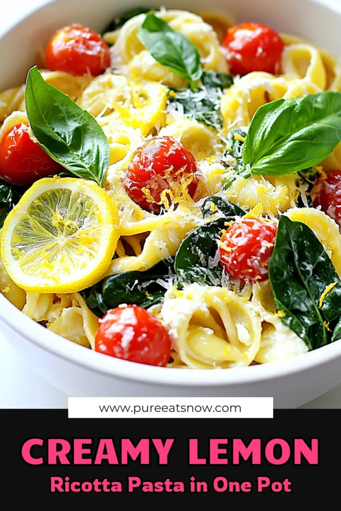 Indulge in the delightful flavors of One Pot Lemon Ricotta Pasta! This easy recipe combines pasta, creamy ricotta, zesty lemon, and fresh veggies all in one pot for a quick and satisfying meal. Perfect for busy weeknights, it’s ready in just 25 minutes. Discover how to make this delicious dish and impress your family or guests! Click to explore the full recipe now! #onepotpasta #lemonricotta #easyrecipes #cookingathome