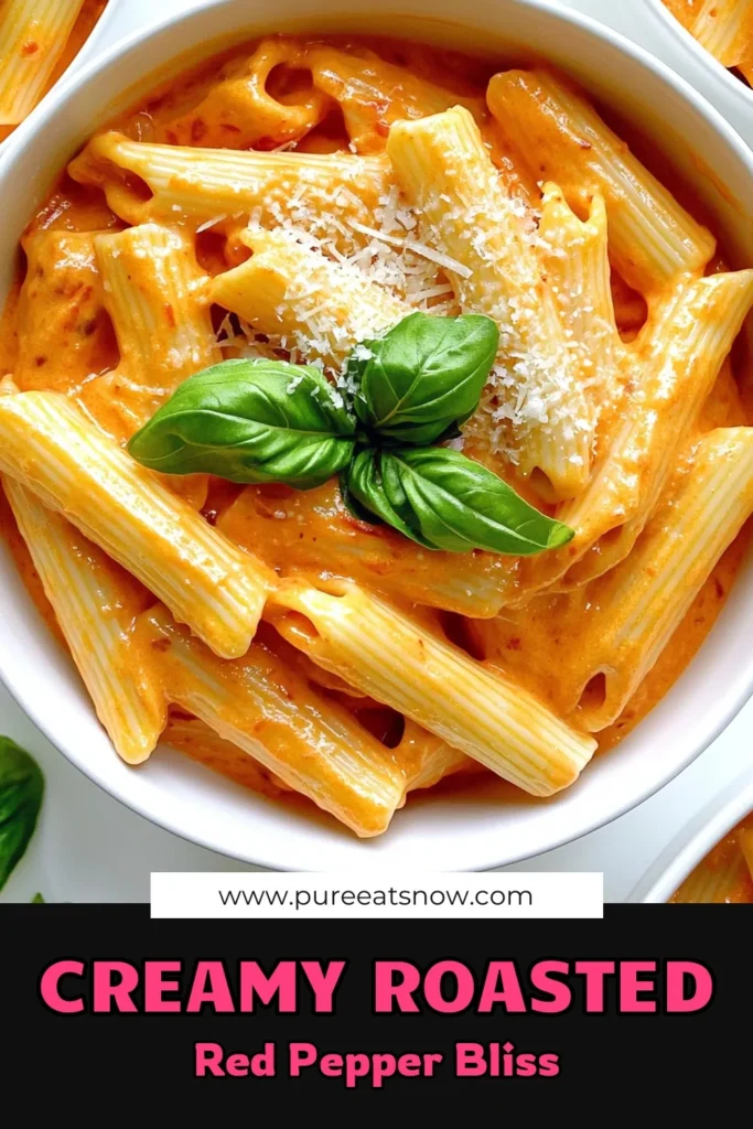 Indulge in the creamy goodness of Roasted Red Pepper Pasta with this simple and delicious recipe! Made with roasted bell peppers, garlic, and heavy cream, this dish is perfect for a cozy dinner or entertaining guests. Learn how to create a rich and flavorful sauce that coats your favorite pasta perfectly. Click through for the full recipe and enjoy a hearty meal that's sure to impress! #PastaRecipes #CreamyPasta #RedPepper #DinnerIdeas