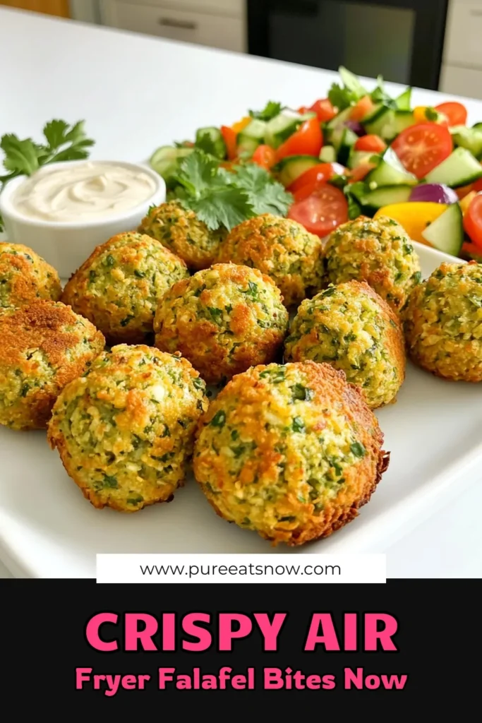 Create delicious Air Fryer Crispy Falafel Bites at home with this easy recipe! Just blend chickpeas, fresh herbs, and spices, then air fry until golden and crispy. Perfect for a healthy snack or appetizer, these falafel bites are sure to impress your guests. Ready in just 35 minutes, you won’t want to miss out. Click through for the full recipe and tips! #Falafel #HealthyRecipes #AirFryerRecipes #VegetarianEats