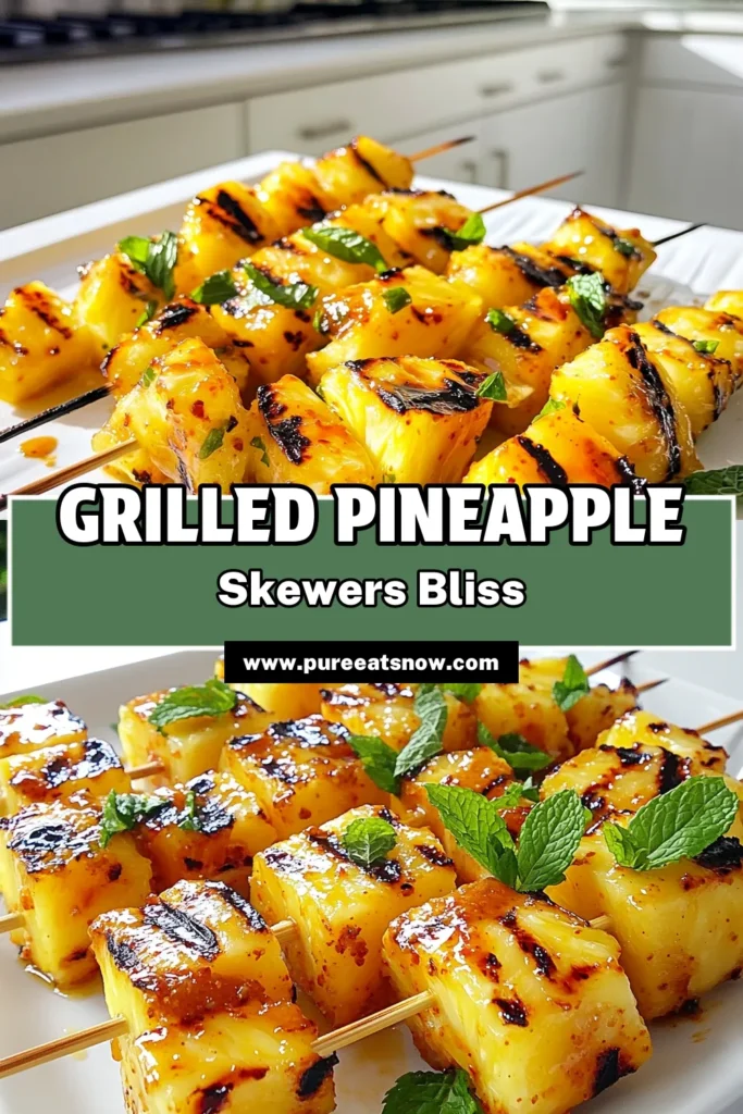 Elevate your summer grilling with these Sweet Chili Lime Grilled Pineapple Skewers! This vibrant recipe combines juicy pineapple with a tangy sweet chili sauce and zesty lime, perfect for a refreshing treat. Easy to prepare and grill, these skewers are great for parties or a family dinner. Click to discover the full recipe and impress your guests with this delightful dish! #GrilledPineapple #SummerRecipes #HealthyDesserts #PineappleSkewers